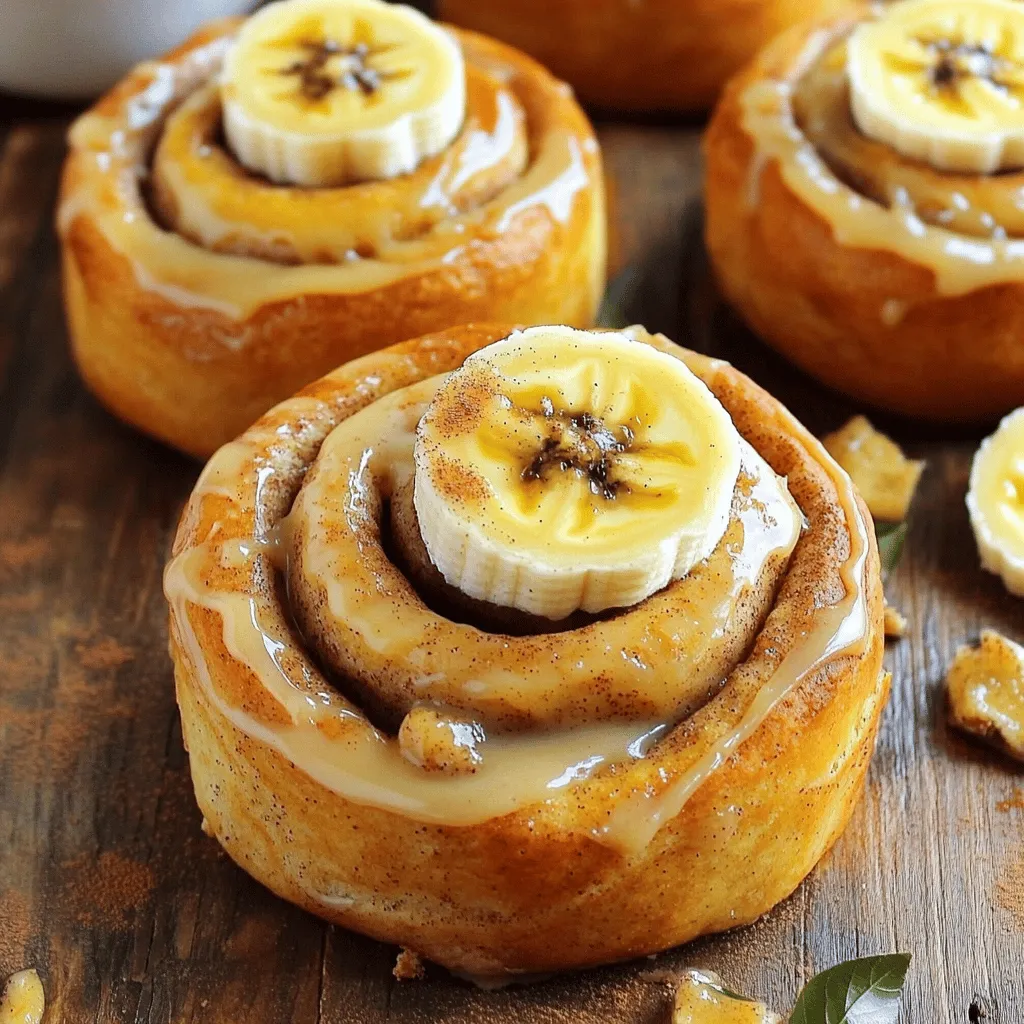 - 2 ripe bananas, mashed - 1/3 cup melted butter - 1/2 cup brown sugar - 1/4 cup granulated sugar - 1 large egg - 1 teaspoon vanilla extract - 1 teaspoon baking soda - 1/2 teaspoon salt - 1 1/2 cups all-purpose flour - 1/4 cup chopped walnuts - 1/4 cup raisins or chocolate chips - 1 cup powdered sugar - 2 tablespoons milk - 1/2 teaspoon vanilla extract These ingredients create a sweet, soft treat that blends banana bread and cinnamon rolls. The ripe bananas add natural sweetness and moisture, while the butters and sugars create a rich flavor. You can add walnuts, raisins, or chocolate chips for extra texture and taste. For the icing, powdered sugar, milk, and vanilla make a sweet drizzle that takes these rolls to the next level. To see the full recipe, check the section above. - Preheat oven to 350°F (175°C) - Grease a 9x9 inch baking dish - Combine mashed bananas and melted butter - Mix in sugars, egg, and vanilla extract - Add baking soda, salt, and flour Start by mashing your bananas in a bowl. I like to use ripe bananas for the best taste. Add melted butter and mix until smooth. Then, stir in brown sugar and granulated sugar. Next, crack the egg into the mix, along with the vanilla extract. Blend until everything is well mixed. After that, sprinkle in the baking soda and salt. Finally, add the flour slowly, stirring gently. Do not over-mix; a few lumps are okay! - Roll out dough into a rectangle - Add melted butter, cinnamon, and optional fillings - Roll, slice, and arrange in baking dish On a floured surface, roll the dough into a rectangle about 1/4 inch thick. Brush the dough with melted butter. Then sprinkle ground cinnamon evenly over the top. If you want to add extra flavors, now is the time! You can add chopped walnuts, raisins, or chocolate chips. Next, start rolling the dough tightly from one edge. Pinch the seam to seal it. Once rolled, cut the log into 1-inch thick slices. Place these slices into your greased baking dish. - Bake for 20-25 minutes - Prepare icing while rolls bake - Drizzle icing over warm rolls Bake the rolls for about 20-25 minutes. They should be golden brown and puffed up. While they bake, make the icing. In a bowl, whisk together powdered sugar, milk, and vanilla extract until smooth. After baking, let the rolls cool a bit, then drizzle the icing over them. Enjoy your delicious banana bread cinnamon rolls! For the full recipe, check out the details above. - Avoid over-mixing the dough. This keeps the rolls fluffy and soft. - Ensure butter is not too hot when mixing. Hot butter can cook the egg. - Use ripe bananas for best flavor. They add natural sweetness and moisture. - Serve warm with drizzling icing. This makes each bite melt in your mouth. - Garnish with banana slices or a sprinkle of cinnamon. This adds a nice touch. - Recommended baking dish type: I like a 9x9 inch dish for even baking. - Useful tools for rolling and cutting include a rolling pin and a sharp knife. For the full recipe, check out the [Full Recipe]. {{image_2}} You can easily change the flavor of your banana bread cinnamon rolls. Adding spices like nutmeg or cardamom gives a warm twist. These spices enhance the sweet banana flavor. You can also swap chocolate chips for nuts or dried fruit. Walnuts or pecans add crunch, while dried cranberries or figs add sweetness. If you want a healthier treat, try replacing white sugar with honey or maple syrup. These natural sweeteners add flavor and moisture. Using whole wheat flour instead of all-purpose flour boosts fiber. This makes your rolls more filling and nutritious while keeping them tasty. For those with dietary needs, gluten-free flour alternatives work well. Look for blends that mimic all-purpose flour. For a vegan version, you can use flaxseed meal or applesauce as egg substitutes. This keeps the rolls moist and fluffy without using eggs. For more ideas, check out the Full Recipe. After baking, let your banana bread cinnamon rolls cool for about 10 minutes. This helps the rolls set and keeps them moist. To store, use a clean kitchen towel to cover the rolls. You can also place them in an airtight container. This keeps them fresh for longer. I recommend using a glass or plastic container with a tight lid. Avoid metal containers, as they can trap moisture and make your rolls soggy. If you want to save them for later, you can freeze your rolls. Wrap each roll in plastic wrap, then place them in a freezer bag. They will last up to three months in the freezer. If you want to store them in the fridge, they will stay fresh for about a week. For room temperature storage, keep them in a cool place. They are best eaten within three days when stored at room temperature. To enjoy your rolls warm again, use the microwave or oven. For the microwave, place a roll on a plate and heat it for 10-15 seconds. This keeps them soft. If you prefer the oven, preheat it to 350°F (175°C). Wrap the rolls in foil to keep them moist and heat for about 10 minutes. This method makes them taste freshly baked again. Enjoy your delicious banana bread cinnamon rolls anytime! For the complete recipe, check the Full Recipe section. Yes, you can use frozen bananas. To do this, take the bananas out of the freezer. Let them sit at room temperature for 30 minutes. Once thawed, peel and mash them. This will give you the same taste as fresh bananas. Look for a golden brown color on top. The rolls should also puff up nicely. A toothpick inserted in the center should come out clean. These signs mean your cinnamon rolls are ready to enjoy! You can use applesauce or mashed banana as an egg replacer. Use 1/4 cup of either for one egg. This keeps the rolls moist but may change the taste slightly. You can also try a flaxseed meal mix. Combine 1 tablespoon of flaxseed with 2.5 tablespoons of water. Let it sit for a few minutes before mixing it in. Yes, you can prepare the rolls in advance. After you slice them, cover and refrigerate them for up to 24 hours. When ready to bake, let them sit at room temperature for 30 minutes. Then, bake as directed. This makes mornings much easier! Banana bread cinnamon rolls are simple to make and tasty. You learned the key ingredients, helpful tips, and different ways to enjoy them. Remember to use ripe bananas for great flavor and try optional add-ins for unique twists. Store your rolls correctly to keep them fresh. With this guide, you're well on your way to baking delicious rolls. I hope you enjoy each bite as much as I do!