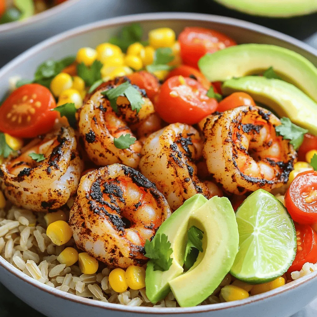 - 1 pound large shrimp, peeled and deveined - 2 tablespoons blackening seasoning - 2 tablespoons olive oil - 1 cup brown rice or quinoa, cooked - 1 cup corn, fresh or frozen - 1 red bell pepper, diced - 1 avocado, sliced - 1 cup cherry tomatoes, halved - 1 lime, juiced - Salt and pepper to taste - Fresh cilantro for garnish These ingredients are the key to a great blackened shrimp bowl. You’ll want to use fresh shrimp for the best taste. Blackening seasoning gives the shrimp a bold flavor. You can make your own or use a store-bought mix; both work well. Brown rice or quinoa serves as a healthy base. Corn adds sweetness, while the red bell pepper gives a nice crunch. The avocado adds creaminess, and the cherry tomatoes bring freshness. The lime juice brightens the dish, making it even more delicious. Don't forget the fresh cilantro! It adds a pop of color and flavor. This bowl is simple, tasty, and fun to make. You can find the full recipe for more details on how to cook and assemble these delicious bowls. First, take your shrimp and place them in a bowl. Add 2 tablespoons of blackening seasoning. Toss the shrimp well until they are fully coated. This step is key to getting full flavor in every bite. Next, heat 2 tablespoons of olive oil in a large skillet over medium-high heat. Once the oil is hot, add the shrimp in a single layer. Cook them for 2-3 minutes on each side. You want the shrimp to turn opaque and get a nice char. Once done, remove them from the skillet and set aside. Now, in the same skillet, add 1 diced red bell pepper and 1 cup of corn. Sauté these for about 3-4 minutes. You want the bell pepper to be tender but still crisp. Add salt and pepper to taste for extra flavor. For the next step, take serving bowls and layer 1 cup of cooked brown rice or quinoa at the bottom. Top each bowl with the sautéed corn and bell pepper mixture. Then, add the blackened shrimp on top. Optionally, you can add sliced avocado and halved cherry tomatoes for brightness. To finish, drizzle fresh lime juice over each bowl. This adds a zesty kick. Finally, garnish with chopped cilantro for a fresh touch. Enjoy your flavorful Blackened Shrimp Bowls! For a complete guide on making this dish, check the Full Recipe. To get the perfect char on your shrimp, start by using a hot skillet. Heat your olive oil until it shimmers. Then, add the seasoned shrimp in a single layer. Cook them for 2-3 minutes on each side. You want them opaque and slightly crispy. This gives that sought-after blackened flavor. When sautéing your vegetables, keep it simple. Add diced red bell pepper and corn to the same skillet after cooking the shrimp. This saves time and adds flavor. Cook for 3-4 minutes until the bell pepper is tender but still has a nice crunch. Season with salt and pepper to make them pop. Presentation matters! Use vibrant bowls for your blackened shrimp bowls. This makes your dish look appealing. Layer your ingredients neatly for a colorful display. Top it off with sliced avocado and halved cherry tomatoes for added color. Don’t forget to add lime wedges on the side. They not only look great but also add a zesty kick. A sprinkle of fresh cilantro on top adds a nice touch, too. Feel free to mix things up with your grains. Brown rice is great, but you can also use quinoa or even couscous. Each grain brings its own flavor and texture. For vegetables, you have options! Try zucchini, spinach, or even black beans for a twist. You can also add toppings like feta cheese, sliced jalapeños, or a dollop of sour cream. Personalizing your bowls makes them even more special. For the full recipe, check out the [Full Recipe]. {{image_2}} You can swap shrimp for chicken or tofu. Chicken cooks well with blackening spice. Use boneless, skinless chicken breasts for easy cooking. Cook chicken for about 5-7 minutes per side. For tofu, use firm blocks. Cut tofu into cubes and follow the same cooking steps. Cook until golden brown on all sides. Adjust cooking times based on the thickness of the protein. This way, your meal stays juicy and flavorful. Using seasonal vegetables can make your dish fresh and vibrant. In spring, try asparagus or snap peas. In summer, use zucchini or bell peppers. Fall brings great options like butternut squash or Brussels sprouts. Winter allows for hearty greens like kale or Swiss chard. Adding these veggies not only boosts flavor but also adds color and nutrition to your bowls. Want an extra kick? Add spices like cayenne or smoked paprika. These spices can heighten the dish's warmth and depth. You can also mix in flavors from other cuisines. Add a splash of soy sauce and sesame oil for an Asian twist. Or, try curry powder for an Indian flair. These enhancements can turn your blackened shrimp bowls into a whole new experience! To keep your blackened shrimp bowls fresh, store leftovers in airtight containers. Use glass or plastic containers that seal well. This helps avoid spills and keeps moisture in. Make sure to cool the bowls down before sealing them. It is best to eat leftovers within three days for the best taste. When reheating, I recommend using the stovetop. It warms the shrimp and veggies without drying them out. Heat a small amount of oil in a skillet, then add your leftovers. Stir gently until everything is hot. You can also microwave, but do so in short bursts. Check often to avoid overcooking. Yes, you can freeze blackened shrimp! However, shrimp can lose some texture. If you freeze, do so in a single layer on a baking sheet first. Once they are firm, transfer them to a freezer bag. For the rice or quinoa, freeze in separate bags. This keeps everything fresh and makes it easy to reheat later. Blackening seasoning is a mix of spices that adds a bold flavor to dishes. It often includes: - Paprika - Cayenne pepper - Garlic powder - Onion powder - Thyme - Oregano - Black pepper - Salt This blend gives food a smoky, spicy taste. The seasoning creates a nice char when cooked, making it great for shrimp. Yes, you can use frozen shrimp. Here are some tips: - Thaw shrimp in the fridge overnight or run under cold water for 10 minutes. - Pat them dry before seasoning to help flavors stick. - Cook them the same way as fresh shrimp, but check for doneness as they may take a bit longer. You can make Blackened Shrimp Bowls healthier by trying these ideas: - Use less olive oil or swap it for cooking spray. - Choose quinoa over brown rice for more protein and fiber. - Add more veggies like spinach or zucchini to boost nutrition. - Skip the avocado or use half for fewer fats. Yes, this recipe is gluten-free. To keep it gluten-free, use: - Gluten-free grains like quinoa or brown rice. - Ensure sauces are labeled gluten-free. Absolutely! Meal prep is easy with these tips: - Cook shrimp and veggies ahead of time. - Store them separately in airtight containers. - Reheat shrimp and veggies before serving. - Assemble bowls fresh during the week for best flavor. These sides work great with Blackened Shrimp Bowls: - A fresh green salad with a light dressing. - Roasted sweet potatoes for a sweet contrast. - Grilled asparagus or zucchini for added veggies. - Cornbread for a comforting touch. For the full experience, check out the Full Recipe to create these delightful bowls! This blog post detailed a delicious blackened shrimp bowl. You learned about key ingredients, preparation steps, and tips for the best results. I shared options for swapping proteins and customizing flavors to suit your taste. Plus, you got valuable storage and reheating info to enjoy leftovers. The blackened shrimp bowl is fun to make and very tasty. Try it out and enjoy every bite!