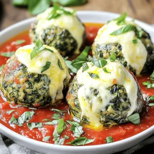 - 1 pound ground beef - 1 cup fresh spinach, chopped - 3 cloves garlic, minced - 1/2 cup breadcrumbs - 1/4 cup grated Parmesan cheese - 1/4 cup milk - 1 teaspoon Italian seasoning - Salt and pepper to taste - 8 oz mozzarella cheese, cut into small cubes - 1 egg, beaten - 1 tablespoon olive oil Gathering the right ingredients is key to making delicious spinach garlic meatballs stuffed with mozzarella. Start with good quality ground beef; it forms the base of your meatballs. Fresh spinach adds color and nutrition. Minced garlic gives a strong flavor that pairs well with the beef. You will need breadcrumbs for texture, and grated Parmesan cheese adds a nice cheesy touch. Milk keeps the mixture moist. Italian seasoning brings warmth and depth. Don't forget salt and pepper to enhance all the flavors. The star of the show is the mozzarella cheese. Cutting it into small cubes helps it melt beautifully inside the meatballs. An egg binds everything together, ensuring your meatballs hold their shape. Finally, a tablespoon of olive oil is essential for browning your meatballs, giving them that beautiful golden crust. For the full recipe, check out the detailed instructions to create this dish. - Preheat your oven to 400°F (200°C) and line a baking sheet with parchment paper. - In a large mixing bowl, combine the ground beef, chopped spinach, minced garlic, breadcrumbs, grated Parmesan cheese, milk, Italian seasoning, salt, and pepper. Mix until well combined. - Take a small portion of the meat mixture, about the size of a golf ball, and flatten it in your palm. - Place a cube of mozzarella in the center of the flattened meat and carefully fold the meat around the cheese, ensuring it is completely sealed. Repeat this process until all the meat mixture is used. - In a large skillet, heat the olive oil over medium heat. Add the meatballs and sear them for about 2-3 minutes on each side until they are browned. - Transfer the browned meatballs to the prepared baking sheet and bake in the preheated oven for 15-20 minutes, or until cooked through. - Once cooked, remove the meatballs from the oven and let them sit for a few minutes before serving. By following these steps, you will create delicious spinach garlic meatballs stuffed with mozzarella. Enjoy the process! To brown meatballs evenly, use a hot skillet with olive oil. Sear them for 2-3 minutes on each side. This helps lock in flavor. Make sure not to overcrowd the pan. Give each meatball space to cook properly. To prevent meatballs from breaking, do not overmix the meat mixture. Gently shape them with your hands. If you add breadcrumbs, they will hold together better. To elevate the flavor, consider adding a pinch of crushed red pepper or smoked paprika. These spices can bring a warm kick to your meatballs. For stuffing, try using different types of cheese like provolone or gouda. Each cheese offers a unique taste that can surprise your palate. For plating, serve the meatballs on a large platter. Drizzle them with marinara sauce for a pop of color. Garnish with fresh basil or parsley to add a fresh touch. This makes the dish look inviting. You can also sprinkle a bit of grated cheese on top before serving. It adds a nice finishing touch. For a side, consider garlic bread or a simple salad. They pair wonderfully with the meatballs. For a full recipe, check out the complete Spinach Garlic Meatballs Stuffed with Mozzarella recipe. {{image_2}} You can easily swap ground beef for turkey or chicken. This change makes the dish lighter without losing flavor. If you want a plant-based option, use lentils or chickpeas. These alternatives give a great texture and taste. Try different cheeses for stuffing. Cheddar or feta can add a fun twist. For more flavor, mix in herbs or spices. Adding basil or crushed red pepper can make the meatballs stand out. You can serve meatballs with marinara sauce or even a creamy sauce. Pair them with garlic bread or a fresh salad for balance. If you want a full meal, serve meatballs over pasta. It makes a hearty dish that everyone will love. For the complete Spinach Garlic Meatballs Stuffed with Mozzarella recipe, check the link above. To keep your meatballs fresh, store them in an airtight container. Place them in the fridge within two hours of cooking. If you want to freeze them, wrap each meatball in plastic wrap and place them in a freezer bag. This way, they stay moist and tasty. When reheating, use the oven or stovetop instead of the microwave. This helps prevent drying out the meatballs. Heat them gently over low heat until warm. Cooked meatballs can last about 3 to 4 days in the fridge. Uncooked meatballs stay fresh for 1 to 2 days. Always check for signs of spoilage. If the meatballs smell sour or have a slimy texture, discard them. Fresh meatballs should have a firm feel and a pleasant aroma. To simplify weeknight meals, make meatballs in advance. You can prepare them on the weekend and store them in the fridge. For freezing, place uncooked meatballs on a baking sheet to freeze them individually. Once frozen, transfer them to a freezer bag. This makes it easy to grab a few for quick dinners during the week. You can bake them straight from the freezer; just add a few extra minutes to the cooking time. For a full recipe, check out the complete Spinach Garlic Meatballs Stuffed with Mozzarella recipe. To check if your meatballs are done, use a meat thermometer. The safe internal temperature for beef is 160°F (71°C). Insert the thermometer into the center of a meatball. If it reads 160°F or higher, they are safe to eat. If not, return them to the oven for a few more minutes. Always double-check the temperature to ensure safety and avoid undercooked meat. Yes, you can make these meatballs ahead of time. Prepare the mixture and form the meatballs. Place them on a baking sheet and freeze them for later. Once frozen, transfer the meatballs to a freezer bag. When ready to cook, you can bake them straight from the freezer. Just add a few extra minutes to the cooking time. This method saves time and makes meal prep easier. These meatballs pair well with many sides. You can serve them with spaghetti and marinara sauce for a classic dish. A fresh salad or garlic bread makes a nice addition too. Roasted vegetables or a creamy polenta can also enhance the meal. Feel free to get creative with your sides and enjoy a well-rounded dinner. For the complete Spinach Garlic Meatballs Stuffed with Mozzarella recipe, check out the [Full Recipe](#). In this blog post, we explored making delicious Spinach Garlic Meatballs with mozzarella. You learned about the key ingredients like ground beef, spinach, and garlic. We walked through preparation, cooking steps, and tips to enhance flavor. I also shared variations and ways to store your leftovers effectively. Final thoughts: This recipe is fun to make and easy to adapt. Enjoy experimenting, and happy cooking!