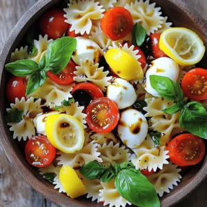 The Best Caprese Pasta Salad is fresh and tasty. It brings together simple ingredients. This dish uses pasta, tomatoes, mozzarella, and basil. Each bite is a burst of flavor. You can find the Full Recipe above. Here’s what you need for this delightful salad: - 8 oz (225 g) farfalle (bowtie) pasta - 1 cup cherry tomatoes, halved - 1 cup fresh mozzarella balls (bocconcini) - 1 cup fresh basil leaves, torn - 3 tablespoons extra-virgin olive oil - 2 tablespoons balsamic glaze - Salt and pepper to taste - 1/2 teaspoon garlic powder - Zest of 1 lemon Using fresh ingredients makes this pasta salad shine. Fresh tomatoes burst with juice. Fresh mozzarella adds creaminess. Fresh basil gives a fragrant touch. When all these flavors mix, they create magic. Always choose the best ingredients you can find. They make a huge difference in taste and quality. Enjoy the crunch of fresh veggies and the smoothness of cheese. This salad is all about freshness! Start by gathering all your ingredients. You will need: - 8 oz (225 g) farfalle (bowtie) pasta - 1 cup cherry tomatoes, halved - 1 cup fresh mozzarella balls (bocconcini) - 1 cup fresh basil leaves, torn - 3 tablespoons extra-virgin olive oil - 2 tablespoons balsamic glaze - Salt and pepper to taste - 1/2 teaspoon garlic powder - Zest of 1 lemon Wash the cherry tomatoes and basil leaves. Halve the tomatoes and tear the basil. This makes the salad look nice and fresh. Next, bring a large pot of salted water to a boil. Add the farfalle pasta and cook according to the package directions. You want it to be al dente, which means firm to the bite. This usually takes about 10-12 minutes. Once cooked, drain the pasta and rinse it under cold water. This stops the cooking process and cools it down. After rinsing, set the pasta aside to dry. In a big mixing bowl, combine the cooked pasta, halved cherry tomatoes, mozzarella balls, and torn basil leaves. This mix gives great flavor and color. In a small bowl, whisk together the olive oil, balsamic glaze, garlic powder, lemon zest, salt, and pepper. Pour this dressing over the pasta mixture. Gently toss everything together until all the ingredients are evenly coated. It’s important to mix well so every bite is tasty. Taste the salad and adjust the seasoning. If it needs more salt or pepper, add it now. Chill the salad in the fridge for at least 30 minutes. This lets the flavors meld together. Serve it cold or at room temperature for the best taste. Enjoy your Best Caprese Pasta Salad with family and friends! For the complete details, check the Full Recipe. To prevent pasta from sticking, use ample water when cooking. A good rule is to use 4 quarts of water for every pound of pasta. Add salt once the water boils. This helps with flavor and texture. Stir the pasta often in the first few minutes of cooking. Drain it promptly when it's al dente. Rinse it briefly under cold water to stop the cooking process. This keeps it firm and prevents clumping. Flavor is key in any pasta salad. Start with good quality olive oil. It adds richness and depth. Use fresh herbs like basil for a bright taste. You can also add garlic powder for a subtle kick. A splash of balsamic glaze gives a sweet and tangy touch. Always taste as you mix. Adjust salt and pepper to your preference. Don't forget the lemon zest! It adds a fresh note that brightens the whole dish. Serve your Caprese pasta salad cold or at room temperature. This makes it perfect for picnics or gatherings. Garnish with extra basil leaves for a pop of color. Pair it with grilled chicken or fish for a complete meal. It also works well with crusty bread on the side. For a fun twist, try serving it in mason jars. This makes for easy transport and a lovely presentation. For the full recipe, check out the link! {{image_2}} You can easily add protein to your Caprese pasta salad. A few tasty options include grilled chicken, shrimp, or even chickpeas. Each choice adds a nice twist to the dish. Grilled chicken gives it a hearty flavor. Shrimp adds a light touch. Chickpeas boost the protein while keeping it vegetarian. Feel free to mix and match to find what you love best! If you want a vegan or dairy-free version, swap the mozzarella for vegan cheese or avocado. This keeps the creaminess of the dish without using dairy. You can also add nuts, like pine nuts or walnuts, for extra crunch and flavor. Another great option is using marinated tofu, which adds protein and a unique taste to your salad. Caprese salad has many regional twists. In Italy, you might find it served with a drizzle of pesto. In the south of France, they may add olives for a salty kick. You can also play with the types of tomatoes used. Heirloom or sundried tomatoes can give a different flavor profile. Each region offers exciting options to explore in your own kitchen. To keep your Caprese pasta salad fresh, store it in the fridge. First, let the salad cool to room temperature. Then, place it in a container with a tight lid. This method keeps moisture in and air out, which helps the salad stay tasty. I recommend using glass or plastic containers with tight seals. These types of containers prevent spills and keep the salad fresh. If you have a lot of salad, consider using a larger container. You can also use smaller containers for single servings. This makes it easy to grab and go! You can store your salad in the fridge for up to three days. After that, the flavors may fade, and the ingredients might not taste great. If you notice any changes in smell or texture, it’s best to toss it. Enjoy your delicious Caprese pasta salad while it’s at its best! For the full recipe, check out the Best Caprese Pasta Salad section. Yes, you can make this salad ahead of time. It actually tastes better after chilling. The flavors blend well when it sits in the fridge. I suggest you prepare it a few hours before serving. Just cover it tightly and chill it. This way, you save time and enjoy a tasty dish. You can use various pasta types for this salad. I like farfalle for its fun shape. Penne or fusilli also work well. Choose any pasta you enjoy. Just ensure it cooks al dente for the best texture. The pasta should hold the dressing and flavors nicely. Yes, fresh basil is key to this salad. Its bright flavor makes the dish shine. Dried basil won't give the same taste. If you can’t find fresh basil, try parsley or arugula. They add a nice touch but won’t taste the same as basil. Fresh herbs elevate this dish and make it special. This blog covered key parts of making a Caprese Pasta Salad. We talked about fresh ingredients, cooking steps, and useful tips. I highlighted fun variations and proper storage methods. Remember, fresh ingredients make a big difference. You can swap protein and add your favorite flavors. Enjoy making this salad for your next meal. It's simple and tasty! Don’t hesitate to try new ideas and share your results. The best pasta salad is the one you love!