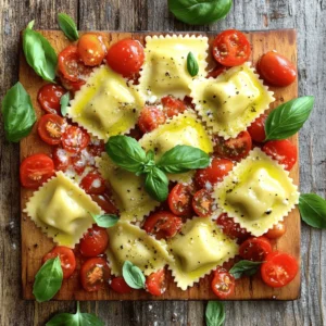 - 2 cups fresh ricotta cheese - 1 cup grated Parmesan cheese - 1 large egg - 2 cups all-purpose flour - 1 teaspoon salt - Freshly cracked black pepper - 4 cups mixed heirloom tomatoes, diced - 3 cloves garlic, minced - 1 tablespoon olive oil - 1/4 cup fresh basil leaves, chopped To make delicious ravioli, it's key to choose the right ingredients. Start with fresh ricotta cheese for the filling. Its creamy texture gives a lovely mouthfeel. Mix it with grated Parmesan cheese for a sharp, nutty flavor. Add a large egg to bind everything together. For the dough, use all-purpose flour. It creates the perfect pasta texture. A teaspoon of salt enhances the flavor. Freshly cracked black pepper adds a hint of spice. Now, let’s talk about the sauce. Heirloom tomatoes bring sweetness and depth. Dicing them helps release their juices. Minced garlic adds warmth and richness. Olive oil helps blend the flavors. Lastly, fresh basil leaves add a burst of freshness. This combination of fresh ingredients shines through in every bite. If you want to dive deeper into making this dish, check the Full Recipe for more details. To make the ravioli dough, first, mix 2 cups of flour and 1 teaspoon of salt in a large bowl. Then, create a well in the center. Add 1 large egg into the well. Use a fork to mix the flour into the egg from the edges. Knead the dough for about 5 to 7 minutes until it feels smooth and elastic. Wrap the dough in plastic wrap and let it rest for 30 minutes. This rest time helps the dough become easier to roll out. For the filling, take a bowl and add 2 cups of fresh ricotta cheese, 1 cup of grated Parmesan cheese, 1 large egg, and a pinch of salt and pepper. Mix everything until the filling is smooth and creamy. This filling is rich and full of flavor, perfect for our ravioli. Once the dough has rested, divide it into four equal pieces. Roll out one piece on a floured surface until it is about 1/16 inch thick. Keep the other pieces covered to stop them from drying out. Place teaspoons of the filling about 2 inches apart on one sheet of pasta. Brush water around the filling to help seal it. Place another sheet of pasta on top and press it down to seal. Cut out the ravioli using a knife or pastry cutter. Repeat this process until all the dough and filling are used. To cook the ravioli, bring a large pot of salted water to a boil. Gently drop the ravioli into the water and cook for about 3 to 4 minutes, or until they float. Use a slotted spoon to remove them from the pot. Now, they are ready to be combined with the delicious sauce from the full recipe. - Use cold ingredients for the dough. Cold ingredients help the dough stay firm. - Don’t overfill the ravioli edges. If you fill them too much, they may burst while cooking. - Add herbs to the filling. Fresh herbs like basil or parsley boost the taste. - Use fresh tomatoes for the sauce. Fresh tomatoes give a bright, sweet flavor. - Test a ravioli for doneness before cooking the entire batch. This step helps you avoid overcooking. Just drop one in the water, and check if it floats in 3-4 minutes. If it does, your ravioli are ready! {{image_2}} You can change the filling for your ravioli. Here are two tasty options: - Spinach and ricotta: Mix fresh spinach leaves with ricotta cheese. This filling adds color and nutrition. - Mushroom and parmesan: Sauté mushrooms until soft. Then, mix them with parmesan cheese for a rich flavor. The sauce can also change your dish. Here are two great ideas: - Creamy Alfredo sauce: This sauce adds a rich and smooth taste. It pairs well with the cheese filling. - Pesto sauce instead of tomato: Try using pesto for a fresh, herby flavor. It gives a nice twist to the dish. How you serve your ravioli makes a big difference. Consider these ideas: - Top with grated cheese: A sprinkle of cheese adds extra flavor. Use parmesan or mozzarella for a nice touch. - Serve with a side salad: A fresh salad balances the meal. Greens with a simple vinaigrette work well. Explore these variations to make your ravioli truly your own! For the full recipe, check out the details above. You can keep uncooked ravioli in the fridge. Place them on a floured tray. Cover them with a clean kitchen towel. They stay fresh for up to two days. For best results, use them as soon as possible. For cooked ravioli, use airtight containers. This keeps them from drying out. You can store them in the fridge for about three days. Make sure to add a little olive oil to prevent sticking. If you want to save ravioli for later, freezing is great. Place uncooked ravioli on a baking sheet in a single layer. Freeze them for about one hour. Once frozen, transfer them to a freezer bag. This way, they can last for up to three months. To reheat frozen ravioli, boil them straight from the freezer. Cook for about five minutes, or until they float. You can also sauté them in your favorite sauce for added flavor. For the full recipe, check out the details above. The best way to cook fresh ravioli is by boiling. Start by filling a large pot with water. Add a good amount of salt to the water. Bring the water to a rolling boil. Once boiling, gently drop the ravioli in. Cook them for about 3-4 minutes. - Tip: Stir gently to prevent sticking. - Timing: Ravioli is done when it floats to the top. Yes, you can make ravioli dough ahead of time. After mixing your dough, wrap it tightly in plastic wrap. Store it in the fridge for up to two days. - Resting: It's important to let the dough rest. This helps the gluten relax. - Tip: Bring it back to room temperature before rolling. You can tell when ravioli is done by watching it float. Fresh ravioli will rise to the surface when it is cooked. - Floating technique: Once they float, give them another minute. - Cooking times: Typically, this takes about 3-4 minutes in boiling water. For a complete guide on how to make this delicious dish, check out the Full Recipe. Making homemade ravioli is a rewarding experience. You start with simple ingredients and end up with delicious pasta. From mixing the dough to preparing flavorful fillings, each step adds excitement. The tips on cooking and storing make sure you enjoy your ravioli longer. You can also try fun variations with different fillings and sauces. Enjoy your culinary journey, and share your tasty creations with friends and family! Homemade ravioli can be a hit at any meal.
