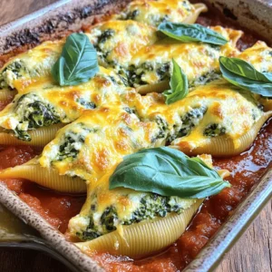 - 12 jumbo pasta shells - 1 cup ricotta cheese - 2 cups fresh spinach, chopped - 1 cup shredded mozzarella cheese - 1/2 cup grated Parmesan cheese - 1 egg - 2 cloves garlic, minced - 1 teaspoon dried oregano - 1 teaspoon salt - 1/2 teaspoon black pepper - 2 cups marinara sauce - Fresh basil leaves for garnish Alternatives for Ricotta Cheese If you can’t find ricotta, try cottage cheese. It gives a similar texture. You can also blend silken tofu for a dairy-free option. Spinach Options: Fresh vs. Frozen I love using fresh spinach for its flavor. However, frozen spinach works too. Just make sure to drain the excess water. Choosing the Right Pasta Shells Jumbo shells are the best for stuffing. If you can’t find them, use large manicotti shells. They work just as well. This dish packs a lot of flavor and is fun to make. You can find the full recipe above and enjoy cooking! Preheating the Oven First, set your oven to 375°F (190°C). This step is key for the perfect bake. Cooking the Jumbo Pasta Shells Next, boil the jumbo pasta shells according to the package instructions. Cook them until they are al dente. This means they should still have a slight bite to them. After boiling, drain the shells and let them cool a bit. Preparing the Spinach and Ricotta Filling In a large bowl, mix 1 cup of ricotta cheese, 2 cups of chopped fresh spinach, and half of the mozzarella cheese. Add in 1/2 cup of grated Parmesan cheese, 1 egg, 2 cloves of minced garlic, 1 teaspoon of dried oregano, 1 teaspoon of salt, and 1/2 teaspoon of black pepper. Stir everything together until it is well mixed. How to Properly Stuff the Shells Take a spoon and carefully fill each shell with the spinach and ricotta mixture. Be gentle to avoid tearing the shells. Place each stuffed shell in a baking dish. Arranging in the Baking Dish Make sure the stuffed shells sit close together in the dish. This helps them stay warm and cook evenly. Adding and Spreading Marinara Sauce Pour 2 cups of marinara sauce over the stuffed shells. Spread it evenly so all the shells are covered. This adds flavor and moisture as they bake. Covering and Uncovering for Perfect Cheese Cover the baking dish with foil. This traps steam and helps the shells cook. After 25 minutes, remove the foil. Then, sprinkle the remaining mozzarella cheese on top. Baking Times: What to Look For Bake for an additional 10 minutes. Look for the cheese to be bubbly and golden. This is when your dish is ready to enjoy! For the full recipe, check out the section titled Full Recipe. To ensure your shells do not stick together, use a large pot of boiling water. Add salt to the water. This helps keep the shells from clumping. Stir the shells gently while they cook. This keeps them moving and prevents sticking. For al dente pasta, cook the shells for one to two minutes less than the package states. This way, they will finish cooking in the oven. Al dente shells hold the filling better and have a nice bite. To add some heat, sprinkle in red pepper flakes. This gives a nice kick to the dish. You can also mix in Italian seasoning for a deeper flavor. Fresh herbs like parsley or thyme can brighten the taste. For cheese combos, try mixing ricotta with goat cheese. It adds a tangy twist. You can also swap some mozzarella for fontina. This gives a creamy texture that melts well. Garnishing with fresh basil leaves makes your dish pop. It adds color and a lovely aroma. Place the basil on top right before serving to keep it fresh. For serving suggestions, pair the stuffed shells with a simple side salad. A crisp Caesar salad works well. You can also serve garlic bread on the side. This makes for a complete and satisfying meal. Feel free to explore the Full Recipe for more detailed steps and measurements. {{image_2}} You can easily change the filling for stuffed shells. This keeps meals fresh and fun. - Adding Other Vegetables: Try adding chopped bell peppers or zucchini. You can also use mushrooms or artichokes for a tasty twist. Mix these veggies into the ricotta for more flavor. - Mixing in Different Cheeses: Swap ricotta for goat cheese or cream cheese. You can also add feta for a tangy kick. Each cheese brings a new taste to your dish. You can adapt this dish to fit your diet. Here are some great ideas: - Gluten-Free Options: Use gluten-free pasta shells. Many brands make tasty shells that hold the filling well. Just be sure to cook them carefully to avoid mushiness. - Vegetarian Add-ins: While this dish is vegetarian, you can add more veggies. Consider using lentils or beans for protein. These swaps keep your meal hearty and filling. You have choices when it comes to cooking. Baked shells are warm and cheesy, but unbaked is quick! - No-Bake Approach for Quick Meals: For a fast option, skip the oven. Just fill the shells and pour sauce over them. Heat in a pot until warm. This is great for busy nights! - Using the Air Fryer for a Unique Twist: If you love your air fryer, use it for stuffed shells. Cook them at 350°F (175°C) for about 15 minutes. This gives a crispy, golden finish that everyone will enjoy. For the full recipe, check out the details above and get cooking! To keep your stuffed shells fresh, store them in an airtight container. Place them in the fridge within two hours of cooking. This method helps maintain the flavor and texture. Make sure to cover the shells with some marinara sauce to prevent them from drying out. When you are ready to eat, reheat them gently in the oven. Cover them with foil to keep them moist. Bake at 350°F (175°C) for about 20 minutes, or until heated through. This way, you will enjoy maximum flavor. To freeze your stuffed shells, let them cool completely first. Arrange the shells in a single layer on a baking sheet. Place them in the freezer for about an hour. This step prevents them from sticking together. Once frozen, transfer them to a freezer-safe bag. Be sure to label the bag with the date. For reheating, you can bake them straight from the freezer. Cover with foil and bake at 375°F (190°C) for about 40-45 minutes. Remove the foil during the last 10 minutes to brown the cheese. Refrigerated stuffed shells last for about 3-5 days. If you freeze them, they can stay good for up to 3 months. However, the taste and quality may change over time. Always check for signs of spoilage before eating. Proper storage helps you enjoy your delicious dish longer. For the full recipe, check out the section above. Can I use other types of pasta? Yes, you can use other pasta shapes. Try using manicotti or cannelloni. Just adjust your cooking time as needed. The key is to ensure the pasta holds the filling well. How do I know when the stuffed shells are fully cooked? Check for a bubbly and golden cheese top. Also, the filling should be hot throughout. You can use a food thermometer; a safe internal temperature is 165°F (74°C). Can I make these shells ahead of time? Absolutely. You can prepare them a day before. Just cover and refrigerate. When ready, just bake as directed from the fridge. This saves time and is great for meal prep. Are spinach and ricotta stuffed shells healthy? Yes, they can be quite healthy. Spinach provides vitamins and minerals. Ricotta adds protein and calcium. Use low-fat cheese for lighter options. Caloric content per serving: What to expect? Each serving has about 350-400 calories. This can change based on specific ingredients used. To cut calories, consider reducing cheese or using whole wheat pasta. What to do if the filling is too runny? If your filling is runny, add more ricotta or a bit of breadcrumbs. This helps absorb extra moisture. Let it sit for a few minutes to thicken. Why did my shells break during cooking? Shells may break if overcooked. Always boil them until al dente. Use a gentle touch when handling them to avoid cracking. Easy Spinach and Ricotta Stuffed Shells are simple and tasty. We covered ingredients, step-by-step cooking, and helpful tips. You can customize your shells with different fillings or dietary options. Storing and reheating is easy, so nothing goes to waste. Remember, cooking can be fun and creative. Experiment and make this dish your own. Enjoy your delicious result, and share it with friends and family!