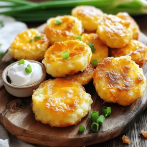 To make these tasty puffs, you need some simple ingredients. Here’s the list: - 2 cups leftover mashed potatoes - 1 cup shredded cheddar cheese - 1/2 cup grated Parmesan cheese - 1/4 cup green onions, finely chopped - 1 egg, beaten - 1/2 cup all-purpose flour - 1 teaspoon garlic powder - 1 teaspoon onion powder - Salt and pepper to taste - Oil for frying (vegetable or canola) These ingredients work together to create a cheesy, fluffy center with a crispy outer layer. You can add extra ingredients to make your puffs even better. Try these options: - Chopped herbs like parsley or chives - Cooked bacon bits for a smoky taste - Crumbled feta cheese for a tangy twist - A sprinkle of cayenne pepper for heat These flavors make your cheese puffs unique and exciting. If you have dietary needs, there are easy swaps. For a gluten-free version, use gluten-free flour. You can also replace egg with flaxseed meal or applesauce for a vegan option. Dairy-free cheese works well for those avoiding dairy. Always check labels to ensure all ingredients fit your diet. By adjusting these ingredients, you can enjoy Irresistible Mashed Potato Cheese Puffs no matter your dietary needs. For complete preparation details, please refer to the Full Recipe. To make the perfect mashed potato cheese puffs, start by mixing your ingredients. In a big bowl, add 2 cups of leftover mashed potatoes. Then, toss in 1 cup of shredded cheddar cheese and 1/2 cup of grated Parmesan cheese. This blend gives the puffs a great cheesy flavor. Next, add 1/4 cup of finely chopped green onions for a fresh taste. Crack in 1 beaten egg to help bind everything together. Now, sprinkle in 1/2 cup of all-purpose flour, 1 teaspoon of garlic powder, and 1 teaspoon of onion powder. These spices add depth to the flavor. Finally, season with salt and pepper. Mix it all well until the mixture is smooth and holds together tightly. After mixing, it’s time to shape the puffs. Take a small amount of the mixture in your hands. Aim for balls about 1 to 1.5 inches wide. This size ensures even cooking. Place each shaped ball on a baking sheet lined with parchment paper. Making all the puffs uniform helps them cook evenly. Try to keep your hands slightly damp to prevent the mixture from sticking to you. Now, let’s fry those tasty puffs. Heat oil in a deep frying pan over medium heat. To test if the oil is ready, drop a small piece of the mixture into the oil. If it sizzles, you’re good to go. Carefully place a few potato cheese balls into the hot oil. Make sure not to overcrowd the pan. Fry them for about 3 to 4 minutes, or until they turn golden brown and crispy. Once fried, use a slotted spoon to remove the puffs and drain them on paper towels. Repeat this process until all the puffs are cooked. For the full recipe, check the earlier section. Enjoy your crunchy, cheesy treats! To get that perfect crunch, you need the right oil. I like using vegetable or canola oil. Heat the oil to medium heat. Test it by dropping a small piece of the mixture in. If it sizzles, you are ready! Frying in small batches helps keep the temperature steady. If you add too many puffs at once, they will steam instead of fry. That will ruin the crunch! A few common mistakes can ruin your cheese puffs. First, don't skip the flour. It helps bind the mixture and adds structure. Second, don’t overcrowd the pan. This can lead to soggy puffs. Also, make sure the oil is hot enough. If it is not hot, the puffs will absorb too much oil and become greasy. Lastly, remember to drain the puffs on paper towels to remove excess oil. Serve your mashed potato cheese puffs warm for the best taste. I recommend placing them on a nice platter. You can add a side of sour cream or a spicy dipping sauce for extra flavor. Garnish with chopped green onions to make them pop. Enjoy the crunch with family or friends for a fun treat. For the full recipe, check out the section above! {{image_2}} You can make your cheese puffs even more tasty by adding herbs and spices. Try mixing in fresh parsley, chives, or dill. These herbs add bright flavors. You could also use spices like paprika or cayenne pepper for a kick. Just sprinkle in a teaspoon or two to change the taste. You can create different puffs every time you make them. You have two great choices for cooking these puffs: frying or baking. Frying gives you that crispy outside that many love. If you prefer a healthier option, try baking. To bake, place the formed puffs on a lined baking sheet. Spray them lightly with oil. Bake them at 400°F for about 20 minutes or until golden. Both methods work well, but they give different textures. If you need a gluten-free option, it's easy to adapt. Replace the all-purpose flour with gluten-free flour. You can also use almond flour or chickpea flour. This way, everyone can enjoy these tasty treats. Just be sure to check your cheese labels too, as some may contain gluten. There are many ways to enjoy your cheese puffs while meeting dietary needs. For the full recipe, check out the details above. To keep your mashed potato cheese puffs fresh, store them in an airtight container. Place a paper towel at the bottom. This helps absorb moisture and keeps the puffs crispy. You can refrigerate them for up to three days. If you want to enjoy their crunch, eat them within that time. You can freeze leftover cheese puffs for later. First, let them cool completely. Then, place them in a single layer on a baking sheet. Freeze for about one hour. Once frozen, transfer them to a freezer-safe bag. Remove as much air as you can. They will stay good for up to two months. When you’re ready to eat frozen puffs, don’t microwave them. Instead, use an oven or air fryer. Preheat your oven to 375°F (190°C). Place the puffs on a baking sheet. Heat for 10 to 15 minutes. If using an air fryer, set it to 350°F (175°C) for about 8 to 10 minutes. This keeps them crispy and delicious. Yes, you can use fresh mashed potatoes. Just make sure they are not too wet. They need to be thick enough to hold their shape. If you make fresh mashed potatoes, let them cool a bit before mixing. This will help them blend well with the cheeses. To make these puffs healthier, consider baking instead of frying. You can also use less cheese or choose low-fat versions. Adding more green onions or herbs boosts flavor without adding calories. Another idea is to swap regular flour for whole wheat or almond flour for a healthier option. Cheese puffs pair well with many sauces. Sour cream is a classic choice. You can also serve them with ranch dressing, spicy ketchup, or a tangy aioli. For a twist, try a honey mustard sauce. Each of these dips adds a fun flavor to the crispy puffs. Explore different sauces to find your perfect match! Mashed potato cheese puffs are simple and tasty. We covered key ingredients and options to boost flavors. I provided clear steps, tips for a great texture, and common mistakes to avoid. You can also explore variations to fit your diet and preferences. Don’t forget about storage and reheating tips to enjoy them later. These puffs are fun to make and share. Experiment with flavors and cooking methods. Each bite can bring joy and satisfaction. Enjoy your cooking journey with these delightful treats!