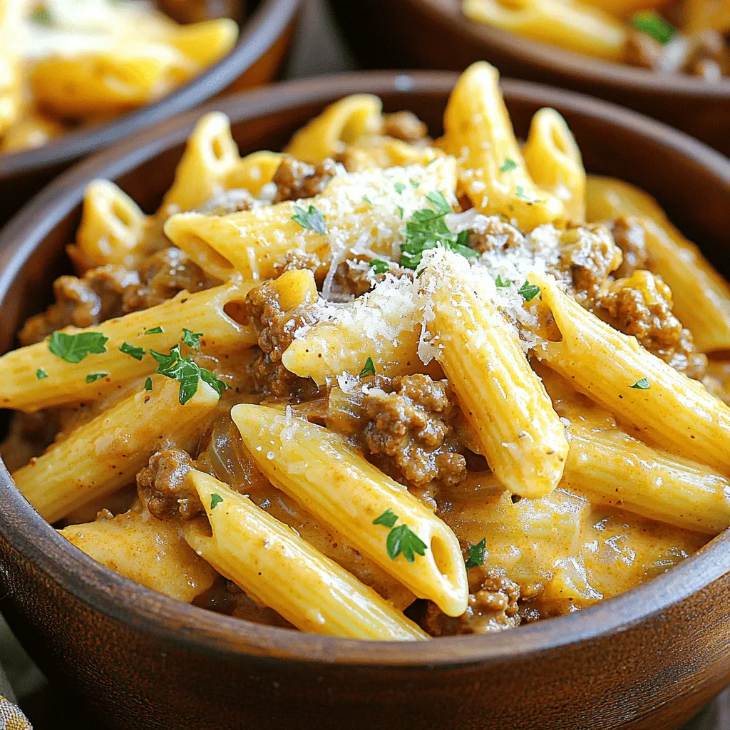 Easy Stovetop Creamy Ground Beef Pasta Delight