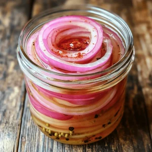 - 2 large red onions, thinly sliced - 1 cup apple cider vinegar - 1 cup water - 1 tablespoon sugar - 1 tablespoon sea salt - 1 teaspoon black peppercorns - 1 teaspoon mustard seeds - 1 teaspoon crushed red pepper flakes (optional for spice) - 2 cloves garlic, crushed Gordon Ramsay's pickled onions are a simple yet delicious treat. You need just a few basic ingredients to make them. The red onions give a lovely color and sweet taste. Apple cider vinegar adds a nice tang. Sugar and salt help balance the flavors. The spices bring warmth and depth to the mix. - Fresh herbs (such as dill or coriander) - Additional spices (like cumin or bay leaves) If you want to add more flavor, consider fresh herbs like dill or coriander. They give a nice herbal note. You can also try different spices like cumin or bay leaves for a twist. Each option brings a new layer to the flavor. Experimenting with these add-ins can make your pickled onions even more special. For the full recipe, click here. - Peel and thinly slice onions using a sharp knife or mandoline. - Set sliced onions aside in a bowl. - Combine apple cider vinegar, water, sugar, and sea salt in a saucepan. - Heat and stir until sugar and salt dissolve. - Add black peppercorns, mustard seeds, and garlic to the saucepan. - Bring to a gentle simmer for 2-3 minutes before cooling. - Layer sliced onions in a clean, sterilized jar. - Pour the warm pickling liquid over the onions. - Allow the jar to cool to room temperature. - Seal and refrigerate for at least 24 hours. You can find the Full Recipe for Gordon Ramsay's pickled onions above. Enjoy this tangy treat! To get the best taste from your pickled onions, try using different vinegars. Red wine or white vinegar can change the flavor. You can also change the sugar and salt amounts. This way, you can make them sweeter or saltier based on your taste. Pickled onions work great with many dishes. They add a nice tang to tacos, sandwiches, and salads. You can even use them as a garnish for burgers or charcuterie boards. They give a pop of color and flavor to any meal. Make your pickled onions stand out by using colorful jars. It adds charm to your kitchen or table. You can also serve them in small dishes. This makes a vibrant and inviting presentation for your guests. The visual appeal makes the meal even more enjoyable. For the complete recipe, check out Gordon's Zesty Pickled Onions. {{image_2}} For a sweeter taste, you can add more sugar or flavored syrups. This will change the flavor profile nicely. You might also try adding fruits like peaches or cherries. These fruits will give your pickled onions a fun twist. The sweetness pairs well with the tangy vinegar. If you enjoy heat, increase the crushed red pepper flakes. This simple change adds a kick to your onions. You can also add sliced jalapeños or habaneros for an extra spice level. This variation is perfect for those who love bold flavors in their dishes. Fresh herbs can bring a new layer of flavor to your pickled onions. Try including herbs like dill or thyme in the mix. You can also use herbal tea for the pickling liquid. This adds a unique taste that makes the onions stand out. Experiment with different herbs to find your favorite blend. These variations allow you to customize Gordon Ramsay's pickled onions to fit your taste. Don't be afraid to mix and match! You can find the full recipe to guide you through the process. Store your pickled onions in an airtight container. This keeps them fresh and tasty. You can keep them in the refrigerator for up to 2-3 weeks. Make sure the onions stay submerged in the pickling liquid. This helps maintain their crispness and flavor. If you want your pickled onions to last longer, consider canning them. Canning makes them shelf-stable and great for long-term use. Use sterilized jars to prevent spoilage. Proper canning techniques are key. Always follow safe practices to ensure your pickled onions stay delicious and safe to eat. Watch for signs of spoilage in your pickled onions. Check for off-flavors, discoloration, or any strange odor. If you notice any of these signs, discard the jar immediately. It’s always better to be safe than sorry when it comes to food safety. Pickled onions last up to 2-3 weeks if stored properly. Keep them in a sealed jar. This helps maintain their crunch and flavor. Make sure your fridge stays cold to keep them fresh longer. Yes, you can omit sugar for a lower-calorie option. Some people prefer the tangy taste without added sweetness. If you want some sweetness, you can try a sugar substitute. Yes, yellow or white onions can also be used. Each type of onion has a different flavor. Red onions are sweeter and colorful, while yellow onions are more pungent. Choose based on your taste. Pickled onions are great on tacos, sandwiches, and salads. They also shine on charcuterie boards. Their tangy taste brightens up rich dishes. Try adding them to burgers for a pop of flavor. Yes, you can can pickled onions for long-term storage. Follow proper canning procedures to ensure safety. Use sterilized jars and a boiling water bath. This method allows you to enjoy them for months. For the full recipe, check out Gordon's Zesty Pickled Onions. In this post, we explored how to make delicious pickled onions. We covered the main ingredients, step-by-step instructions, and tips for success. You learned how to customize flavors and serve them in fun ways. Remember, pickled onions add a tasty crunch to many dishes. With a little practice, you'll create your own unique versions. Try this recipe and make it your own! You’ll enjoy the fresh flavors and have fun experimenting in the kitchen. Happy pickling!