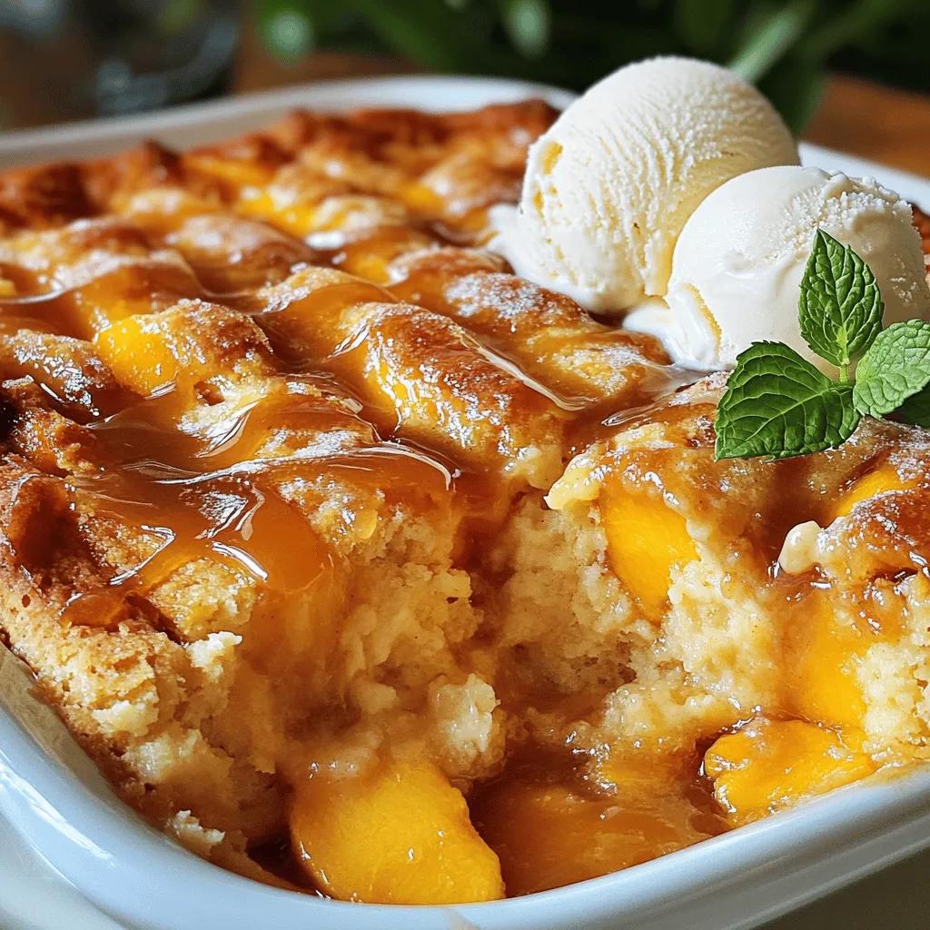 Sticky Peach Cobbler Pudding Irresistible Dessert Delight