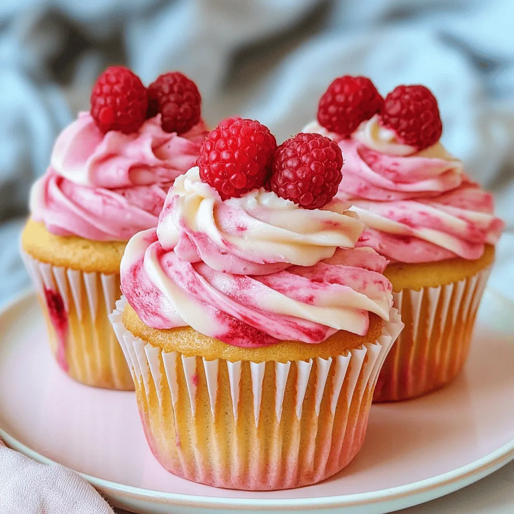 To make these delightful cupcakes, you need some basic items. Here are the essential ingredients: - 1 ½ cups all-purpose flour - 1 cup granulated sugar - ½ cup unsalted butter, softened - 2 large eggs - 1 teaspoon vanilla extract - ½ cup milk - 2 teaspoons baking powder - ½ teaspoon salt - 1 cup fresh raspberries (plus extra for garnish) - 2 tablespoons raspberry jam - 1 cup powdered sugar (for frosting) - 4 tablespoons butter, softened (for frosting) - 1 tablespoon milk (for frosting) These ingredients form the base of your raspberry swirl cupcakes. The fresh raspberries and raspberry jam create a lovely swirl. While the basic recipe is great, you can add more flavor with these options: - Lemon zest for a citrus twist - Almond extract instead of vanilla for a nutty taste - A pinch of cinnamon for warmth These optional ingredients can enhance your cupcakes. You can mix and match as you like. If you have certain dietary needs, some substitutions work well: - Use coconut oil for butter in a dairy-free version. - Substitute almond milk for regular milk for a nutty flavor. - Gluten-free flour can replace all-purpose flour for gluten-free cupcakes. These substitutions help you enjoy the recipe, even with dietary restrictions. Make your own choices to suit your taste! Start by preheating your oven to 350°F (175°C). This ensures even cooking. While the oven warms up, line a cupcake pan with paper liners. This step makes it easy to remove the cupcakes later. In a large bowl, cream the softened butter and granulated sugar together. Mix until it turns light and fluffy, which takes about 3-4 minutes. Next, add the eggs one by one, mixing well after each. Then, stir in the vanilla extract. Slowly pour in the milk and mix until everything is well combined. In another bowl, whisk together the flour, baking powder, and salt. Gradually add this dry mix to your wet ingredients. Stir gently until just combined. Be careful not to overmix, as this can make your cupcakes tough. In a small bowl, crush the fresh raspberries slightly using a fork. Mix in the raspberry jam to create a smooth sauce. Now, it’s time to assemble the cupcakes! Fill each cupcake liner about 1/3 full with batter. Add a teaspoon of the raspberry mixture on top. Then, cover with more batter until each liner is about 2/3 full. Use a toothpick or skewer to swirl the raspberry mixture into the batter. This creates a beautiful marbled effect. Place the cupcake pan in the preheated oven. Bake for 18-20 minutes. To check if they are done, insert a toothpick in the center. If it comes out clean, they are ready. Once baked, let them cool in the pan for 5 minutes. After that, transfer the cupcakes to a wire rack to cool completely. This process helps ensure perfect Raspberry Swirl Cupcakes. For the full recipe, refer to the section above. To make a great swirl, start with a thick batter. This helps the raspberry mix stay well-defined. When you add the raspberry sauce, don't overmix. Just a few gentle swirls create a lovely marbled look. Use a toothpick for precise swirls. Dip it into the batter and draw gentle circles. This method keeps the raspberry sauce in place. Your cupcakes should be light and fluffy. To get this, cream the butter and sugar well. Beat them for 3-4 minutes until they are soft and airy. When mixing in dry ingredients, don’t overmix. Stir until just combined for the best texture. Finally, let the cupcakes cool completely before frosting. This step ensures the frosting stays smooth. For the perfect frosting, use softened butter. Beat it with powdered sugar until smooth. Add milk a little at a time to get the right consistency. If your frosting is too thick, add more milk. If it’s too thin, add more sugar. Lastly, use a piping bag for a fun design. Top each cupcake with a fresh raspberry for a pretty touch. For the full recipe, check out the complete guide. {{image_2}} You can swap raspberries for other fruits. Strawberries, blueberries, or blackberries work great. Simply crush your chosen fruit like you did with the raspberries. Then, mix in a bit of jam for added sweetness. This change brings new flavors and colors to your cupcakes. Want to make these cupcakes vegan? Use flax eggs instead of regular eggs. Mix 1 tablespoon of ground flaxseed with 2.5 tablespoons of water per egg. For gluten-free options, choose a gluten-free flour blend. This ensures you still get a light and fluffy cupcake, even without gluten. Mixing flavors is fun! Try adding lemon zest for a zesty twist. You can also blend in some chocolate chips for a rich taste. Experiment with spices like cinnamon or nutmeg for warmth. Each combination gives a new spin to your raspberry swirl cupcakes. For the full recipe, check out the details above. To keep your raspberry swirl cupcakes fresh, place them in an airtight container. This helps avoid dryness and keeps them soft. If you have leftover cupcakes, add a piece of parchment paper between layers to keep them from sticking together. You can also use a cake dome for added protection. These cupcakes will stay tasty for about three days at room temperature. If you keep them in the fridge, they can last up to a week. Just remember to seal them well. After a week, their taste may change, but they will still be safe to eat. To freeze your raspberry swirl cupcakes, first, let them cool completely. Wrap each cupcake tightly in plastic wrap. Then place them in a freezer-safe bag or container. They can last up to three months in the freezer. When you want to enjoy them, simply thaw them in the fridge or at room temperature. You can frost them after thawing for the best look. For the full recipe, check the link above. Yes, you can make the batter ahead of time. Mix the ingredients and cover the bowl. Store it in the fridge for up to 24 hours. When ready, take it out and let it sit for 30 minutes before baking. This way, the batter warms up, and your cupcakes will rise well. To keep your cupcakes from sinking, avoid overmixing the batter. Overmixing can create too much air. Also, make sure your baking powder is fresh. If it’s old, it may not work well. Fill the liners properly, about two-thirds full. This helps give them structure while baking. You can use frozen raspberries if fresh ones are not available. Just thaw them and gently crush them. You could also try using other fruits, like strawberries or blueberries. For a more intense flavor, use raspberry jam in place of fresh fruit. Yes, you can easily double the recipe. Just multiply each ingredient by two. Make sure to use a larger mixing bowl. This helps mix everything well. Keep an eye on the baking time, as it may vary slightly with more batter. You learned about making delicious raspberry swirl cupcakes. We discussed essential and optional ingredients, plus swaps for your preference. I provided easy steps for preparing, baking, and cooling your treats. Tips helped you perfect the swirl and texture. We also explored fun variations and storage methods. These cupcakes are a treat for any occasion. Enjoy creating and sharing these sweet delights!