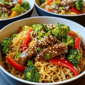 - 300g beef steak, sliced thinly against the grain - 200g rice noodles - 2 tablespoons soy sauce - 1 tablespoon oyster sauce - 1 tablespoon honey - 1 tablespoon sesame oil - 1 red bell pepper, sliced - 1 cup broccoli florets - 2 cloves garlic, minced - 1-inch piece of ginger, grated - 2 green onions, chopped - Sesame seeds for garnish - 1 teaspoon red chili flakes (adjust to taste) - Salt and pepper to taste When you gather these ingredients, focus on freshness. The beef should be tender, and the vegetables vibrant. The rice noodles will give a nice base, soaking up all those tasty sauces. Soy sauce and oyster sauce bring umami flavors, while honey adds a touch of sweetness. Don’t forget the sesame oil. It adds a rich, nutty flavor that enhances the dish. Feel free to adjust the chili flakes to match your spice level. For a pop of color and crunch, the red bell pepper and broccoli are perfect. They not only taste great but also look beautiful in the bowl. Green onions and sesame seeds are the finishing touches, adding freshness and a bit of crunch. You can find the full recipe for sticky beef noodles in the earlier sections. It guides you step by step through this delicious dish. - Cook the rice noodles according to package instructions and set aside. - Prepare the sticky sauce mixture by mixing soy sauce, oyster sauce, honey, and sesame oil in a bowl. - Sauté the beef in a large pan over medium-high heat. Season it with salt and pepper. Cook until browned, about 2-3 minutes. Then, remove the beef from the pan and set aside. - In the same pan, add minced garlic, grated ginger, sliced red bell pepper, and broccoli florets. Stir-fry for about 3-4 minutes until the veggies are tender but still crisp. - Mix the cooked beef with the tender veggies and pour the sticky sauce over the top. Toss everything together well to coat. - Gently incorporate the cooked rice noodles into the mixture. Make sure everything is well combined and heated through. You can find the Full Recipe for sticky beef noodles above. To make your beef tender, start with a good cut like flank steak. Slice the beef thinly against the grain. This helps break down the fibers and makes it easier to chew. Marinating the beef for about 15 minutes in soy sauce adds flavor and helps tenderize it. For the vegetables, aim for a quick stir-fry. Cook them until they are bright and slightly soft but still crisp. This keeps the nutrients and crunch. Use a hot pan and don’t overcrowd it. Stir them fast to avoid steaming. To boost the sticky sauce, try adding garlic and ginger while mixing it. They add depth and warmth. You can also mix in a dash of rice vinegar for a tangy kick. If you like it spicy, toss in extra chili flakes or some Sriracha. Garnishing is key for a great finish. Chopped green onions add freshness and a pop of color. Sesame seeds bring a nutty crunch that’s hard to resist. These small touches elevate the dish and make it more appealing. Using a wok or a non-stick pan works best for this dish. The high heat helps sear the beef and cook the veggies fast. If you don’t have a wok, a large frying pan will do, too. For easy cleanup, use a wooden spatula. It won’t scratch your pans and helps mix everything well. Have a bowl ready for the beef and another for the sauce. This makes your cooking process smoother. For more detailed instructions and cooking times, check the Full Recipe. {{image_2}} You can easily switch the beef for other proteins. Chicken works well for a lighter meal. Thinly sliced pork adds a nice flavor too. If you prefer vegetarian options, tofu is a great choice. Use firm tofu for the best texture. You can also try tempeh for a nutty taste. These options keep the dish exciting and cater to different diets. Noodles are key to this dish. You can use egg noodles for a rich flavor. Glass noodles are another fun option. They are light and soak up the sauce well. If you need gluten-free noodles, try rice noodles or quinoa noodles. These options let everyone enjoy sticky beef noodles without worry. The sauce can change with different herbs and spices. Try adding fresh basil for a bright taste. Cilantro gives a fresh twist too. For a stronger flavor, add garlic powder or onion powder. If you like heat, use more chili flakes or fresh chilies. Adjust the heat based on your taste. This way, you can make each dish your own. To store sticky beef noodles, place them in an airtight container. Let them cool down first. This keeps the flavors fresh. You can keep them in the fridge for up to three days. For longer storage, freeze portions in freezer-safe bags. Squeeze out the air before sealing. Label the bags with the date for easy tracking. When reheating, aim to keep the noodles moist. Add a splash of water or broth to the pan. Heat over low to medium heat, stirring often. This will help prevent drying out. For quick reheating, use a microwave. Place the noodles in a bowl, cover it with a damp paper towel, and heat for 1-2 minutes. Stir halfway through to ensure even warming. Sticky beef noodles stay fresh in the fridge for about three days. After that, they may start to lose flavor. Signs of spoilage include a sour smell or unusual texture. If you see any mold, it's best to toss the dish. Always trust your senses when deciding if food is still good to eat. What is the origin of sticky beef noodles? Sticky beef noodles come from Asian cuisine. They blend flavors from China and Southeast Asia. The dish typically features stir-fried beef and noodles. It's popular for its rich taste and satisfying texture. Many chefs create their own versions, showcasing local ingredients. Can I make sticky beef noodles ahead of time? Yes, you can make sticky beef noodles ahead of time. Prepare the dish and store it in an airtight container. Keep it in the fridge for up to three days. When ready to eat, simply reheat it on the stovetop or in the microwave. How can I make sticky beef noodles spicier? To spice up your sticky beef noodles, add more red chili flakes. You can also use fresh chili peppers, like jalapeños or Thai chilies. Adjust the heat to your taste for a perfect kick. Can I use pre-cooked noodles for this recipe? Yes, you can use pre-cooked noodles. Just rinse them under cool water to separate them. Add them to the pan towards the end of cooking. This keeps the noodles from getting too soft. Is this recipe suitable for a low-carb diet? Sticky beef noodles are not low-carb due to the rice noodles. However, you can use alternatives like zucchini noodles or shirataki noodles. These options reduce carbs while keeping the dish enjoyable. How can I make sticky beef noodles dairy-free? This recipe is already dairy-free. Just check your sauces to ensure they contain no dairy. Use coconut aminos instead of soy sauce for a different flavor if needed. Enjoy your tasty meal without dairy! You can create a delicious dish with sticky beef noodles by following simple steps. We covered the main ingredients, cooking tips, and variations to suit your taste. You learned how to prepare the beef, noodles, and vegetables for the best texture and flavor. Remember, you can adjust the spices and use different proteins or noodles. With proper storage, your remaining dish will stay fresh. Now, it’s time to enjoy your tasty creation! Your kitchen is ready for this exciting meal.