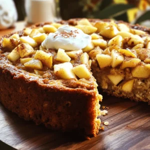- 2 cups rolled oats - 1 cup unsweetened applesauce - 2 medium apples, peeled and diced - 1/2 cup honey or maple syrup - 1/2 cup almond milk (or any milk of choice) - 1/4 cup melted coconut oil - 2 teaspoons baking powder - 1 teaspoon cinnamon - 1/2 teaspoon nutmeg - 1/4 teaspoon salt - Optional Ingredients: - 1/2 cup chopped nuts (walnuts or almonds) - 1/4 cup raisins or dried cranberries To make this delightful Healthy Breakfast Oatmeal Apple Cake, you need a mix of wholesome ingredients. Start with rolled oats for a hearty base. Applesauce adds sweetness and moisture. Diced apples bring in fresh flavor. You can choose honey or maple syrup as your sweetener. I love to use almond milk for a creamy touch, but any milk works great. Melted coconut oil helps bind everything together and gives a nice aroma. For the baking essentials, you will need baking powder to help it rise. Cinnamon and nutmeg add warmth and flavor. A touch of salt balances out the sweetness. If you want to add crunch, toss in chopped nuts or some dried fruit. This cake is simple, fun, and full of good things! You can follow the Full Recipe for easy steps to bake this treat. First, set your oven to 350°F (175°C). This helps the cake bake evenly. Next, take a 9x9-inch baking pan. Grease it with a small amount of coconut oil or line it with parchment paper. This prevents sticking and makes cleanup easier. In a large bowl, combine the rolled oats, baking powder, cinnamon, nutmeg, and salt. Mix these dry ingredients well. This step ensures that the baking powder and spices spread evenly in the batter. It helps your cake rise and taste great. In another bowl, whisk together the applesauce, honey (or maple syrup), almond milk, and melted coconut oil. Make sure these wet ingredients blend well. This mixture adds moisture and sweetness to your cake. Pour the wet mixture into the bowl with the dry ingredients. Stir gently until just combined. Be careful not to overmix. Then, fold in the diced apples. If you want, add chopped nuts or raisins for extra texture and flavor. Now, pour the batter into the prepared baking pan. Spread it evenly with a spatula. Place the pan in the oven and bake for 30-35 minutes. To check if it's done, insert a toothpick into the center. If it comes out clean, your cake is ready. Once baked, let it cool in the pan for about 10 minutes. Then, move it to a wire rack to cool completely before cutting into squares. To make your Healthy Breakfast Oatmeal Apple Cake moist and tasty, follow these tips: - Use ripe apples for natural sweetness and moisture. - Don't overmix the batter; mix just until combined. - Add applesauce to keep the cake soft. High-quality ingredients lead to better flavor. Choose fresh oats and organic apples if possible. For a beautiful presentation, serve the cake warm. Top each slice with a dollop of Greek yogurt. A sprinkle of cinnamon adds a nice touch. This makes your dish look inviting and adds extra flavor. Oats are a great source of fiber. They help keep you full longer and support digestion. Apples add essential vitamins and antioxidants. This recipe uses wholesome ingredients, making it a healthy choice. You can feel good about what you eat! {{image_2}} You can change the flavor of your Healthy Breakfast Oatmeal Apple Cake in fun ways. Adding spices is an easy option. Try using ginger for a warm kick or vanilla extract for sweetness. You can also mix in other fruits. Pears, bananas, or berries work great. Each fruit brings a new taste to your cake. If you need to make this cake gluten-free, use gluten-free oats. They taste just as good! For a vegan option, swap honey with maple syrup. You can also use plant-based milk like oat or soy. If you have nut allergies, skip the nuts or replace them with seeds. Chia or sunflower seeds add crunch without the nuts. Make your cake festive by adding seasonal fruits. In the fall, use chopped pears or cranberries. For winter, try dried fruits or nuts on top. In summer, fresh peaches or berries bring brightness. You can even add a sprinkle of nuts for a crunchy topping. These small changes keep your cake exciting all year long. For the full recipe, check the main section. To keep your Healthy Breakfast Oatmeal Apple Cake fresh, use an airtight container. This helps block air and moisture. You can also wrap the cake tightly in plastic wrap. If you love to meal prep, cut the cake into squares for easy grab-and-go snacks. Store them in a single layer to avoid sticking. At room temperature, the cake stays fresh for about three days. Make sure it is in a cool, dry place. If you want to keep it longer, freeze the cake. Wrap it tightly in plastic wrap, then place it in a freezer bag. It can last up to three months in the freezer. To thaw, simply leave it in the fridge overnight or let it sit at room temperature for a few hours. To reheat leftovers, use the microwave or oven. For the microwave, place a piece of cake on a microwave-safe plate. Heat for about 15-20 seconds or until warm. If using the oven, preheat to 350°F (175°C). Place the cake on a baking sheet for about 10-15 minutes. This method brings back its soft texture and warms the flavors. Enjoy your slice just like fresh! Yes, you can use instant oats. However, the texture will change. Instant oats cook faster and may make the cake a bit mushy. For best results, I recommend using rolled oats. They provide a nice chew and hold up well in the cake. To make this recipe sugar-free, use mashed bananas or unsweetened applesauce. These options add sweetness without refined sugar. You can also use a sugar substitute like stevia or monk fruit. Adjust the amount to taste, as these can be sweeter than sugar. Absolutely! Adding protein powder is a great idea. It boosts nutrition and keeps you full longer. Use about 1/4 to 1/2 cup of your favorite protein powder. Just mix it in with the dry ingredients for even distribution. I like to serve it warm or at room temperature. Top it with a dollop of Greek yogurt for creaminess. A sprinkle of cinnamon adds a nice touch, too. You can also pair it with fresh fruit for extra flavor. Yes, you can easily double this recipe. Just use a larger baking pan. A 9x13-inch pan works well for a doubled recipe. Adjust the baking time as needed, checking for doneness with a toothpick. Enjoy more delicious cake with friends and family! For the full recipe, check out the Healthy Breakfast Oatmeal Apple Cake! This article guides you through making a delicious and healthy breakfast oatmeal apple cake. We covered ingredients, step-by-step instructions, and helpful tips. You learned how to customize flavors and adapt the recipe for different diets. Remember, quality matters for the best taste and texture. Enjoy this wholesome treat, knowing it’s packed with health benefits. Bake it, share it, and relish the satisfaction of a job well done.
