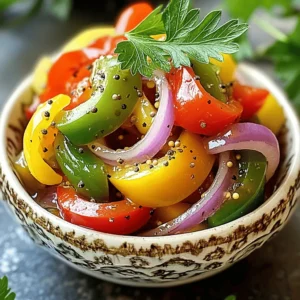 To make your Tangy Pickled Pepper & Onion Relish shine, you can use some simple tips. Let's dive into how to enhance the flavor and make it even better. - Use fresh vegetables: Fresh bell peppers and onions give a crisp taste. Look for bright colors and firm texture when choosing. - Add herbs: Fresh herbs like dill or cilantro can add a bright taste. Just chop them up and mix them in with the peppers and onions. - Experiment with spices: You can change the mustard seeds or black peppercorns for other spices. Try cumin or coriander for a unique twist. - Adjust heat levels: If you like it spicy, add more red chili flakes. Start small and taste as you go. You can always add more! - Mix in other veggies: Carrots or cucumbers can add crunch and flavor. Just slice them thin and layer them with the peppers and onions. - Taste the pickling liquid: Before pouring it over the veggies, taste it. If it's too tart, add a bit more sugar. If it's too sweet, add more vinegar. - Let it sit longer: For the best flavor, let the relish chill longer than 24 hours. A few days will deepen the flavors. - Serve creatively: Use this relish on sandwiches, burgers, or tacos. It can also spice up salads or cheese platters. These tips will help you get the most out of your Tangy Pickled Pepper & Onion Relish. Enjoy exploring new flavors with your dish! For the complete recipe, check out the Full Recipe section. To make your pickling liquid, start with a medium saucepan. Combine these ingredients: - 1 cup apple cider vinegar - 1/2 cup granulated sugar - 1/2 cup water - 2 teaspoons salt - 1 teaspoon mustard seeds - 1 teaspoon black peppercorns - 1/2 teaspoon garlic powder - 1/4 teaspoon red chili flakes (optional) Heat the mixture over medium heat. Stir it often until the sugar and salt dissolve. Bring it to a slight simmer, then remove it from the heat. This step is key to ensuring the flavors blend well. Now, it’s time to layer your peppers and onions. Use a clean glass jar or multiple small jars. Start by adding the diced bell peppers and sliced red onions. Pack them tightly, but don’t squish them. This layering helps the flavors spread evenly. Next, pour your warm pickling liquid over the vegetables. Ensure they are fully submerged. Leave a little space at the top of the jar. This allows for expansion as the mixture cools. Once you fill the jars, seal them tightly. Let them cool to room temperature. This cooling step is important for flavor. After they cool, place the jars in the fridge. I recommend chilling the relish for at least 24 hours. This chilling time lets the flavors meld together. The relish will taste even better after a few days. Enjoy the full recipe for more details! For the best flavor, let your relish sit for at least 24 hours. This time helps the peppers and onions soak up the tangy brine. If you want a stronger taste, try letting it chill for a few days. The longer it sits, the better the flavors blend. To adjust heat levels, add red chili flakes. Start with just a pinch. Taste and add more if you like it spicier. This will give your relish a nice kick without overpowering the other flavors. Serve your relish in a small bowl to show off its colors. A clear glass jar also works well. This helps guests see the vibrant peppers and onions. For an appealing touch, garnish with fresh parsley or cilantro. A sprinkle of sesame seeds can add a nice crunch. Try using this relish in different dishes. It pairs perfectly with sandwiches, tacos, or grilled meats. You can also add it to salads for a zesty boost. Use clean glass jars for pickling. Mason jars are great for this, as they seal well. Make sure they are sterilized to keep your relish fresh. For easy measuring, a set of measuring cups and spoons is key. A good knife and cutting board will help you chop the peppers and onions quickly and evenly. A funnel makes pouring the liquid into the jars mess-free. Try the Full Recipe to create your own Tangy Pickled Pepper & Onion Relish and enjoy the burst of flavors! {{image_2}} You can make this relish even better by adding other veggies. Carrots add a nice crunch and sweetness. Just slice them thinly and layer them in the jars with the peppers and onions. Cucumbers are another great choice. They bring a fresh taste. Try pickling thin slices or small cubes. You can also mix in radishes for a peppery bite. For seasoning, feel free to add a pinch of chili powder or a splash of lemon juice. This customization makes your relish unique! Adjust the sweetness to fit your taste. You can swap out granulated sugar for honey or agave syrup. Both add a different layer of flavor. If you find the relish too sweet, cut back on the sugar. Just taste as you go. You can also use stevia for a low-calorie option. Remember, the key is to balance the sharp vinegar with just the right amount of sweetness. Don’t be shy about experimenting with spices! Adding different spices can change the flavor profile. Try using cumin for a warm, earthy taste. A pinch of coriander can add a citrusy note. You can also play with herbs. Adding fresh dill or thyme gives a nice herbal touch. These small changes can make your relish stand out. It’s all about finding the right mix that you love! For the full recipe, check out the detailed instructions above. To keep your homemade Tangy Pickled Pepper & Onion Relish fresh, store it in a clean glass jar. Make sure the jar is sealed tightly. Keep the relish in the fridge, away from light and heat. This helps it stay flavorful. Always use clean utensils when scooping it out. This prevents bacteria from getting in. Your relish will stay good in the fridge for about two weeks. It may last longer if stored correctly. Check for signs of spoilage like any off-smells or unusual colors. If it looks or smells bad, it’s best to toss it. Yes, you can freeze pickled relish! To freeze it, pour the relish into a freezer-safe container. Leave some space at the top for expansion. When you want to use it, thaw the container in the fridge overnight. Avoid using a microwave for thawing, as it can change the texture. Enjoy it as a burst of flavor in your dishes! For the full recipe, check out the previous sections. Tangy Pickled Pepper & Onion Relish adds a zesty kick to many dishes. You can use it in various ways: - Toppings: Spread it on sandwiches or burgers for extra flavor. - Sides: Serve it as a side with grilled meats or fish. - Tacos and Burritos: Add it as a fresh garnish for a crunchy bite. - Salads: Mix it into salads for a tangy twist. This relish brightens up any meal with its sweet and sour taste. For the best flavor, refrigerate the relish for at least 24 hours. This time allows the peppers and onions to soak in the pickling liquid. The flavors improve even more after a few days. The longer you wait, the better it tastes! Yes, you can reduce the sugar if you prefer less sweetness. Try cutting the sugar by half or using a natural sweetener like honey or agave. Just remember, lowering the sugar may change the taste and balance, so adjust to your liking. Always taste as you go. This recipe is not designed for canning, but you can store it in the fridge. For longer storage, follow these safety tips: - Use sterilized jars: Ensure your jars are clean before filling. - Refrigerate promptly: Keep the relish chilled to avoid spoilage. - Check seals: If you do can it, ensure the seals are tight and check for any signs of spoilage. For longer shelf life, consider looking into proper canning methods. This post covered all you need to know about making tangy pickled pepper and onion relish. You learned about the ingredients, how to prepare the pickling liquid, and filling jars. I shared tips for enhancing flavors and variations to try. Don’t forget to store your relish properly for the best taste. Remember, this relish can add zest to many dishes. Enjoy your creation and let your taste buds explore new flavors!