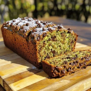 - 2 cups finely grated zucchini - 1 cup granulated sugar - 1/2 cup packed brown sugar - 1/2 cup vegetable oil - 2 large eggs The main ingredients create a moist and sweet loaf. The zucchini adds moisture, while the sugars give it sweetness. Using fresh, finely grated zucchini is key. You want about two medium zucchinis for this recipe. - 2 cups all-purpose flour - 1 teaspoon baking powder - 1/2 teaspoon baking soda - 1/2 teaspoon salt - 1 teaspoon ground cinnamon These dry ingredients balance the wet ones. Flour gives structure, while baking powder and baking soda help it rise. The salt enhances flavor, and cinnamon adds warmth. - 1/2 cup semi-sweet chocolate chips - 1/4 cup chopped walnuts or pecans Chocolate chips make this bread a treat. You can fold in nuts for extra crunch. If you prefer, skip the nuts and enjoy pure chocolate goodness. Check out the Full Recipe for all the details on how to make it! - Preheat your oven to 350°F (175°C). - Grease and flour a 9x5-inch loaf pan or line it with parchment paper. - In a large bowl, combine finely grated zucchini, granulated sugar, brown sugar, vegetable oil, eggs, and vanilla extract. - Mix these ingredients until they are well combined and smooth. - In a separate bowl, whisk together flour, baking powder, baking soda, salt, and cinnamon. - This mix adds texture and flavor to our bread. - Gradually mix the dry ingredients into the wet ingredients. - Stir just until blended, but do not overmix. - Gently fold in chocolate chips and nuts if you are using them. - Make sure they are evenly distributed throughout the batter. - Pour the batter into your prepared loaf pan and spread it evenly. - Bake for 55-65 minutes. Check for doneness with a toothpick inserted into the center. - Once the toothpick comes out clean, your bread is ready to cool in the pan for about 10 minutes. - Then, transfer it to a wire rack to cool completely. Follow the Full Recipe for more detailed steps and tips. To get the best chocolate chip zucchini bread, use fresh, finely grated zucchini. This adds great moisture and a subtle flavor. If you like your bread sweeter, adjust the sugar levels to fit your taste. You can also mix in some spices like cinnamon to enhance the flavor even more. Many people overmix their batter, which makes the bread dense. Just mix until the ingredients are combined to keep it light and fluffy. Before you take the bread out of the oven, always test for doneness with a toothpick. It should come out clean when the bread is ready. Slice the bread while it’s warm. For a special touch, sprinkle powdered sugar on top or drizzle melted chocolate over the slices. This makes it look and taste even better. A warm slice pairs perfectly with coffee or tea, making it a delightful treat. For the full recipe, check out the details above. {{image_2}} You can make this zucchini bread even better for you with simple swaps. For more fiber, substitute whole wheat flour for all-purpose flour. This adds a nice nutty flavor and boosts nutrition. Additionally, you can use unsweetened applesauce in place of some oil. This keeps the bread moist while reducing fat. Want to switch things up? Try adding different spices like nutmeg or ginger. These spices give the bread a warm, cozy flavor. You can also experiment with chocolate chips. Using milk or dark chocolate chips can change the taste profile. Each option offers a new twist on the classic recipe. Change your bread with seasonal add-ins. You can incorporate dried fruits like cranberries or raisins. This adds sweetness and texture. For a fall-inspired flavor, add spices like cloves. These little changes make your zucchini bread fun and exciting to enjoy all year round. To keep your chocolate chip zucchini bread fresh, store it in an airtight container. This method preserves its moist texture. You can keep it at room temperature for about 3-4 days. If you want it to last longer, refrigerate it. The cold air will help maintain its flavor and moisture. Freezing is a great way to save leftover bread. First, let the bread cool completely. Then, wrap it tightly in plastic wrap. After that, cover it with aluminum foil. This double-wrapping helps prevent freezer burn. You can freeze it for up to 3 months. When you're ready to enjoy it, simply thaw it at room temperature. When you want to savor a slice, reheating is simple. You can warm slices in the microwave for a few seconds. Alternatively, toast them lightly for a crispy edge. This brings back the fresh-baked taste that everyone loves. Yes, but be sure to drain excess moisture before using. Frozen zucchini can work well in this bread. Just make sure to squeeze out any water. This way, your bread won't become soggy. Consider using flax eggs or applesauce as an egg substitute. For flax eggs, mix one tablespoon of ground flaxseed with two and a half tablespoons of water. Let it sit for five minutes to thicken. Applesauce is another great option, using a quarter cup for each egg. A toothpick inserted in the center should come out clean when the bread is done. If there is wet batter on the toothpick, give it more time. This step is key to ensuring your bread is fully cooked and not gummy inside. Yes, adjust baking time accordingly; check for doneness after 25-30 minutes. Mini loaves are perfect for sharing or freezing. Just keep an eye on them, as they bake faster than a large loaf. For the best results, use a toothpick test to check for doneness. For the full recipe, check out the complete instructions above! This recipe for chocolate chip zucchini bread combines delicious flavors and easy steps. You start with fresh zucchini, sugars, and eggs. Then mix in basic dry ingredients, adding optional chocolate chips or nuts. For great results, remember to avoid overmixing and store the bread properly. Whether you enjoy it warm or cold, this bread is sure to impress. Explore variations to make it your own. Happy baking!