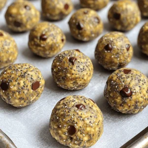 - 2 ripe bananas, mashed - 1 cup rolled oats - 1/2 cup almond butter (or any nut butter) - 1/4 cup honey or maple syrup - 1/4 cup chia seeds - 1/2 teaspoon ground cinnamon - 1/4 teaspoon salt - 1/2 teaspoon vanilla extract - 1/4 cup chocolate chips (optional) - 1/4 cup chopped walnuts or pecans (optional) Bananas give you quick energy and potassium, which is good for your heart. Oats are rich in fiber, helping you feel full longer. Almond butter adds healthy fats and protein, which fuels your body. Honey or maple syrup provides natural sweetness and energy. Chia seeds are packed with omega-3s and fiber, boosting heart health. Ground cinnamon adds flavor and may help with blood sugar levels. Salt enhances taste and balances flavors. Vanilla extract brings warmth and sweetness. Optional chocolate chips add a fun treat, while nuts add crunch and protein. You can swap ripe bananas for applesauce if you're out of bananas. Use quick oats if you don't have rolled oats; they work just as well. Any nut butter can replace almond butter, like peanut or cashew. For a vegan option, replace honey with agave syrup. If you need gluten-free, ensure your oats are certified gluten-free. You can also use sunflower seed butter for a nut-free version. To start, gather your ingredients. You need ripe bananas, rolled oats, almond butter, and honey. Mix these together in a large bowl. Use a fork to mash the bananas well. This makes it easier to blend the flavors. Add the almond butter, honey, and vanilla extract next. Stir everything until it is smooth and creamy. Now, it’s time to mix in the dry ingredients. Add the rolled oats, chia seeds, ground cinnamon, and salt. Stir until everything is evenly combined. If you want extra flavor and crunch, fold in chocolate chips and nuts. After mixing, cover the bowl with plastic wrap. Place it in the fridge for about 30 minutes. This helps the mixture firm up, making it easier to shape. When the time is up, take it out and use your hands to form small balls. Each should be about one inch in diameter. Place the energy bites on a baking sheet lined with parchment paper. If you like, roll some in chia seeds or crushed nuts for added texture. This step adds a nice crunch and makes them look great. Return the bites to the fridge for another 10-15 minutes to set completely. This helps them hold their shape. You can enjoy them right away, or store them for later. Keep them in an airtight container in the fridge. They will stay fresh for up to a week. These bites make a perfect snack for busy days. Whether you need a quick energy boost before work or a sweet treat after school, they fit the bill. For the full recipe, check the earlier section. To make the best Chia Banana Bread Energy Bites, start with ripe bananas. They add natural sweetness and moisture. Mash them well to avoid lumps. Use rolled oats for a hearty texture. Choose creamy nut butter for a smooth mix. Honey or maple syrup provides the right touch of sweetness. Don't skip the chia seeds; they add nutrition and help bind the bites. Always mix until everything is well combined. Chill the mixture for at least 30 minutes. This helps the bites hold their shape. One common mistake is using unripe bananas. They lack the natural sweetness needed. Another mistake is not chilling the mixture long enough. If it's too soft, your bites won't hold. Avoid over-mixing the dough. This can make the bites dense and tough. Also, be careful with added flavors. Too much cinnamon can overpower the taste. Lastly, don’t forget to measure ingredients carefully. Exact measurements ensure the right balance for flavor and texture. You can enhance your energy bites easily. Try adding spices like nutmeg or ginger for a warm flavor. A splash of almond or coconut extract can add depth. For a crunchier texture, mix in seeds like pumpkin or sunflower. Dried fruits also work well; try raisins or cranberries for sweetness. If you like more chocolate, increase the chocolate chips. You can even roll the bites in crushed nuts or extra chia seeds for a fun twist. For the complete recipe, check out the [Full Recipe]. {{image_2}} You can change the nut butter for fun. Almond butter is tasty, but peanut butter also works. Cashew butter adds a creamy touch. Sunflower seed butter is a great choice for nut-free diets. Each one gives the energy bites a new twist. Adding spices and extracts makes your energy bites unique. Try a pinch of nutmeg for warmth. You can also add cocoa powder for a chocolatey version. A splash of almond or coconut extract can bring a lovely aroma. If you want a fruity kick, mix in some dried fruits like raisins or cranberries. Making these bites gluten-free is easy. Just use certified gluten-free oats. For a vegan version, replace honey with maple syrup. This keeps it sweet and plant-based. You can enjoy these bites without worry about gluten or animal products. For the full recipe, check out the detailed steps to make these yummy treats! To keep your chia banana bread energy bites fresh, store them in an airtight container. This helps lock in moisture and flavor. Place the bites in the fridge right after they set. They stay fresh for about a week. If you notice any changes in smell or texture, it’s best to toss them. You can freeze these energy bites for longer storage. First, let them cool completely. Then, place them in a single layer on a baking sheet. Freeze them for about an hour. Once firm, transfer the bites to a freezer-safe bag. Label the bag with the date and use them within three months for the best taste. These energy bites have a good shelf life. In the fridge, they last up to a week. If you freeze them, they can last for three months. To check for freshness, look for any off smells or changes in texture. If they seem dry or hard, it’s time to make a new batch. Enjoy these tasty bites anytime you need a quick snack boost! For the full recipe, check the earlier section. Chia Banana Bread Energy Bites are small, tasty snacks. They mix ripe bananas, oats, nut butter, and chia seeds. These bites are packed with nutrients. They give you energy and keep you full. You can enjoy them as a quick snack or breakfast on the go. Yes, you can skip the sweetener. The bananas add natural sweetness. If you prefer less sugar, use fewer bananas. Just keep in mind, the flavor will change a bit. You might want to add spices like cinnamon to boost taste. Each energy bite has about 70 calories. This can vary based on the ingredients you use. If you add chocolate chips or nuts, the calories may go up. They are still a healthy snack option, great for when you need a quick boost. These energy bites stay fresh for up to one week. Store them in an airtight container in the fridge. If you want to keep them longer, you can freeze them. Just let them thaw before you eat. Yes, you can use other seeds. Flaxseeds or hemp seeds are good choices. They will change the texture slightly, but the bites will still be nutritious. Just make sure to adjust the recipe to maintain balance. You can enjoy these bites as is. Pair them with yogurt or a smoothie for breakfast. They also make a great snack for kids. Try them in lunch boxes or after school. These bites are perfect for any time you need a pick-me-up. For the full recipe, refer to the earlier section. In this article, we explored the tasty world of Chia Banana Bread Energy Bites. We covered the best ingredients and their health perks. You saw how to make these bites step by step. I shared tips to avoid mistakes and ways to add flair. Don’t forget about storage to keep them fresh. These bites are simple to make and enjoy. I hope you’re excited to try them!