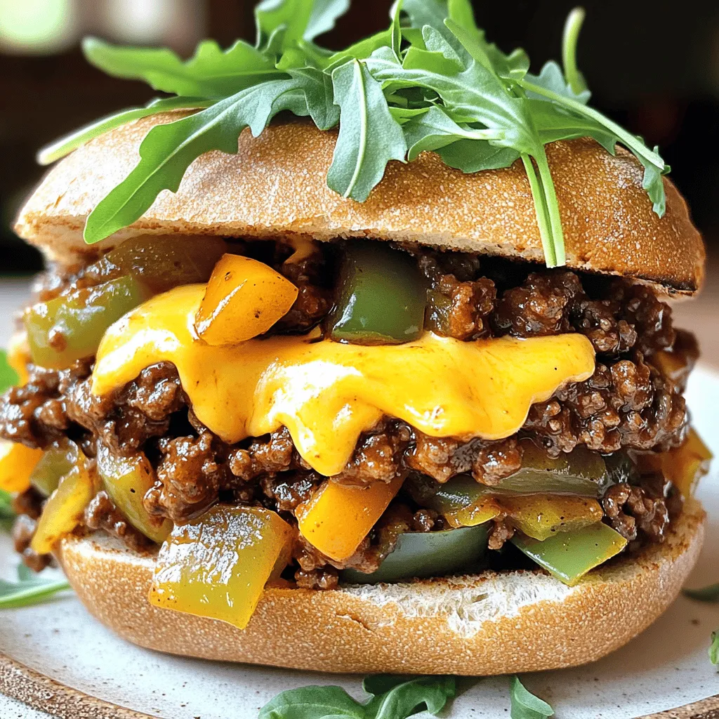 To make Steakhouse Burger Sloppy Joes, gather these fresh ingredients. Each one adds flavor and texture. - 1 lb ground beef (80/20 for juiciness) - 1 small onion, finely chopped - 2 cloves garlic, minced - 1/2 cup finely diced bell pepper - 1 teaspoon smoked paprika - 1 tablespoon Worcestershire sauce - 1 tablespoon ketchup - 1 tablespoon mustard - 1 tablespoon brown sugar - 1/2 cup beef broth - Salt and pepper to taste - 4 whole wheat hamburger buns - 4 slices of aged cheddar cheese - Fresh arugula or spinach for garnish - Pickles (optional) Using ground beef with a fat content of 80/20 makes your sloppy joes juicy. The onion and garlic add depth to the flavor. Bell pepper gives a nice crunch. Smoked paprika brings a unique twist. The Worcestershire sauce and ketchup enhance the savory notes. Brown sugar balances the flavors with a hint of sweetness. Beef broth ties everything together, making it rich and hearty. The whole wheat buns add a wholesome touch. Aged cheddar melts beautifully over the filling. Finally, fresh greens like arugula or spinach brighten the dish. Add pickles if you want extra crunch. You can find the full recipe [here](#). - Sauté the Vegetables: Start by heating a splash of oil in a large skillet over medium heat. Add the chopped onion and bell pepper. Cook for about 5 minutes until they soften. Next, stir in the minced garlic and cook for another minute. The smell will be amazing! - Brown the Beef: Push the veggies to the side of the skillet. Add the ground beef in the center. Break it apart with a spatula and cook until browned, about 6 to 8 minutes. If there’s any fat, drain it away. - Add Flavorings: Now, it’s time to enhance the taste! Stir in smoked paprika, Worcestershire sauce, ketchup, mustard, brown sugar, and beef broth. Mix everything well and bring it to a simmer. - Simmer: Reduce the heat to low. Let the mixture simmer for 10 to 15 minutes. This helps all the flavors mix together and makes the sauce thicker. Stir it occasionally. Don’t forget to season with salt and pepper! - Toast the Hamburger Buns: While the sloppy joe mix simmers, toast the hamburger buns. You can do this in a skillet or under the broiler until they are golden brown. - Assemble the Sloppy Joes: Take the bottom half of each toasted bun and place a generous scoop of the sloppy joe mixture on it. Add a slice of aged cheddar cheese on top. Let it melt a bit from the heat of the mixture. - Garnish and Serve: Finish it off with fresh arugula or spinach for a nice touch. If you like, add pickles on the side. Then, place the top half of the bun over the cheese. Enjoy your flavorful comfort food! For the complete cooking details, check the Full Recipe. - Ensure beef is well browned. This gives your sloppy joes a rich flavor. - Adjust seasoning to taste. A little extra salt or pepper can make a big difference. - Use high-quality beef broth. It enhances the taste and makes the sauce rich. - Pair with sides like fries or salad. They balance the meal perfectly. - Perfect for casual gatherings or game days. Everyone loves a messy, tasty sandwich! When you make these Steakhouse Burger Sloppy Joes, remember to keep things simple. You want each bite to burst with flavor. Use the [Full Recipe] to guide you through the process. Enjoy the fun of cooking! {{image_2}} You can swap the ground beef for other meats. Ground turkey or chicken works great. These meats are leaner, making your meal lighter. They still soak up the flavors well, giving you a tasty bite. If you want a meat-free option, try a vegetarian black bean version. Use canned black beans and mash them slightly. This adds a nice texture. Mix in the same spices and flavors as the beef. You’ll still get that comforting taste. Want to spice things up? Add spicy jalapeños to your mix. They bring heat and a great crunch. Just chop them finely and stir them in when you add the other flavorings. You can also drizzle in some BBQ sauce. This gives a tangy twist to the dish. It complements the beef and makes each bite more exciting. Just mix it in with the other ingredients for a burst of flavor. For the full recipe, check out the detailed instructions above. To keep your Steakhouse Burger Sloppy Joes fresh, store them in the fridge. Place the leftover sloppy joe mixture in an airtight container. This helps keep moisture in and air out. Use a container that fits the amount you have. If you have extra buns, store them separately to avoid sogginess. Generally, leftovers last about three to four days in the fridge. When you're ready to enjoy your leftovers, there are two easy ways to heat them up. 1. Microwave: Place the sloppy joe mixture in a microwave-safe bowl. Cover it with a lid or a microwave-safe plate. Heat for one minute, then stir. Heat in 30-second intervals until hot. 2. Stovetop: Pour the mixture into a skillet over medium heat. Stir often to ensure even heating. This method helps maintain the texture and flavor. To keep the buns from getting hard, warm them separately. You can toast them lightly in a pan or microwave them for a few seconds. Enjoy your comfort food again! If you want the full experience, check out the Full Recipe. To make Sloppy Joes less messy, I suggest using sturdy buns. Whole wheat buns hold up well. You can also serve them open-faced. This way, you can control the filling better. Using a slotted spoon helps too. It lets excess sauce drip off before you serve. Yes, you can freeze Steakhouse Burger Sloppy Joes. Let the mixture cool first. Then, place it in an airtight container. You can freeze it for up to three months. When ready to eat, thaw it in the fridge overnight. Reheat it on the stove for best results. The best toppings for Sloppy Joes include aged cheddar cheese and fresh arugula. You can also add pickles for a nice crunch. Some like sliced jalapeños for heat. Others enjoy a drizzle of BBQ sauce for extra flavor. Feel free to mix and match! To make the sauce thicker, simmer it longer over low heat. This helps the liquid reduce and concentrate. You can also add a bit of cornstarch mixed with water. Stir it into the sauce and let it cook for a few more minutes. This method gives you a rich, hearty texture. You now have all the steps to make yummy Steakhouse Burger Sloppy Joes. We explored the key ingredients, preparation, and tips for success. You can even swap meats or add your favorite flavors. Remember to store your leftovers right for the best taste. Sloppy Joes are not just a meal; they’re a fun chance to gather with friends. Enjoy making this dish and share it with others. You might just find a new favorite!
