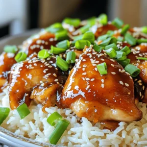 - 2 cups cooked jasmine rice - 1 pound boneless, skinless chicken thighs - 1/2 cup honey - 1/4 cup BBQ sauce - 2 tablespoons soy sauce - 2 cloves garlic, minced - 1 tablespoon ginger, minced - 1 tablespoon vegetable oil - 1/2 teaspoon black pepper - 1/2 teaspoon salt - 1/4 cup chopped green onions - 1/4 cup sesame seeds In this dish, chicken thighs bring a nice richness. They stay juicy and tender. Honey adds sweetness, while BBQ sauce gives a smoky kick. Soy sauce adds depth and umami. The garlic and ginger enhance the flavor. They give a warm and aromatic touch to the chicken. For garnishes, green onions add freshness. They also offer a nice crunch. Sesame seeds give a nutty flavor and look great on top. You can find the full recipe at the end. Enjoy making this tasty meal! To create the marinade, start by mixing these ingredients in a large bowl: - 1/2 cup honey - 1/4 cup BBQ sauce - 2 tablespoons soy sauce - 2 cloves garlic, minced - 1 tablespoon ginger, minced - 1/2 teaspoon black pepper - 1/2 teaspoon salt Stir well until everything blends smoothly. This mix gives the chicken a sweet and tangy flavor. Next, add 1 pound of chopped chicken thighs to the marinade. Mix well to coat each piece. Cover the bowl and let it marinate. You can leave it for at least 30 minutes or up to 2 hours in the fridge. The longer you marinate, the more flavor your chicken will have. Now, heat 1 tablespoon of vegetable oil in a large skillet over medium heat. Remove the chicken from the marinade, letting the excess drip off. Place the chicken in the skillet and cook for about 6-8 minutes. Turn the chicken occasionally until it's golden brown and fully cooked. After that, lower the heat and add any remaining marinade to the skillet. Let it simmer for 2-3 minutes to thicken the sauce. While the chicken is cooking, prepare 2 cups of jasmine rice according to the package instructions. This rice provides a nice base for your dish and absorbs the flavors of the chicken. Once everything is cooked, serve the chicken over the jasmine rice. Drizzle any sauce left in the skillet over the top for extra flavor. For a nice touch, garnish with 1/4 cup of chopped green onions and 1/4 cup of sesame seeds. This adds a bit of crunch and color to your meal. Enjoy your delicious Honey BBQ Chicken Rice! For the complete recipe, check out the Full Recipe. To get the best taste from your chicken, marinate it longer. Aim for at least 30 minutes, but go for 2 hours if you can. This time allows the honey and BBQ sauce to soak in deep. The chicken will taste better, making your meal more enjoyable. Keep an eye on the cooking time. Cook the chicken for about 6-8 minutes. You want it to be golden brown and fully cooked. This caramelization adds a rich flavor to your dish. If you see a nice brown color, that means you are on the right track. Pair your Honey BBQ Chicken Rice with fresh side dishes. Some good options include steamed broccoli or a crisp garden salad. You can also serve it with corn on the cob for added sweetness. These sides balance the flavors well and make your meal complete. For the full recipe, check the link above. {{image_2}} You can switch up the protein in this dish for variety. Shrimp adds a sweet, tender bite. Tofu is a great choice for a plant-based meal. You could also use chicken breasts if you prefer leaner meat. Just make sure to adjust the cooking time as needed. Each option brings a unique taste and texture to the meal. While jasmine rice shines in this dish, other rice types work well, too. Brown rice adds a nutty flavor and more fiber. Cauliflower rice is perfect for a low-carb option. It cooks quickly and absorbs flavors nicely. Experiment with these grains for a fun twist on the classic recipe. Want to elevate the taste? Try adding spices like smoked paprika or cayenne for heat. A splash of lime juice can brighten the dish. You can also drizzle extra BBQ sauce on top for a more robust flavor. Mixing in toasted nuts or fresh herbs can give your meal a crunchy or fresh boost. These simple tweaks can turn a good dish into a great one. After you enjoy your Honey BBQ Chicken Rice, store leftovers in the fridge. Use an airtight container to keep it fresh. This will help the dish stay tasty for up to 3 days. Before you refrigerate, let the meal cool down. This stops condensation, which can make the rice soggy. If you want to save it for later, freezing is a good option. Portion the chicken and rice into freezer-safe containers. Make sure to leave some space at the top for expansion. You can freeze it for up to 3 months. When you are ready to eat it, just thaw it in the fridge overnight. To reheat, you have a few choices. The best way is to use the stove. Add a splash of water or broth in a skillet. Heat on low, stirring often until it's warm. This helps keep the rice fluffy. You can also use the microwave. Cover your dish with a damp paper towel, and heat it in short bursts. Stir in between to ensure even heating. To make Honey BBQ Chicken Rice healthier, you can adjust a few key ingredients. Start by using less honey. You can also substitute some of the BBQ sauce with a sugar-free version. Choose skinless chicken breast instead of thighs to cut down on fat. Additionally, you can add more veggies like bell peppers or broccoli to boost nutrition. This adds fiber and vitamins without many extra calories. Yes, you can make this dish in advance. Cook the chicken and rice, then store them separately in airtight containers. Keep the chicken in the fridge for up to three days. When ready to eat, reheat the chicken and rice in the microwave or on the stove. This makes meal prep easy and saves time on busy nights. Yes, you can adapt this recipe for a slow cooker. First, mix the marinade as stated in the recipe. Then, add the chicken to the slow cooker with the marinade. Cook on low for 4-6 hours or on high for 2-3 hours. Once cooked, shred the chicken with two forks and serve over rice. This method gives the chicken a tender texture and deep flavor. You can serve this dish with various sides. A fresh salad with a light vinaigrette works well. Steamed vegetables like green beans or carrots also pair nicely. For drinks, try iced tea or a light lemonade. These options balance the sweet and savory flavors of the chicken, making a complete meal. In this blog post, I shared a simple recipe for Honey BBQ Chicken Rice. We covered the key ingredients, step-by-step instructions, helpful tips, and even variations to keep things fresh. Remember, marinating the chicken boosts flavor, and don’t shy away from trying different proteins or rice types. This dish is perfect for meal prep and pairs nicely with many sides. Enjoy making this dish your own, and bring your family together over a tasty meal. Your kitchen will be the heart of happy moments!