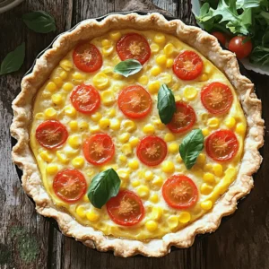 To make a great Corn and Cherry Tomato Quiche, you need a few key items. Here’s what you should gather: - 1 pre-made pie crust (9-inch) - 1 cup fresh corn kernels (you can also use frozen) - 1 cup cherry tomatoes, halved These ingredients form the base of your quiche. The pie crust holds everything together. Fresh corn adds sweetness, and cherry tomatoes bring a burst of flavor. Next, we need some creamy and rich ingredients. These will enhance the taste and texture of your quiche. Gather these: - 3 large eggs - 1 cup heavy cream - 1 cup shredded Gruyère cheese The eggs and cream create a smooth filling. Gruyère cheese adds a nutty flavor that pairs well with the vegetables. Herbs and spices elevate the quiche to new heights. Here’s what to include: - 1 tablespoon fresh basil, chopped (or 1 teaspoon dried basil) - 1 teaspoon garlic powder - Salt and pepper to taste Fresh basil gives a bright, aromatic taste. Garlic powder adds depth, while salt and pepper balance the flavors. For the complete recipe, check out the Full Recipe. Enjoy creating this delicious dish! First, preheat your oven to 375°F (190°C). This step is key for a perfect quiche. While the oven heats, grab a skillet. Heat 1 tablespoon of olive oil over medium heat. Add 1 cup of fresh corn kernels. If you use frozen corn, that works too! Sauté for about 3-4 minutes. You want the corn to be tender, so keep an eye on it. Season with salt, pepper, and 1 teaspoon of garlic powder. Once done, take the skillet off the heat. Now, let’s make the egg filling. In a mixing bowl, whisk together 3 large eggs and 1 cup of heavy cream. This mix makes your quiche rich and creamy. Add 1 tablespoon of fresh chopped basil or 1 teaspoon of dried basil for flavor. Season with a pinch of salt and pepper. Whisk until the mixture is smooth and well combined. Next, it’s time to assemble. Take your pre-made 9-inch pie crust and place it in a pie dish. Use a fork to poke several holes in the bottom. This helps avoid a soggy crust. Evenly spread the sautéed corn and halved cherry tomatoes—1 cup—in the crust. Pour the egg and cream mix over the veggies until just covered. Finally, sprinkle 1 cup of shredded Gruyère cheese on top. Now, bake your quiche in the preheated oven for 35-40 minutes. Look for a set filling and a slightly golden top. To check doneness, gently shake the pie dish. If it wobbles in the center, let it bake a bit longer. Once done, take it out and let it cool for about 10 minutes before slicing. Enjoy your tasty Corn and Cherry Tomato Quiche! For the full recipe, check out the recipe section above. To avoid a soggy crust, bake the crust for a few minutes before adding filling. This step helps set the base and keeps it crisp. Make small holes with a fork in the crust to let steam escape. For a fluffier texture, whisk the eggs well. Use room temperature eggs and heavy cream for a smoother mix. You can add different cheeses to make your quiche unique. Try feta for a tangy bite or cheddar for a sharp flavor. Mixing in more vegetables also boosts taste and nutrition. Spinach, bell peppers, or zucchini work great. Just sauté them first to reduce moisture. Garnish your quiche with extra chopped basil for a fresh look. You can also add a sprinkle of cheese on top before serving. Pair your quiche with a simple green salad for a light meal. A citrus vinaigrette adds a nice zing. For a heartier option, serve with roasted potatoes or a grain salad. For the full recipe, check the earlier section. {{image_2}} You can change up the flavors in your Corn and Cherry Tomato Quiche by using different vegetables. Try adding spinach, bell peppers, or zucchini. Each gives a new taste and color. You can also mix in some sautéed onions for a sweet touch. If you want to add meat or protein, consider diced ham or cooked bacon. These options give your quiche a heartier feel. For a vegetarian twist, use chickpeas or tofu for protein. The key is to balance the flavors and keep the filling moist. For those who need gluten-free options, you can make a crust using almond flour or gluten-free flour. This keeps your quiche tasty while meeting dietary needs. You can also use a crustless version. Just pour the filling directly into a greased pie dish. If you need dairy-free alternatives, swap out heavy cream for coconut milk or almond milk. You can also use vegan cheese or nutritional yeast in place of Gruyère cheese. These swaps keep the quiche creamy and flavorful without dairy. Feel free to explore these variations and make the quiche your own! For a detailed guide on the basic recipe, check out the Full Recipe. To keep your Corn and Cherry Tomato Quiche fresh, store it in the fridge. Wrap it tightly in plastic wrap or place it in an airtight container. This helps to keep moisture in and flavors strong. It will last for 3 to 5 days in the fridge. When you're ready to reheat, use an oven or toaster oven. Preheat it to 350°F (175°C). Place the quiche on a baking sheet and cover it with foil. Heat for about 15-20 minutes, or until warm throughout. This method keeps the crust crispy and the filling creamy. You can freeze this quiche for later, which is great for meal prep. Let the quiche cool completely before freezing. Wrap it tightly in plastic wrap and then in aluminum foil. This double layer prevents freezer burn. You can store it in the freezer for up to 3 months. To thaw, place the quiche in the fridge overnight. This allows it to defrost slowly and evenly. After thawing, reheat the quiche in the oven at 350°F (175°C) for about 20-25 minutes. Remove the foil during the last 10 minutes for a crispy top. If you want to enjoy this dish later, consider following the Full Recipe to ensure the best results. If you don't have Gruyère cheese, you can use other types. Swiss cheese works well. Cheddar cheese can add a sharp flavor. You might also try mozzarella for a milder taste. Each cheese brings its unique flavor. This change can slightly alter the taste of your quiche. Yes, you can make this quiche ahead. Prepare it, bake it, and let it cool. After that, cover it tightly. Store it in the fridge for up to three days. When ready to eat, reheat in the oven. This keeps the crust crispy and the filling warm. A few signs tell you when the quiche is done. The top should be golden brown. The filling should be set, not jiggly. You can check the center with a knife. If it comes out clean, it’s ready. For safety, the internal temperature should reach 165°F (74°C). You can create a delicious corn and cherry tomato quiche with simple steps. Start with a premade crust and fresh ingredients like corn and tomatoes. Mix eggs, cream, and cheese for a rich filling. Sauté the corn and layer everything nicely before baking. Experiment with herbs and spices to enhance flavor. Remember, you can customize ingredients to suit your taste. Follow my tips to avoid soggy crusts and achieve a fluffier texture. With proper storage, enjoy this dish again later. Quiche is versatile and perfect for any meal. Happy cooking!