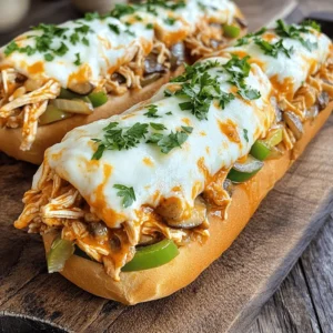 - Shredded chicken - Buffalo sauce - Onions, bell peppers, and mushrooms - Hoagie rolls and mozzarella cheese - Olive oil, salt, and pepper - Fresh parsley for garnish To make a great Buffalo Chicken Cheesesteak, you need just a few simple ingredients. First, start with shredded chicken. You can use leftover chicken or cook fresh chicken breasts. Next, grab some buffalo sauce. This gives the dish its iconic spicy kick. You will also need onions, bell peppers, and mushrooms. These veggies add flavor and texture. Choose fresh, colorful options for the best taste. For the base, hoagie rolls are key. They hold everything together. Finally, don't forget mozzarella cheese. It melts beautifully and adds creaminess. You will also want olive oil, salt, and pepper for cooking. These basic ingredients enhance all the flavors. To finish, fresh parsley adds a pop of color and freshness. With these ingredients, you can create a dish that is both flavorful and fun to eat. For the complete cooking process, check out the Full Recipe. Start by heating olive oil in a large skillet over medium heat. Add sliced onion, bell pepper, and mushrooms. Sauté them for 5 to 7 minutes. You want the veggies to soften and get a little caramelized. This adds great flavor to your cheesesteak. In another pan, mix shredded chicken with buffalo sauce. Heat this mixture on low. It should take about 3 to 5 minutes until everything is warmed through. This step is key because it gives the chicken a spicy kick that works great with the veggies. Next, prepare your hoagie rolls. Slice them lengthwise but don’t cut all the way through. Place them in a baking dish. Now, evenly distribute the buffalo chicken and vegetable mix into each roll. Don’t forget to top them with a generous layer of shredded mozzarella cheese. Finally, bake the sandwiches in a preheated oven at 350°F (175°C) for 10 to 12 minutes. You want the cheese to melt and become bubbly. Once done, take them out and garnish with fresh parsley for a nice touch. Enjoy your delicious Buffalo Chicken Cheesesteak! For the full recipe, check the earlier section. To make your buffalo chicken cheesesteak taste great, choose a good buffalo sauce. I like Frank's RedHot or Anchor Bar. These brands provide a nice kick and flavor. When seasoning your chicken, mix the sauce well. You can adjust the amount of sauce based on your taste. If you want extra flavor, try adding garlic powder or onion powder. You can change the heat level to fit your taste. If you want more spice, add more buffalo sauce or cayenne pepper. For a milder flavor, use less sauce. Cheese is also flexible! While I love mozzarella, you can use cheddar or pepper jack for a twist. You can even mix cheeses for more depth. This sandwich pairs well with a few sides. Try serving it with crispy fries or a fresh salad. You can also add some celery sticks with ranch or blue cheese dressing. For garnishing, sprinkle fresh parsley on top. It adds a nice color and fresh taste. Enjoy your meal with friends and family! For the full recipe, check out the details above. {{image_2}} You can switch things up by making a BBQ chicken cheesesteak. Just swap buffalo sauce for your favorite BBQ sauce. This change adds a sweet and smoky flavor. You can also mix in some diced pickles for extra crunch. If you want, use pulled chicken instead of shredded chicken. This will give your sandwich a different texture. For a meatless version, try a vegetarian buffalo cheesesteak. Use plant-based chicken or grilled tofu instead of chicken. You can still use buffalo sauce to keep that spicy kick. Add in some sautéed zucchini or eggplant for extra veggies. This way, you keep the flavor while making it healthy. Different places have their own takes on the cheesesteak. In some areas, they add jalapeños for a spicy twist. Others might use different cheeses, like cheddar or pepper jack. In the Midwest, you might find a version with ranch dressing, giving it a creamy finish. These local influences make each bite exciting and unique. For the full recipe, check out the details above. After enjoying your Buffalo Chicken Cheesesteak, store leftovers in an airtight container. Keep the sandwiches in the fridge for up to three days. If you want to save them longer, freeze the filling separately. Wrap it well in plastic wrap and then place it in a freezer-safe bag. This method helps keep the flavors fresh. To enjoy your leftovers, you can use different methods. For the microwave, place your sandwich on a microwave-safe plate. Heat for 1-2 minutes, or until warm. If you prefer the oven, preheat it to 350°F (175°C). Place the sandwich on a baking sheet and heat for about 10 minutes. For stovetop reheating, use a skillet on low heat. Cover it with a lid to melt the cheese. This keeps the bread soft while warming the filling. Each ingredient has its own shelf life. Here’s a quick guide to help you keep everything fresh: - Cooked shredded chicken: 3-4 days in the fridge or 2-6 months in the freezer. - Buffalo sauce: Check the label, but usually lasts 6 months in the fridge after opening. - Onions, bell peppers, and mushrooms: Fresh veggies last about 1 week in the fridge. - Hoagie rolls: Best eaten within a few days, but can be frozen for 3 months. - Shredded mozzarella cheese: 5-7 days in the fridge, or 2-3 months in the freezer. By following these tips, you can enjoy your Buffalo Chicken Cheesesteak for days to come! Buffalo chicken has a spicy, tangy flavor. It comes from the buffalo sauce mixed with chicken. A cheesesteak, on the other hand, is savory and rich. It features thinly sliced beef and melted cheese. The two dishes mix these flavors to create a unique taste. Buffalo Chicken Cheesesteak combines the heat of buffalo chicken with the hearty nature of a cheesesteak. You get the best of both worlds in every bite. Yes, you can make this dish ahead of time. First, prepare the buffalo chicken mixture and sauté the veggies. Let them cool, then store them in an airtight container. Keep it in the fridge for up to three days. When you're ready to eat, just reheat the mixture. Fill the hoagie rolls and bake them. This way, you can enjoy a fresh meal without a lot of fuss. Pair your Buffalo Chicken Cheesesteak with tasty sides. Some good options are: - Crispy French fries - Coleslaw for a crunchy contrast - Sweet potato fries for a hint of sweetness - A simple green salad to balance flavors For drinks, try a light beer or iced tea. Both will enhance your meal without overpowering it. Enjoy the mix of flavors with these fun sides! This blog post shared a simple guide to making Buffalo Chicken Cheesesteaks. We covered all the key ingredients, steps for cooking, and tips for great flavor. You can customize your sandwich and try tasty variations. I also included how to store leftovers and answered common questions. I hope you find this recipe fun and easy to follow. Enjoy making your own delicious Buffalo Chicken Cheesesteak!