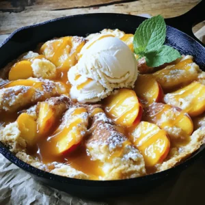 To make the best Southern peach cobbler in a cast iron skillet, you need fresh and simple ingredients. Here’s what you will need: - 4 ripe peaches, peeled and sliced - 1 cup granulated sugar - 2 teaspoons lemon juice - 1 tablespoon cornstarch - 1 teaspoon vanilla extract - 1 cup all-purpose flour - 1 tablespoon baking powder - 1/2 teaspoon salt - 1/2 cup unsalted butter, melted - 1 cup milk - 1 teaspoon ground cinnamon - 1 teaspoon nutmeg These ingredients come together to create a warm, sweet dessert that is a joy to share. The peaches bring a fresh flavor, while the sugar and spices add warmth. Using a cast iron skillet gives the cobbler a beautiful golden crust. Make sure your peaches are ripe for the best taste. You can find them at local markets or grocery stores. When you slice your peaches, be careful not to bruise them. The lemon juice helps to enhance the peach flavor and keeps them fresh. For the best texture, measure your ingredients carefully. The right balance of flour, baking powder, and milk makes the batter fluffy. The sugar will sweeten the peaches, while the cornstarch helps to thicken the filling. Once you gather these ingredients, you can dive into making this delightful dessert. Check out the [Full Recipe] for step-by-step instructions. Enjoy the process and the wonderful smells in your kitchen! 1. Preheat the oven to 350°F (175°C). This step ensures the cobbler cooks evenly. 2. Marinate peaches. In a bowl, mix sliced peaches with 1/2 cup sugar, lemon juice, cornstarch, and vanilla. Let this sit for about 10 minutes. This brings out the peach flavor. 3. Prepare batter. In another bowl, whisk flour, baking powder, salt, and the remaining 1/2 cup sugar. Add melted butter and milk. Stir until just mixed; a few lumps are okay. 1. Combine ingredients in the skillet. Grease your cast iron skillet with butter. Pour the batter into the skillet evenly. 2. Layer peach mixture. Spoon the marinated peaches on top of the batter. Spread them out well for even cooking. 3. Bake and check for doneness. Place the skillet in the oven. Bake for 30-40 minutes until golden brown. Use a toothpick to check if it comes out clean. 1. Allow to cool. Let the cobbler sit for a few minutes after baking. This helps it set up. 2. Best served warm with ice cream. Scoop some vanilla ice cream on top. Drizzle caramel sauce over it, and add fresh mint leaves for a lovely touch. For the complete recipe, check the [Full Recipe]. Enjoy this delicious treat! To make a great peach cobbler, avoid overmixing the batter. When you mix, stir just until the dry and wet ingredients come together. This keeps the cobbler soft and fluffy. Also, ensure even peach distribution. Spread the marinated peaches evenly over the batter. This will help each bite be just as sweet and juicy as the last. Want to take your cobbler to the next level? Add spices like cinnamon or nutmeg. A dash of vanilla extract can also deepen the flavor. If you feel adventurous, experiment with different fruits. Berries, apples, or even pears can add a new twist. When serving, warm the cobbler and top it with ice cream. The cold ice cream melts into the warm cobbler, creating a great mix. For a pretty touch, garnish with mint leaves. This adds color and a hint of freshness to each serving. For the full recipe, check out the Cozy Southern Peach Cobbler in a Cast Iron Skillet. {{image_2}} You can switch up the peaches for other fruits. Berries like blueberries or blackberries work great. Apples also make a tasty choice. Just remember to adjust the sugar based on the fruit's natural sweetness. Mixing in other seasonal fruits is fun too. Think about pears or cherries for a twist. Each fruit brings a unique taste to the cobbler. If you want to make a healthier cobbler, consider some easy swaps. Replace granulated sugar with honey or maple syrup. You can also use coconut oil instead of butter. For those with gluten issues, almond flour or oat flour works well. These changes keep the flavor rich while making the dessert lighter. Adding extra flavors can take your cobbler to the next level. Try mixing in some chopped nuts like pecans or walnuts for crunch. A bit of chocolate can also be a fun addition. Dark chocolate chips melt into gooey pockets. Don't forget about spices! A touch of cardamom or ginger can add warmth. Experiment with these ideas to find your perfect blend. You can find the full recipe above to create your own Southern Peach Cobbler in a Cast Iron Skillet. To store your peach cobbler in the refrigerator, let it cool first. Then, cover it tightly with plastic wrap or foil. It keeps well for about 3 to 4 days. If you want to freeze it, cut it into pieces. Place the pieces in an airtight container or freezer bag. This way, it lasts for about 2 to 3 months. Just remember to label the bag with the date. When reheating, you can use either a microwave or an oven. The microwave is faster but may make the cobbler soggy. To reheat in the oven, preheat it to 350°F (175°C). Place the cobbler in a baking dish and cover it with foil. Heat for about 15 to 20 minutes. This method keeps the crust crisp and the flavors bright. Your peach cobbler lasts about 3 to 4 days in the fridge. Check for signs of spoilage. If you see mold or it smells off, it’s best to discard it. If you freeze it, check for freezer burn. That can change the taste and texture. Always trust your senses when deciding whether to eat leftovers. Yes, you can use canned peaches for this recipe. However, they differ in texture and flavor. Canned peaches are softer and sweeter. They may also have added syrup, which can make your cobbler too sweet. If you choose canned peaches, drain them well. This will help reduce excess moisture in your cobbler. To slice peaches, first, wash them under cool water. Cut around the pit to slice them easily. Twist the two halves apart to remove the pit. Use a gentle hand to avoid bruising the fruit. This keeps the slices firm and pretty for your cobbler. Yes, you can prep this recipe in advance. Slice the peaches and mix them with sugar and lemon juice. Cover and store them in the fridge for up to 24 hours. You can also prepare the batter ahead. Just keep it in the fridge until you are ready to bake. The cobbler is done when the top is golden brown. You can check it with a toothpick. Insert it into the center of the cobbler. If it comes out clean, it’s ready. You can also look for bubbling around the edges. This means the filling is hot and cooked through. This blog post covered how to make a delicious peach cobbler. You learned about the ingredients and how to prepare them step by step. We shared tips to enhance flavor and presentation, plus ways to use different fruits. You also got storage tips and answers to common questions. Overall, making this cobbler is simple and fun. With these tips, you will impress your family and friends with your baking skills. Enjoy your tasty creation warm, maybe with ice cream!
