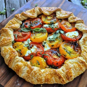 To make a tasty Easy Tomato Galette, you will need: - 1 sheet of store-bought puff pastry or homemade pie crust - 4-5 ripe tomatoes, sliced (combine different varieties for color) - 1 cup shredded mozzarella cheese - 1/2 cup ricotta cheese - 2 tablespoons fresh basil, chopped - 1 tablespoon olive oil - 1 teaspoon garlic powder - Salt and pepper to taste - 1 egg (for egg wash) You can swap some ingredients if needed. Use goat cheese instead of ricotta for a tangy taste. If you don't have mozzarella, try cheddar or feta. For fresh basil, you can use dried herbs like oregano or thyme. If you want a gluten-free option, use gluten-free puff pastry. Fresh ingredients make a big difference in flavor. Ripe tomatoes bring sweetness and depth to the galette. Fresh herbs add brightness and aroma. Using high-quality cheese enhances the creaminess. When you pick fresh items, you create a dish that tastes better. It feels good to know you used the best ingredients. A simple dish like this shines when you focus on quality. To start, gather your ingredients. You will need: - 1 sheet of store-bought puff pastry or homemade pie crust - 4-5 ripe tomatoes, sliced - 1 cup shredded mozzarella cheese - 1/2 cup ricotta cheese - 2 tablespoons fresh basil, chopped - 1 tablespoon olive oil - 1 teaspoon garlic powder - Salt and pepper to taste - 1 egg (for egg wash) First, preheat your oven to 400°F (200°C). This step warms the oven for a nice, even bake. Next, take your puff pastry or pie crust. Roll it out on a floured surface into a 12-inch circle. It should be thin. Transfer this to a baking sheet lined with parchment paper. This helps with cleanup later. In a bowl, mix the ricotta cheese, half of the mozzarella, chopped basil, garlic powder, salt, and pepper. Stir until it is well combined. Spread this mixture over the pastry, leaving a 2-inch border. This border will hold the filling in. Now, layer the sliced tomatoes on top of the cheese mixture. Overlap them nicely for good looks. Drizzle olive oil over the tomatoes and sprinkle the rest of the mozzarella cheese on top. Next, fold the edges of the pastry over the tomatoes. You want to pleat the crust to give it a rustic look. This makes your galette more charming. Beat the egg in a small bowl. Brush it over the crust edges for a golden finish. Now, it’s time to bake! Place your galette in the oven and bake for 30-35 minutes. Keep an eye on it. The crust should turn golden, and the tomatoes will look slightly shriveled. This shows they are ready. For a great galette, use ripe tomatoes. They bring a lot of flavor. You can mix different tomato varieties for color and taste. Also, don’t skip the egg wash. It makes the crust shiny and crisp. If you want a flakier crust, keep your pastry cold. You can even chill it for 15 minutes before baking. This helps create layers. Lastly, let the galette cool for a few minutes after baking. This helps the filling set, making it easier to slice. You can find the full recipe for this Easy Tomato Galette above. Enjoy making this delightful dish! To get a flaky crust, keep your ingredients cold. Use chilled butter or margarine. When rolling out the dough, work quickly. The warmer it gets, the less flaky it becomes. I also recommend using a light touch when handling the dough. Lastly, let the crust rest in the fridge for about 30 minutes before baking. This step helps the gluten relax and results in a better texture. One common mistake is not seasoning the filling. Salt pulls out moisture and boosts flavor. Without it, your galette may taste flat. Another mistake is cutting tomatoes too thick. If they are too thick, they may not cook evenly. Avoid overloading the filling as well. Too much can make the crust soggy. Lastly, don't skip the egg wash. It gives the crust a beautiful golden color. Serve your easy tomato galette warm or at room temperature. It's great as a light meal or side dish. Pair it with a fresh salad for a nice balance. You could also add a drizzle of olive oil or balsamic glaze for extra flavor. For fun, try adding some fresh herbs on top right before serving. This adds color and brightness to the dish. For the full recipe, check out the recipe section above. {{image_2}} You can play with cheese in your galette! Instead of mozzarella, try goat cheese for a tangy kick. Feta cheese also adds a nice saltiness. If you love rich flavors, use aged cheddar or Gruyère. Mixing cheeses can create a well-rounded taste. Just remember to balance the flavors so they don’t overpower the tomatoes. Want to make your galette heartier? Add more veggies! Spinach, zucchini, or bell peppers work great. Slice them thin so they cook evenly. You can also add proteins like cooked chicken or bacon. This makes the dish filling and adds new flavors. Just be careful not to overload it, or the crust may get soggy. Seasonal produce can change your galette game. In summer, ripe tomatoes shine. In fall, swap tomatoes for butternut squash or pumpkins. Winter brings hearty greens like kale or Swiss chard. Spring is great for asparagus or fresh peas. Each season offers new tastes, so let them inspire you. Try these variations, and feel free to experiment. Cooking is about having fun and making it your own! For the full recipe, check out the Easy Tomato Galette. After you enjoy your Easy Tomato Galette, store leftovers properly. First, let the galette cool. Then, wrap it tightly in plastic wrap or foil. This keeps the crust from getting soggy. You can also place it in an airtight container. Store it in the fridge for up to three days. This way, you can enjoy it again! To reheat your galette, preheat your oven to 350°F (175°C). Place the galette directly on the oven rack or on a baking sheet. Heat for about 10-15 minutes. This makes the crust crispy again. You can also use a microwave, but the crust may not stay crunchy. For best results, stick with the oven. If you want to save some galette for later, freezing is a great option. Wrap it well in plastic wrap and then in foil. This helps prevent freezer burn. You can freeze it for up to two months. When you're ready to eat it, thaw it in the fridge overnight before reheating. Enjoy your galette whenever you like! For the full recipe, check out the Easy Tomato Galette section. To make a homemade pie crust, you need simple ingredients. You will need: - 1 1/4 cups all-purpose flour - 1/2 cup cold unsalted butter, cubed - 1/4 teaspoon salt - 4-5 tablespoons cold water Start by mixing the flour and salt in a bowl. Add the cold butter and mix until it looks like crumbs. Next, add cold water, one tablespoon at a time. Mix until the dough forms. Wrap the dough in plastic wrap and chill it in the fridge for at least 30 minutes. This chill time helps the crust stay flaky. Yes, you can use many fruits and vegetables. For fruits, try peaches, apples, or berries. For vegetables, you can use zucchini, bell peppers, or even squash. Just remember to slice them thinly. This ensures they cook evenly. Mixing different types can also add fun flavors and colors. To reheat a tomato galette, preheat your oven to 350°F (175°C). Place the galette on a baking sheet. Cover it loosely with foil to keep it from browning too much. Heat for about 10-15 minutes, or until it is warm. This method keeps the crust crispy. You can also use a microwave, but it may make the crust a bit soft. Enjoy your delicious galette with your favorite side! In this article, we explored the key ingredients for a delicious galette, highlighting their importance. We shared step-by-step instructions and tips to ensure a perfect bake. You also learned about fun variations and how to store leftovers. With these insights, you can create your own galette that impresses everyone at the table. Remember, the secret lies in using fresh ingredients and avoiding common mistakes. Enjoy your baking adventure!