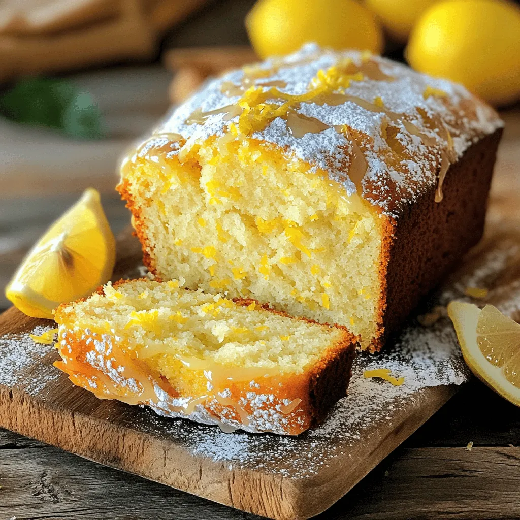 - 1 ½ cups all-purpose flour - 1 teaspoon baking powder - ½ teaspoon baking soda - ¼ teaspoon salt - ½ cup unsalted butter, softened - 1 cup granulated sugar - 2 large eggs - 1 tablespoon lemon zest (from 2-3 lemons) - ¼ cup fresh lemon juice - ½ teaspoon vanilla extract - ½ cup Greek yogurt (plain) - You can replace the butter with coconut oil for a dairy-free option. - Use a gluten-free flour blend if you need a gluten-free loaf. - Fresh lemons give the best flavor, so try to use them. - Make sure your eggs are at room temperature for smooth mixing. When you gather these ingredients, you're set for a delightful treat. The balance of dry and wet ingredients creates a moist, flavorful loaf. Using fresh lemon juice and zest is key to capturing that zesty Starbucks flavor. 1. Preheating the oven: Start by preheating your oven to 350°F (175°C). This helps the loaf bake evenly. 2. Preparing the loaf pan: Grease a 9x5-inch loaf pan. You can also line it with parchment paper for easy removal later. 1. Whisking dry ingredients: Take a medium bowl and whisk together the all-purpose flour, baking powder, baking soda, and salt. This creates a uniform mix. Set it aside for later. 2. Creaming butter and sugar: In a large bowl, cream the softened butter and granulated sugar. Beat them together until the mixture looks light and fluffy, about 3-4 minutes. 3. Incorporating eggs and zest: Add the eggs one at a time. Then mix in the lemon zest, lemon juice, and vanilla extract. This adds flavor and moisture to your batter. 1. Combining wet and dry mixtures: Gradually add the dry mix to the wet mixture. Alternate this with the Greek yogurt, starting and ending with the flour. Mix gently until just combined. Avoid over-mixing, as this can make the loaf tough. 2. Pouring batter into the pan: Pour your batter into the prepared loaf pan. Smooth the top with a spatula for an even bake. 3. Baking time and temperature: Bake the loaf for 50-60 minutes. Check if it’s done by inserting a toothpick into the center. If it comes out clean, your loaf is ready. For the complete cooking process, see the Full Recipe. To get a soft and fluffy lemon loaf, use room temperature ingredients. Cold butter or eggs can lead to a dense loaf. Set them out for about 30 minutes before you start baking. This simple step makes a big difference in the texture. Do not over-mix the batter. Mix until just combined. Over-mixing adds air and makes the loaf tough. Gently fold in your ingredients, and your loaf will rise beautifully in the oven. A lemon glaze adds a nice touch and extra sweetness. To make it, mix powdered sugar with lemon juice until smooth. Drizzle this glaze over the cooled loaf for a bright finish. You can also use citrus extracts for more zest. A few drops of lemon extract can boost the flavor. This small addition really makes the lemon scent pop! Dust the cooled loaf with powdered sugar for a lovely look. It adds a sweet touch that contrasts with the tart lemon. For serving, offer a lemon wedge on the side. This adds a fresh pop of color and flavor. You can also slice and serve the loaf on a pretty platter. This makes it perfect for brunch or gatherings. {{image_2}} You can make your lemon loaf even more exciting. Adding poppy seeds gives it a nice crunch. Use about 2 tablespoons of poppy seeds in your batter. This small change adds both flavor and texture. You can also add berries or nuts. Blueberries work great with lemon. Use about 1 cup of fresh or frozen berries. Chop up nuts like walnuts or pecans for a different taste. About ½ cup should be enough. Mix these add-ins gently into your batter for an extra treat. If you want a vegan lemon loaf, you have easy swaps. Replace eggs with flaxseed or applesauce. For each egg, mix 1 tablespoon of flaxseed meal with 2.5 tablespoons of water. Let it sit until it thickens. For dairy, use plant-based butter and yogurt. Almond or coconut yogurt works well. For gluten-free options, swap all-purpose flour for almond or coconut flour. Follow the same measurements, but you might need to adjust liquid. Add a bit more to keep your loaf moist. Changing sizes can make your lemon loaf fun. You can bake mini loaves or muffins. Use a mini loaf pan for quick treats. Bake for about 25-30 minutes instead of 50-60 minutes. If you prefer a bundt cake, pour the batter into a bundt pan. Bake for the same time. This shape looks nice with a lemon glaze on top. It makes a great centerpiece for any table. For the full recipe, check out the earlier sections. Enjoy making your own variations! Store your lemon loaf at room temperature for up to three days. Wrap it in plastic wrap to keep it moist. If you want to keep it longer, place it in the fridge. Use an airtight container to prevent it from drying out. Your lemon loaf can last about five days when stored correctly. Look for signs of spoilage like mold or a bad smell. If it feels hard or dry, it’s time to toss it out. You can freeze the lemon loaf for up to three months. Wrap it tightly in plastic wrap and then in foil. This keeps it fresh. When you're ready to eat it, thaw it overnight in the fridge. For quicker thawing, leave it at room temperature for a few hours. Enjoy your slice when it’s soft and ready! For the full recipe, check out the detailed instructions above. Yes, you can swap all-purpose flour for other types. Here are some options: - Whole wheat flour: This adds more fiber. Use a bit less than the recipe calls for. - Almond flour: This gives a nutty flavor. It works well in gluten-free baking. Use about ¾ cup for every cup of all-purpose flour. - Oat flour: This adds a mild taste. Use it in equal parts. A dense lemon loaf can happen for several reasons. Here are common mistakes to avoid: - Over-mixing the batter: Mix just until combined to keep the loaf light. - Too much flour: Measure flour correctly. Use the spoon-and-level method for best results. - Not enough leavening agents: Check baking powder and baking soda for freshness. To boost the lemon flavor, try these tips: - Add more lemon zest: Increase to 1.5 tablespoons for a stronger taste. - Use fresh lemon juice: Fresh juice has a brighter flavor than bottled. - Incorporate lemon extract: A teaspoon can enhance the lemony scent and taste. Yes, you can make lemon loaf muffins. Here are adjustments to consider: - Baking time: Muffins bake faster. Start checking at 18-20 minutes. - Temperature: Keep the same oven temperature at 350°F (175°C). - Fill the tins: Fill each muffin cup about ¾ full for the best rise. For the full recipe, check out the complete details. In this post, we covered how to make a delicious lemon loaf. We explored the essential ingredients, both dry and wet, and discussed tips for perfect texture and flavor. You learned about variations for different diets and how to store your loaf properly. By using fresh, quality ingredients and following our steps, you can create a delightful treat. Enjoy your baking journey and impress your family with this tasty lemon loaf.