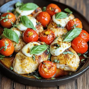 - Chicken: Use four boneless, skinless chicken breasts. This cut cooks evenly and stays juicy. You can also use thighs if you prefer dark meat. Always season your chicken well with salt and pepper for the best flavor. - Tomatoes: I love using cherry tomatoes for this dish. They are sweet and burst with juice when cooked. Look for firm, bright ones at the store. If you can't find cherry tomatoes, you can use grape tomatoes or even standard tomatoes, but chop them smaller. - Fresh basil: Fresh basil gives this dish its bright flavor. Look for vibrant green leaves. Avoid leaves that are wilted or brown. When you chop basil, do it just before cooking to keep its scent strong. - Garlic: I prefer fresh garlic cloves over pre-minced. Fresh garlic has a stronger taste and aroma. You can adjust the garlic to your liking. If you love garlic, add more! - Olive oil: Use high-quality extra virgin olive oil. It adds richness to the dish. Avoid using light olive oil, as it lacks the flavor needed for this recipe. - Seasonings: The balance of seasonings makes a big difference. Use dried oregano for depth. A splash of balsamic vinegar adds sweetness and acidity. Always taste and adjust salt and pepper as needed. This combination of ingredients will make your Tomato Basil Chicken shine. For the full recipe, check out the complete instructions above. Preheating the oven: Why this is crucial Preheating the oven helps cook the chicken evenly. Set your oven to 375°F (190°C). This way, the chicken starts cooking right when you place it inside. Preparing the tomato mixture In a large bowl, mix the halved cherry tomatoes, minced garlic, olive oil, dried oregano, balsamic vinegar, and chopped basil. Add a pinch of salt and pepper. Stir until everything is well combined. This mix will add great flavor to your chicken. Seasoning the chicken: Techniques for flavor Take the chicken breasts and season both sides with salt and pepper. This simple step boosts the chicken's taste. You can also add a sprinkle of dried herbs if you like. Searing the chicken: Tips for a perfect crust Heat a tablespoon of olive oil in a large oven-safe skillet over medium-high heat. When the skillet is hot, add the chicken breasts. Sear for about 5 minutes on each side. Look for a nice golden brown color. This step locks in the juices and adds flavor. Baking the dish: Timing and temperature checks Once the chicken is seared, pour the tomato mixture over the chicken. Make sure every piece is coated. If using fresh mozzarella, place the slices on top. Transfer the skillet to the preheated oven. Bake for 20-25 minutes. Check that the chicken reaches 165°F (75°C) inside. Finishing touches: Adding mozzarella and garnishing After baking, remove the skillet from the oven. Let the dish rest for 5 minutes before serving. This helps the juices settle. For an extra touch, garnish with more fresh basil. Enjoy your Tomato Basil Chicken! For the full recipe, check out the earlier section. - How to properly sear chicken: Start with a hot skillet. Add a bit of oil. Place the chicken in the skillet without touching it. Let it cook for about five minutes. This helps form a nice crust. Flip it over and repeat. This method locks in the juices. - Importance of not overcrowding the skillet: If you add too many chicken pieces, they will steam instead of sear. This can lead to soggy chicken. Always leave space between each piece. This helps each piece cook evenly. - Resting time for chicken: Why it matters: After cooking, let the chicken rest for five minutes. This allows the juices to redistribute. If you skip this step, the juices run out when you cut it. The chicken will taste drier. - Adding spices: Best practices for boosting flavor: Use salt and pepper to season the chicken before cooking. This adds basic flavor. You can also use garlic powder or paprika for extra taste. Remember, spices should enhance, not overpower. - When to add extra ingredients like cheese or herbs: For Tomato Basil Chicken, add fresh mozzarella near the end of baking. This way, it melts but does not burn. Fresh herbs should be added just before serving. This keeps their flavor bright. - Balancing acid and fat for optimal taste: The balsamic vinegar gives a nice tang. The olive oil adds richness. Together, they create a balanced flavor. If your dish tastes flat, adjust with more vinegar or oil. Always taste as you go! {{image_2}} You can easily swap some ingredients in Tomato Basil Chicken to suit your taste. - Alternative proteins: Consider using turkey instead of chicken for a leaner option. Tofu is also great for a plant-based meal. - Tomato varieties: Standard tomatoes work well, but heirloom tomatoes add a richer flavor. Try both to see what you like best. - Herb substitutes: If you run out of basil, use parsley or oregano. These herbs can still add flavor to your dish. Pair your Tomato Basil Chicken with tasty sides. Here are some ideas: - Pairing options: Steamed vegetables or a fresh salad complement the chicken well. A side of rice or pasta can also enhance your meal. - Transforming leftovers: If you have leftovers, shred the chicken and mix it into a pasta salad or a wrap. It makes a quick lunch. - Recommended wine pairings: A light white wine, like Sauvignon Blanc, works well with this dish. It enhances the flavors without overpowering them. Explore these variations and serving ideas to make your meal even more enjoyable! For the full recipe, check out the detailed steps to create this flavorful dish. To store leftovers of Tomato Basil Chicken, place them in an airtight container. Let the dish cool to room temperature before sealing it. Store it in the fridge for up to four days. This keeps the chicken juicy and the flavors intact. The shelf life of cooked Tomato Basil Chicken is about three to four days. After this time, the quality declines. Always check for signs of spoilage before consuming. If you want to keep Tomato Basil Chicken longer, freezing is a great option. First, let the chicken cool completely. Then, wrap each piece tightly in plastic wrap. Place the wrapped chicken in a freezer-safe bag to avoid freezer burn. You can store it this way for up to three months. When reheating after freezing, it’s best to thaw the chicken overnight in the fridge. This helps maintain its moisture. Reheat in the oven at 350°F (175°C) until heated through. This method ensures the chicken stays tender and flavorful. What can I serve with Tomato Basil Chicken? You can pair this dish with many sides. Some great options include: - Steamed vegetables, like broccoli or green beans - A light salad with mixed greens - Garlic bread for a tasty addition - Pasta tossed in olive oil and herbs These sides will complete your meal and enhance the flavors of the chicken. Can Tomato Basil Chicken be made in advance? Yes, you can prepare this dish ahead of time. You can marinate the chicken and mix the tomatoes earlier in the day. Just store them in the fridge. When you're ready to cook, just sear the chicken and bake it. This can save you time on busy nights. How do I know when the chicken is cooked? To check if your chicken is done, use a meat thermometer. The thickest part should reach 165°F (75°C). If you don't have a thermometer, cut into the chicken. The meat should be white, not pink. Juices should run clear. Why is my chicken dry? Dry chicken often comes from cooking it too long. Make sure to check the internal temperature. Also, using a meat thermometer can help you avoid this mistake. Cooking at a lower temperature can also keep the meat tender. How to fix bland flavors in the dish? If your dish tastes bland, try adding salt and pepper. Fresh herbs can also boost flavor. You may also add a splash of balsamic vinegar for acidity. Taste as you go to find the right balance. What to do if the tomatoes are too watery? Watery tomatoes can happen if they are overripe. To fix this, drain excess liquid before baking. You can also cook them longer to reduce moisture. Adding a bit of cornstarch can help thicken the sauce as well. For the complete recipe, check out the Full Recipe section. This blog post covered important steps to make a great Tomato Basil Chicken. We discussed key ingredients, like chicken, tomatoes, and fresh basil. You learned preparation steps, cooking tips, and variations to try. Proper storage methods help keep your dish fresh. Remember, cooking is about experimenting. Don’t be afraid to make it your own. Enjoy your meal, and share it with family and friends for a delightful experience. Happy cooking!