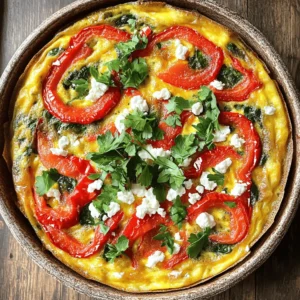 Here are the ingredients you need for the baked frittata with roasted peppers: - 6 large eggs - 1 cup milk - 1 cup roasted red peppers, chopped - 1/2 cup onion, finely chopped - 1 cup fresh spinach, chopped - 1 cup feta cheese, crumbled - 1/2 teaspoon garlic powder - 1/2 teaspoon paprika - Salt and black pepper to taste - 2 tablespoons olive oil - Fresh parsley for garnish When measuring the ingredients, use dry measuring cups for solids. Use liquid measuring cups for milk. This helps keep your frittata balanced. For the chopped veggies, make sure they are uniform in size. This ensures even cooking. If you don’t have some ingredients, here are easy swaps: - Use almond milk or oat milk instead of regular milk. - Swap feta cheese for goat cheese or mozzarella. - If you don't have roasted red peppers, use fresh bell peppers. Just roast them first. - For spinach, you can use kale or Swiss chard. Just chop them small. These substitutes let you enjoy the dish even with what you have. Begin by gathering your ingredients. You will need: - 6 large eggs - 1 cup milk - 1 cup roasted red peppers, chopped - 1/2 cup onion, finely chopped - 1 cup fresh spinach, chopped - 1 cup feta cheese, crumbled - 1/2 teaspoon garlic powder - 1/2 teaspoon paprika - Salt and black pepper to taste - 2 tablespoons olive oil - Fresh parsley for garnish Next, chop the onion, spinach, and roasted peppers. Make sure to measure everything out. This will help the cooking go smoothly. Start by preheating your oven to 375°F (190°C). Heat a large skillet over medium heat. Add the olive oil and let it warm up. Once hot, add the chopped onion. Cook until it turns soft and clear, about 5 minutes. Now, mix in the spinach. Stir it for about 2-3 minutes until it wilts. After that, remove the skillet from heat and let it cool a bit. In a mixing bowl, whisk together the eggs, milk, garlic powder, paprika, salt, and pepper. Make sure it is mixed well. Add in the sautéed onion and spinach, the roasted peppers, and feta cheese. Gently stir everything together. Now, it's time to bake! Grease a 9-inch round baking dish or pie pan. Pour the frittata mixture into the dish. Place it in the oven and bake for 25-30 minutes. You know it’s done when the center is set and the top is lightly golden. After baking, take it out and let it cool for a few minutes. This helps it set further. Garnish with fresh parsley before slicing it into wedges. Serve and enjoy this simple and tasty baked frittata! For the full recipe, check the earlier section. To make the best frittata, use fresh eggs. The fresher the eggs, the better the taste. Whisk your eggs well to mix air in. This helps the frittata rise. Use a mix of vegetables for flavor. Roasted peppers add sweetness. Spinach gives a nice green touch. Crumbled feta adds a salty bite. One common mistake is overcooking the frittata. Bake it just until the center is set. If it puffs too much, you may have added too much air. Another mistake is not greasing the pan well. This can make it hard to serve. Also, don’t skip the seasoning. Salt and pepper enhance all the flavors. Serve your frittata warm or at room temperature. It pairs well with a simple salad. Fresh herbs like parsley add a pop of color. You can also serve it with crusty bread. For a brunch, add fresh fruit on the side. For the full recipe, check out the complete instructions. {{image_2}} You can easily change the flavor of your frittata by adding different veggies. Try using zucchini, mushrooms, or diced tomatoes. Each veggie adds its own taste and texture. If you like a kick, add jalapeños or spicy peppers. Just remember to chop them small for even cooking. While feta cheese is tasty, you can switch it up. Use cheddar for a sharp flavor or mozzarella for a mild, creamy touch. Goat cheese adds a tangy twist. If you want to skip cheese, try nutritional yeast for a cheesy flavor without the dairy. You can make this frittata gluten-free by ensuring all ingredients are certified gluten-free. For a vegetarian option, skip any meat and load up on veggies. To make it dairy-free, use plant-based milk and cheese alternatives. These changes keep the dish delicious and friendly for different diets. For the full recipe, check out the complete details above. After enjoying your baked frittata, it's important to store any leftovers properly. Let the frittata cool completely at room temperature. Then, cover it tightly with plastic wrap or foil. You can also use an airtight container. This helps keep the flavors fresh and prevents drying out. Store it in the fridge for up to three days. When you're ready to eat the leftovers, reheating is easy. Preheat your oven to 350°F (175°C). Place a slice of frittata on a baking sheet. Cover it with foil to avoid burning the top. Heat for about 10-15 minutes until warm. You can also use a microwave. Place a slice on a microwave-safe plate. Heat it for about one minute. Check to make sure it’s warm enough. If you want to keep your frittata longer, freezing is a great option. Cut the frittata into slices. Wrap each slice in plastic wrap. Then, put the slices in a freezer-safe bag or container. Be sure to label it with the date. You can freeze the frittata for up to two months. When ready to eat, thaw it in the fridge overnight. Reheat as mentioned above. This way, you can enjoy a tasty meal anytime! For the full recipe, check out the Baked Frittata with Roasted Peppers . The best pan for baking a frittata is a non-stick pie dish or a round baking dish. These pans help the frittata slide out easily. A 9-inch pan works great. You can also use a cast-iron skillet. A cast-iron skillet gives a nice crisp edge. Just make sure to grease it well before adding the frittata mix. Yes, you can make a frittata ahead of time. It stores well in the fridge for about three days. You can bake it and let it cool. Then cover it tightly with plastic wrap or foil. Reheat it in the oven or microwave when you’re ready to eat. This makes it a great meal for busy mornings. You can tell a frittata is done when it is set in the center. It should look firm and slightly golden on top. You can also insert a toothpick in the middle. If it comes out clean, your frittata is ready. Let it cool for a few minutes before slicing. Enjoy your tasty baked frittata with roasted peppers from the Full Recipe! In this blog post, we covered the essentials for making a great frittata. We explored ingredients, preparation steps, and helpful tips. You learned about substitutions and variations to match your taste and diet. Plus, we discussed storage methods for leftovers. Remember, a perfect frittata is all about balance and practice. Use what you have, and don't be afraid to experiment. Enjoy making your frittata—a simple dish that can impress anyone!