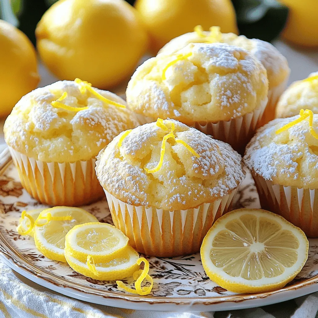 To make Lemon Cream Cheese Muffins, gather these key ingredients: - 1 ½ cups all-purpose flour - ½ cup granulated sugar - 1 tablespoon lemon zest (from about 1 lemon) - 1 teaspoon baking powder - ½ teaspoon baking soda - ½ teaspoon salt - 4 ounces cream cheese, softened - 1 large egg - ¼ cup unsalted butter, melted - ½ cup plain Greek yogurt - ¼ cup lemon juice (freshly squeezed) - 1 teaspoon vanilla extract - Optional: Powdered sugar for dusting These ingredients blend to create a tangy and creamy muffin that delights your taste buds. For a little extra zing, you can add: - A pinch of nutmeg for warmth - Chopped fresh herbs like basil for an herbal twist - A teaspoon of poppy seeds for crunch These options can enhance the flavor and make the muffins even more special. You may need to substitute or adjust some ingredients based on what you have: - Use whole wheat flour for a healthier option. - Swap plain Greek yogurt with sour cream if you prefer. - Substitute lemon juice with orange juice for a different citrus taste. These swaps will still give you a tasty muffin while meeting your needs. The full recipe will guide you through the process. Start by gathering all your ingredients. You will need flour, sugar, cream cheese, and more. Preheat your oven to 350°F (175°C). Line a muffin tin with paper liners or grease it. This step helps your muffins release easily after baking. In a medium bowl, mix the dry ingredients. Combine 1 ½ cups of all-purpose flour, ½ cup of sugar, 1 tablespoon of lemon zest, 1 teaspoon of baking powder, ½ teaspoon of baking soda, and ½ teaspoon of salt. Stir them together well. In another large bowl, beat 4 ounces of softened cream cheese until smooth. Add ¼ cup of melted butter and mix until blended. Then, add 1 large egg, ½ cup of Greek yogurt, ¼ cup of fresh lemon juice, and 1 teaspoon of vanilla. Whisk this mixture until it is creamy and well combined. Now, gently add the dry mix to the wet mix. Use a spatula to fold them together. Be careful not to overmix. You want the muffins to stay light and fluffy. Spoon the batter into the muffin cups. Fill each cup about 2/3 full. This allows room for the muffins to rise. Bake them in the oven for 18 to 22 minutes. They are done when the tops turn golden and a toothpick comes out clean. After baking, let the muffins cool in the pan for about 5 minutes. Then, transfer them to a wire rack to cool completely. For a sweet touch, you can dust them with powdered sugar once they are cool. Follow these steps, and you will have delicious Lemon Cream Cheese Muffins. Check out the Full Recipe for more details! To get the best texture in your Lemon Cream Cheese Muffins, start with room-temperature cream cheese. This makes it easier to blend smoothly. Mix the wet ingredients well to aerate the batter. This helps create a light, fluffy muffin. When you fold in the dry ingredients, do it gently. Overmixing can lead to tough muffins. Aim for just combined; some lumps are okay. One common mistake is using cold ingredients. Cold eggs and cream cheese can lead to a lumpy batter. Always remember to preheat your oven. Baking in a cold oven can ruin your muffins. Another mistake is filling the muffin cups too full. Fill them about 2/3 full for the best rise. Finally, don’t skip the cooling time. Letting them cool prevents sogginess. To boost the lemon flavor, use fresh lemon juice and zest. The zest packs in a lot of lemon oil, which adds brightness. You can also add a bit of lemon extract for an extra kick. If you like a sweeter touch, consider adding a lemon glaze. Mix powdered sugar with lemon juice and drizzle it on top. This adds both flavor and a beautiful shine. For the full recipe, check out the detailed instructions above. {{image_2}} You can easily make gluten-free lemon cream cheese muffins. Just swap out the all-purpose flour for a gluten-free blend. Look for a blend that has xanthan gum. This helps keep the muffins light and fluffy. Follow the same steps in the recipe. You’ll enjoy the same great taste without the gluten. To add more flavor, consider mixing in blueberries or poppy seeds. For blueberries, fold in about 1 cup of fresh or frozen berries. They add a sweet burst with each bite. If you choose poppy seeds, add about 2 tablespoons for a nice crunch. Both options make the muffins even more delightful. Making these muffins vegan is simple! Replace the egg with a flax egg. Mix 1 tablespoon of flaxseed meal with 2.5 tablespoons of water. Let it sit for five minutes to thicken. Use a plant-based cream cheese and yogurt as well. Almond or coconut yogurt works great. Follow the same steps in the full recipe. You’ll still get a tasty muffin that everyone can enjoy! To keep your lemon cream cheese muffins fresh, store them in an airtight container. This keeps moisture in and prevents them from getting dry. You can place a piece of parchment paper between layers if you stack them. This step avoids sticking and helps maintain their shape. When stored properly at room temperature, these muffins last about 3 days. If you put them in the fridge, they can last up to a week. Just remember to let them come to room temperature before serving. This way, they feel soft and taste fresh. Freezing is a great option if you want to save some for later. To freeze your muffins, let them cool completely first. Wrap each muffin in plastic wrap, then place them in a freezer bag. They will stay fresh for up to 3 months. When you want to enjoy them, simply thaw them in the fridge overnight. You can warm them in the oven for a few minutes to bring back their lovely texture. For the complete recipe, refer to the section above. You can change the sweetness by adding or reducing sugar. If you want sweeter muffins, add an extra 1/4 cup of sugar. If you prefer less sweetness, cut back by 1/4 cup. You can also try using honey or maple syrup instead of granulated sugar. These alternatives can add a nice flavor while adjusting sweetness. Just remember, the batter should remain wet but not too runny. Yes, you can make these muffins ahead of time. They stay fresh for up to three days at room temperature. You might want to keep them in an airtight container to keep them moist. If you need them for a special event, try baking them the day before. You can warm them in the oven for a couple of minutes before serving. This will bring back their soft, fluffy texture. Serving these muffins is easy and fun. You can place them on a pretty plate or tiered stand for a nice touch. For extra flair, add lemon slices or zest on top. Dusting them with powdered sugar gives a sweet finish. Pair them with coffee or tea for a delightful treat. They make a great snack or breakfast option for any time of day. Lemon cream cheese muffins are simple and fun to make. We explored the key ingredients and steps for baking perfect muffins. I shared tips for texture and flavor variations. Don't forget about gluten-free and vegan options, too! When stored properly, these muffins can last and even be frozen for later. Remember, making these muffins can be a joyful experience. Experiment with flavors and enjoy the tasty results!