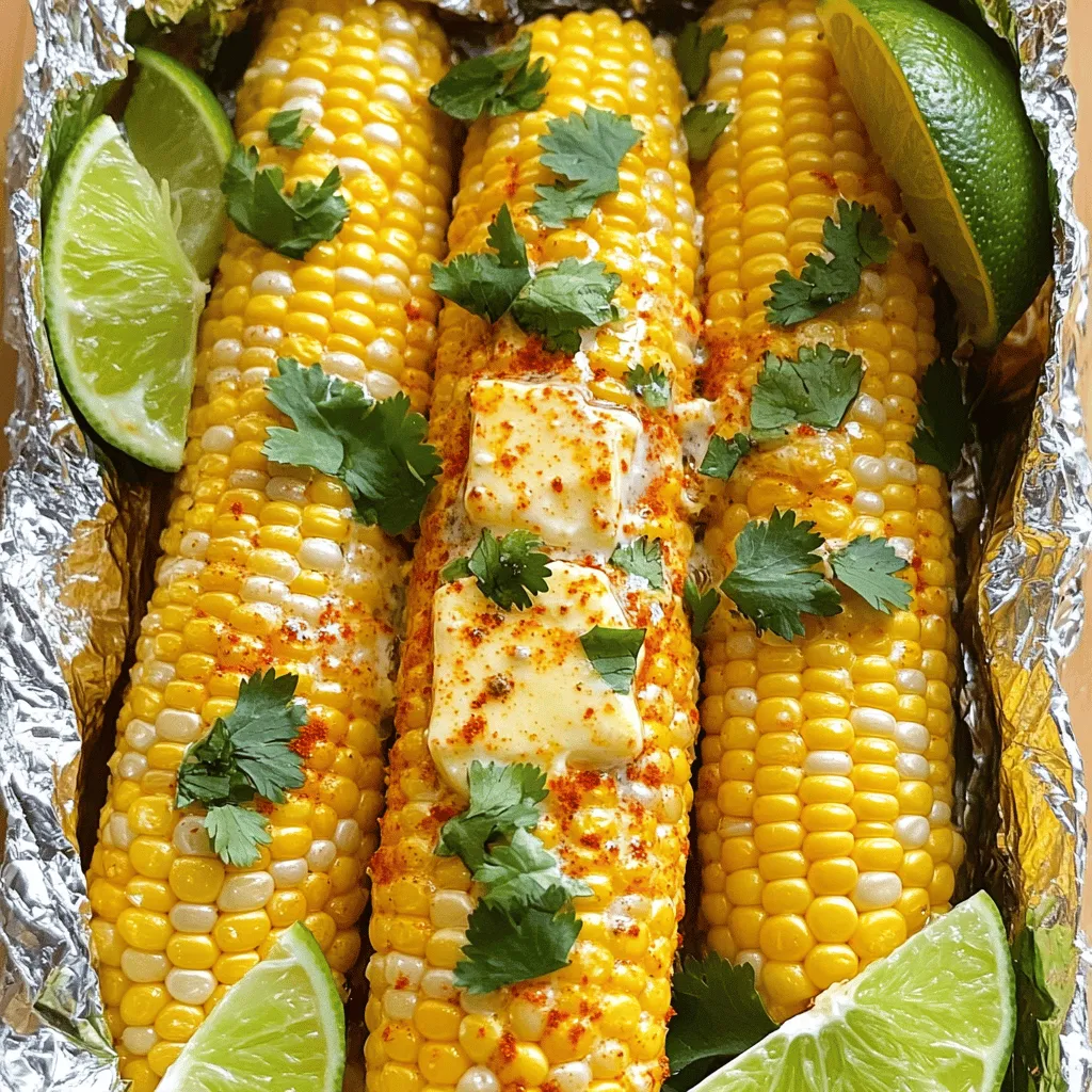 - 4 ears of fresh corn, husked - 4 tablespoons unsalted butter, softened - 1 teaspoon garlic powder - 1 teaspoon smoked paprika - 1 teaspoon sea salt - 1/2 teaspoon black pepper - Fresh herbs (such as cilantro or parsley) for garnish - Lime wedges for serving When making oven-roasted corn on the cob, fresh corn is key. Choose ears with bright green husks. The kernels should feel plump and firm. Next, butter is essential. It adds rich flavor and helps the spices stick. I prefer unsalted butter to control the salt level. For seasonings, garlic powder gives a nice kick. Smoked paprika adds a hint of smokiness. Sea salt brings out all the flavors. Black pepper adds warmth without overpowering the dish. Finally, garnishes make the corn shine. Fresh herbs like cilantro or parsley add color and freshness. Lime wedges provide a tangy zest that brightens up every bite. This simple combination makes your corn truly special. For the complete cooking details, check the Full Recipe. - Preheat your oven to 400°F (200°C). - Husk the corn and remove all silk strands. Rinse under cold water and pat dry. First, make sure to husk the corn well. You want all those silky strands gone for the best taste. A good rinse helps clean off any dirt. Patting them dry ensures that the butter sticks nicely. This step is simple, but it sets the stage for perfect corn. - In a small mixing bowl, combine softened butter with garlic powder, smoked paprika, sea salt, and black pepper. Next, grab a bowl and mix the butter with the spices. The garlic powder adds a nice flavor. Smoked paprika gives it a warm, smoky taste. Sea salt and black pepper bring it all together. Make sure the butter is soft. This helps it spread easily on the corn. - Spread the seasoned butter on the corn, then wrap in aluminum foil and roast for 25-30 minutes. Now it’s time to get cooking! Use a brush or your hands to spread the butter on each ear of corn. Make sure to cover every side well. Then, wrap each ear tightly in aluminum foil. This keeps the steam in and makes the corn tender. Place the wrapped corn on a baking sheet and pop it in the oven. Roast for 25-30 minutes. Turning them halfway through helps even cooking. When they’re done, unwrap carefully to avoid steam burns. Enjoy your delicious oven-roasted corn on the cob! For the complete recipe, check out the Full Recipe. To make sure your corn cooks evenly, turn it halfway through roasting. This small step helps each side get the same heat. You want every bite to be just as tasty as the next. I find this trick essential for great results. Let the seasoned butter sit for a few minutes before you spread it on the corn. This waiting time helps the flavors blend together. The garlic and paprika will mix nicely, giving you a richer taste. Trust me, this makes a big difference! Corn on the cob pairs well with lime wedges and fresh herbs. Squeeze some lime over the corn for a zesty kick. You can use herbs like cilantro or parsley for a fresh touch. These additions brighten up the dish and make it even more enjoyable. For the full recipe, check out the link! {{image_2}} To add some heat, sprinkle chili powder or cayenne pepper on the corn. This gives your dish a spicy kick. Mix the spices with the butter for a uniform taste. You can adjust the amount based on your spice preference. I love how the heat complements the sweetness of the corn. You can create a fresh flavor by mixing herbs into the butter. Try using basil, dill, or thyme. Chop the herbs finely and blend them with the softened butter. This adds a bright and aromatic touch to your corn. It makes a simple dish feel gourmet. For a cheesy delight, sprinkle parmesan cheese over the corn after unwrapping it. The heat will make the cheese melt slightly, giving a rich flavor. You can also use cotija or feta for a different twist. Cheese adds a savory depth that pairs well with the sweet corn. Each of these variations offers a new way to enjoy your Oven-Roasted Corn on the Cob. Try them all to find your favorite! For the complete recipe, check the Full Recipe above. Store leftover corn in an airtight container in the refrigerator for up to 3 days. This keeps the corn fresh and tasty. When you want to eat it again, just take it out and enjoy! To reheat, use an oven or a microwave. Keep the corn wrapped to hold in moisture. This helps it stay juicy and flavorful. If using the oven, heat it at 350°F (175°C) until warm. In the microwave, heat in short bursts, checking often. You can freeze corn for up to 2 months. Wrap each ear tightly in aluminum foil or plastic wrap. This prevents freezer burn and keeps the flavor. When you’re ready to use it, thaw in the fridge before reheating. Enjoy the taste of summer corn even in winter! It takes about 25-30 minutes at 400°F (200°C). Make sure to wrap the corn well. This helps trap steam and keeps it moist. Turning the corn once halfway through ensures even cooking. Fresh corn is best for great flavor and texture. However, you can use frozen corn if needed. Just be sure to thaw it first. The cooking time may change slightly, so keep an eye on it. Oven-roasted corn pairs well with many dishes. It is a great side for grilled meats. You can also mix it into salads for added crunch. Try it with lime wedges and fresh herbs for extra flavor. For the full recipe, check the earlier section! This blog post shared a simple way to make delicious oven-roasted corn. We covered ingredients, step-by-step instructions, helpful tips, and storage options. Remember, turning your corn halfway ensures even cooking. You can create variations to fit your taste, like adding spices or herbs. Enjoy the fresh flavors with lime and herbs. This method is easy and tasty. Now you can impress your family and friends with your corn skills! Cooking can be fun and rewarding, so dive in and enjoy your tasty creation.