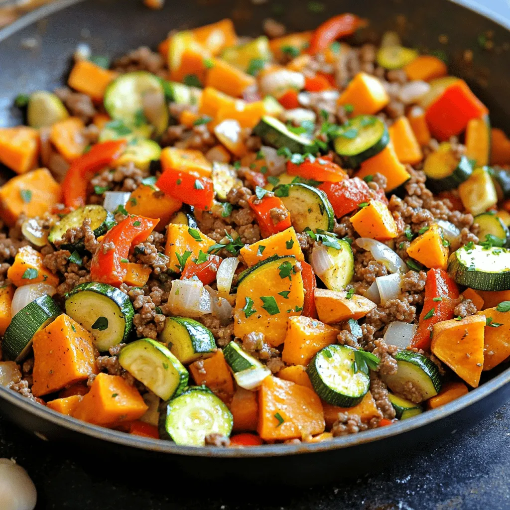 Ground Beef Zucchini Sweet Potato Skillet Delight