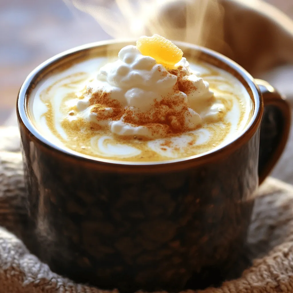 Key Ingredients for Ginger Coffee - 2 cups brewed coffee - 1 tablespoon fresh ginger, grated - 2 tablespoons brown sugar (or to taste) - 1/2 teaspoon cinnamon - 1/4 teaspoon nutmeg - 1 cup milk (or plant-based alternative) - Whipped cream (optional, for topping) - A small piece of candied ginger (for garnish) The main star of this drink is fresh ginger. It adds a spicy kick that wakes up your senses. The brown sugar balances the heat from the ginger. Cinnamon and nutmeg add warmth and depth to the flavor. You can choose your favorite coffee, but I suggest a medium roast for the best taste. Optional Add-Ins for Extra Flavor You can customize your ginger coffee with a few add-ins. Try a splash of vanilla extract for sweetness. A pinch of cayenne pepper can add heat if you like! For a creamier texture, consider adding flavored creamers. Recommended Types of Coffee to Use I recommend using medium to dark roast coffee. These types have rich flavors that pair well with the spices. If you prefer a lighter coffee, that works too. The key is to enjoy what you drink, so choose what you love! For the full recipe, you can refer to the Ginger Spice Coffee section above. To make ginger coffee, you need a few simple items. Gather these ingredients: - 2 cups brewed coffee - 1 tablespoon fresh ginger, grated - 2 tablespoons brown sugar (or to taste) - 1/2 teaspoon cinnamon - 1/4 teaspoon nutmeg - 1 cup milk (or plant-based alternative) - Whipped cream (optional, for topping) - A small piece of candied ginger (for garnish) These ingredients will help create a warm, spicy drink that wakes you up. Start by pouring the brewed coffee into a small saucepan. Add the grated ginger, brown sugar, cinnamon, and nutmeg. Heat the mixture over medium-low heat. Keep an eye on it to avoid boiling. Stir it occasionally until it steams. This step blends the flavors well. Once it is hot, strain the coffee through a fine-mesh sieve into a large mug. This removes the ginger bits but keeps all the flavor. In a separate saucepan, heat the milk until it is warm but not boiling. Froth the milk using a whisk or a milk frother. This adds a nice texture to your coffee. Once frothed, slowly pour the milk into the mug with the spiced coffee. Stir gently to mix. If you like, top it with whipped cream and add a piece of candied ginger. This gives your drink a sweet touch. Now, you have a delicious ginger coffee to enjoy! For the complete recipe, check out the full recipe section. Adjusting Sweetness and Spice Levels You can change the sweetness in your ginger coffee. Start with two tablespoons of brown sugar. Taste it, then add more if you want it sweeter. For spice, add more cinnamon or nutmeg if you like. A small pinch can change the flavor a lot. Always taste as you go. Best Brewing Methods for Ginger Coffee I recommend brewing your coffee using a French press or pour-over method. Both give you rich flavor. When you add ginger, it mixes well. Boil your water to the right temperature. This helps bring out the taste. Let it steep for four to five minutes for the best results. How to Keep Your Coffee Fresh To keep your coffee fresh, store it in an airtight container. Keep it in a cool, dark place. This helps prevent it from getting stale. If you make extra ginger coffee, let it cool first. Then, store it in the fridge. Just remember to drink it within a few days for the best taste. For the full recipe, check out the Ginger Spice Coffee section. Enjoy your flavorful cup! {{image_2}} Ginger coffee can take many forms. I love to explore these different styles. They all bring unique flavors and energy to your morning routine. Iced Ginger Coffee Recipe If you want a cold pick-me-up, try iced ginger coffee. Start by brewing a strong cup of coffee. Let it cool, then mix in grated ginger and sugar. Pour it over ice and add cold milk. This drink is refreshing, perfect for hot days. Ginger Coffee with a Twist (Add-ins) You can easily add new flavors to your ginger coffee. Try adding a splash of vanilla extract for extra warmth. A little cocoa powder can bring a chocolatey taste. If you love heat, add a pinch of cayenne pepper for a spicy kick. These twists make the drink even more fun. Comparison of Ginger Coffee with Other Spices Ginger coffee stands out among spiced drinks. It has a warm, zingy flavor that wakes you up. Cinnamon and nutmeg are common spices in coffee, too. They add sweetness and warmth. However, ginger gives a unique sharpness that sets it apart. It’s not just about taste; ginger also offers health benefits. It can help with digestion and boost energy. You can find a full recipe for ginger coffee above. Enjoy experimenting with these variations to find your favorite! To keep your ginger coffee fresh, store it properly. First, cool the coffee to room temperature before storing it. This helps prevent condensation, which can add water to your drink. - Best Practices for Storing Brewed Coffee Use a clean, airtight container. Glass jars work well. Avoid plastic containers, as they can absorb odors. Store the coffee in the fridge. It can last for up to three days, but the flavor may change over time. - Reheating Tips without Losing Flavor When it's time to reheat, pour your coffee into a saucepan. Heat it over low heat. This method keeps the flavor intact. Avoid using the microwave, as it can make the coffee taste burnt. Stir gently as it heats. - Freezing Ginger Coffee for Later Use If you want to save it longer, freeze your ginger coffee. Use ice cube trays for easy portions. Once frozen, transfer the cubes to a freezer bag. This way, you can thaw just what you need. When you’re ready, simply heat the cubes in a saucepan. For the full recipe, check the details above. What are the health benefits of ginger in coffee? Ginger adds a lot of good things to your coffee. It helps with digestion and reduces nausea. It can also boost your immune system. Some studies say it may lower inflammation and pain. Ginger may even help with blood sugar control. Can I use ground ginger instead of fresh? Yes, you can use ground ginger if you don't have fresh. Use about 1/4 teaspoon of ground ginger for each tablespoon of fresh. The flavor will be milder, but it still works well in your coffee. How does ginger coffee compare to regular coffee? Ginger coffee has a unique taste. It mixes the spice of ginger with the rich flavor of coffee. This drink can give you a different energy boost. You might feel warmer and more awake than with regular coffee. What are the best brands of ginger coffee to buy? Some popular brands of ginger coffee include Ginger Spice Coffee and other specialty blends. Look for brands that use fresh ingredients. You can also find local roasters who make ginger coffee blends. Check reviews to find the best options. For a delicious ginger coffee at home, try this Full Recipe. Ginger coffee blends great taste with health benefits. We explored key ingredients, brewing steps, and tips. You can adjust sweetness and spice to fit your taste. Plus, variations like iced ginger coffee offer new delights. Proper storage keeps your coffee fresh for later enjoyment. Remember, making ginger coffee is easy and fun. Enjoy experimenting with flavors and share your favorite versions! With every sip, you'll taste the warmth of ginger and coffee combined.
