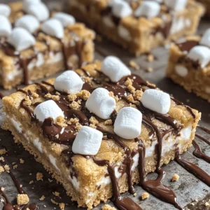 To make S'mores Cookie Bars, you'll need a few key ingredients. Each one plays a big role in creating that tasty flavor we all love. - 1 cup unsalted butter, softened - 1 cup brown sugar, packed - 1/2 cup granulated sugar - 2 large eggs - 2 teaspoons vanilla extract - 2 cups all-purpose flour - 1 teaspoon baking soda - 1/2 teaspoon salt - 1 cup chocolate chips (semi-sweet or milk chocolate) - 1 cup mini marshmallows - 1 cup graham cracker crumbs - Additional chocolate chips and marshmallows for topping The butter, sugars, and eggs create a rich base. The dry ingredients, like flour, baking soda, and salt, give structure. Flavor add-ins include chocolate chips, mini marshmallows, and graham cracker crumbs. These all come together for that classic s'mores taste. Check out the Full Recipe for more details on how to mix these ingredients for the perfect treat! 1. Preheat your oven to 350°F (175°C). Grease a 9x13 inch baking pan or line it with parchment paper. This helps with easy removal later. 2. In a large bowl, add 1 cup of softened butter, 1 cup of brown sugar, and 1/2 cup of granulated sugar. Mix until smooth and fluffy. 3. Beat in 2 large eggs, one at a time. Then add 2 teaspoons of vanilla extract. Mix well to combine. 4. In another bowl, whisk together 2 cups of all-purpose flour, 1 teaspoon of baking soda, and 1/2 teaspoon of salt. Gradually mix this dry blend into the wet ingredients until just combined. 1. Pour half of the cookie dough into the prepared baking pan. Spread it evenly and press it down gently. 2. Scatter 1 cup of mini marshmallows over the dough layer, followed by 1 cup of chocolate chips. This makes it extra gooey! 3. Crumble the remaining cookie dough evenly over the marshmallows and chocolate. Lightly press it down to form a top crust. 1. Bake in the preheated oven for 20-25 minutes. The top should be golden brown, and the edges will pull away from the pan. 2. Allow the bars to cool in the pan for at least 10 minutes. Use the parchment paper to lift them out and cut into squares. For more details, check the Full Recipe. Enjoy your tasty S'mores Cookie Bars! To bake the best S'mores cookie bars, timing and temperature are key. I recommend baking them at 350°F (175°C) for 20 to 25 minutes. Watch for a golden top with edges pulling away from the pan. This means they are ready! Butter consistency also matters. Use softened butter for a fluffy texture. Cold butter will make the bars dense and hard. Make sure it is at room temperature before mixing. You can swap out ingredients to fit your taste. For chocolate, try dark chocolate or even butterscotch chips. You can mix it up! If you want a twist, use flavored marshmallows like strawberry or caramel. If you need gluten-free options, use almond flour or coconut flour instead of all-purpose flour. For graham crackers, look for gluten-free brands available in stores. These swaps keep your treat tasty and inclusive for everyone. For the full recipe, check the recipe section above. {{image_2}} You can make S'mores Cookie Bars even better with fun flavors! Try adding peanut butter or Nutella. These spreads give a rich taste and creamy texture. Just swirl them into the dough before adding the other mix-ins. You can also switch up the chocolate. Use white chocolate or dark chocolate for a twist. Each type adds its own flavor, making your bars unique and tasty. Seasonal ingredients can change the game! In fall, add pumpkin spice to your dough. This gives a warm, cozy flavor. During the holidays, try using peppermint. Crushed candy canes can make your bars festive. These special touches keep your S'mores Cookie Bars exciting throughout the year. You can impress friends and family with these fun variations! To keep your S'mores Cookie Bars fresh, store them properly. You can keep them at room temperature in an airtight container. This way, they stay soft and tasty for up to three days. If you want to keep them longer, it’s best to refrigerate them. In the fridge, they can last for about a week. For longer shelf life, freezing is a great option. Cut the bars into squares and wrap each piece in plastic wrap. Then, place them in a freezer bag. You can freeze them for up to three months. Just remember to label the bag with the date. This ensures you know when to enjoy them again. When you’re ready to eat your S'mores Cookie Bars, reheating can restore their gooey texture. Preheat your oven to 350°F (175°C). Place the bars on a baking sheet and cover them with foil. Heat for about 10 minutes. This warms them up without drying them out. For a fun serving idea, drizzle some melted chocolate on top after reheating. You can also sprinkle a few extra mini marshmallows for that fresh s'mores effect. Enjoy your bars warm with a cold glass of milk for the best experience! How do I keep S'mores Cookie Bars from getting too dry? To keep your S'mores Cookie Bars soft, make sure not to overbake them. Bake just until the top is golden brown. You can also store them in an airtight container to lock in moisture. Adding extra mini marshmallows can help keep the bars chewy, too. Can I make the dough ahead of time? Yes! You can make the dough a day in advance. Just wrap it tightly in plastic wrap and store it in the fridge. When you're ready to bake, let it sit at room temperature for about 15 minutes before pressing it into the pan. What toppings can I add to customize my bars? You can get creative with toppings! Try adding crushed pretzels for a salty crunch or drizzle some caramel sauce for extra sweetness. Nuts, like walnuts or pecans, can add a nice texture too. Get fun and make your bars unique! Many people love S'mores Cookie Bars! Reviews often praise the gooey marshmallows and rich chocolate. Some home bakers have said they added peanut butter for a twist, and it worked great. I also like to share my own tweaks, like using dark chocolate chips for a deeper flavor. For the complete recipe details of S'mores Cookie Bars, check out the Full Recipe. In this blog post, we've explored how to make perfect S'mores Cookie Bars. You learned about the key ingredients, like butter and chocolate chips, and the step-by-step method for layering and baking. I shared tips for achieving the best texture and suggested fun variations and storage techniques. Enjoy making these bars for yourself or to share. With a few creative twists and careful attention, you'll have a treat that's a hit every time. Get ready to indulge in deliciousness!