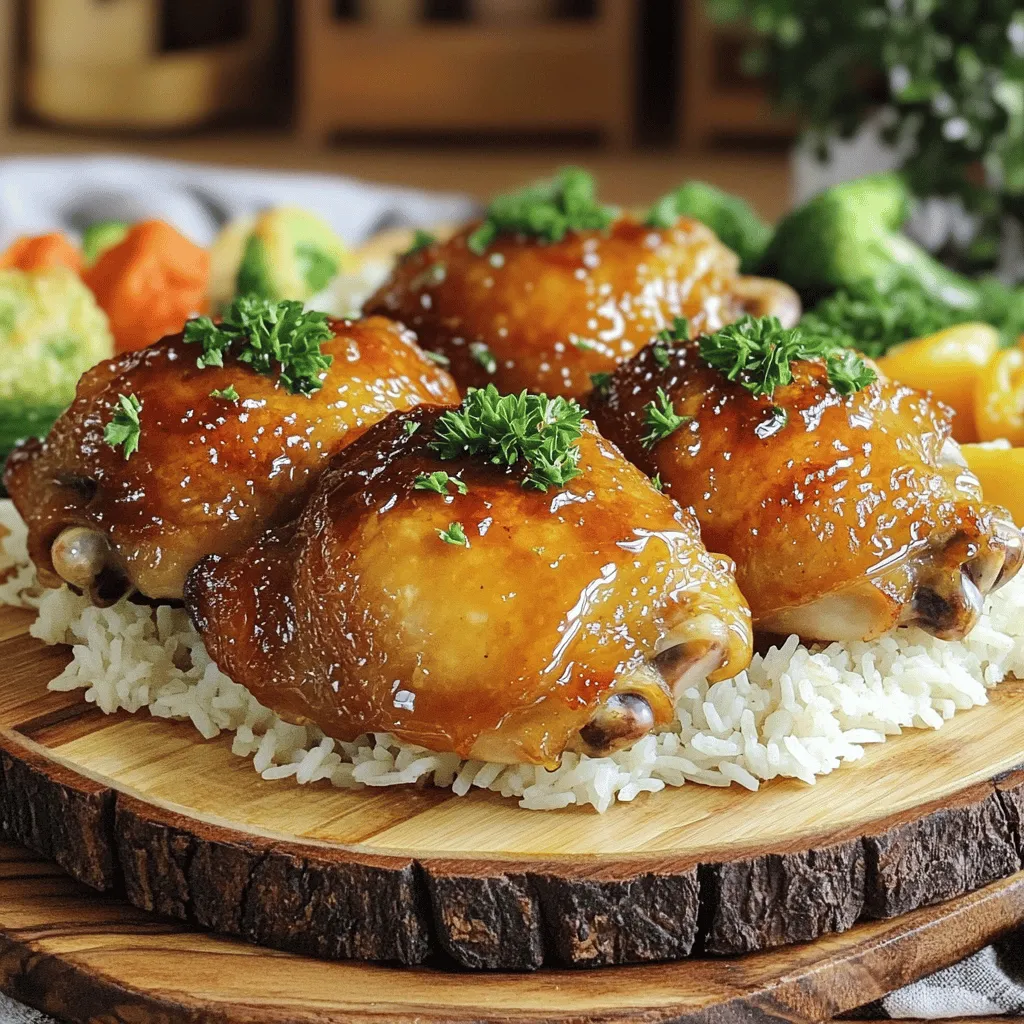 - 4 boneless, skinless chicken thighs - 2 tablespoons olive oil - 1 teaspoon smoked paprika - 1 teaspoon garlic powder - 1 teaspoon onion powder - 1 teaspoon dried thyme - ½ teaspoon salt - ½ teaspoon black pepper - ½ cup chicken broth - 2 tablespoons honey - 1 tablespoon Dijon mustard - Fresh parsley, chopped (for garnish) To make melt-in-your-mouth chicken, you need simple yet key ingredients. First, choose four boneless, skinless chicken thighs. These pieces keep the meat juicy and tender. Next, grab two tablespoons of olive oil for cooking. For seasoning, use smoked paprika, garlic powder, onion powder, dried thyme, salt, and black pepper. Each adds a unique flavor, making the chicken taste amazing. The sauce gives more depth to the dish. You'll need half a cup of chicken broth, two tablespoons of honey, and one tablespoon of Dijon mustard. These create a sweet and savory blend. Finally, don’t forget fresh parsley to garnish your dish. It adds color and a fresh touch. For the complete cooking steps, check out the Full Recipe. Enjoy cooking! Set your oven to 375°F (190°C). This temperature will help cook the chicken evenly. A well-preheated oven is key for that perfect finish. In a small bowl, mix the spices. Use smoked paprika, garlic powder, onion powder, thyme, salt, and black pepper. Rub this spice mixture all over the chicken thighs. Make sure every inch gets covered for the best flavor. Heat olive oil in a large oven-safe skillet over medium-high heat. Once hot, add the chicken thighs. Sear them for about 4-5 minutes on each side. Look for a nice golden-brown color. This step locks in juices and adds rich flavor. After browning, remove the chicken and set it aside. Lower the heat to medium in the same skillet. Add chicken broth, honey, and Dijon mustard. Stir well, scraping any browned bits off the bottom. This adds depth to your sauce. Let it simmer for about 2-3 minutes to blend the flavors. Return the seared chicken thighs to the skillet. Make sure they are coated with the sauce. Cover the skillet with a lid or aluminum foil. Transfer it to the preheated oven. Bake for 25-30 minutes until the chicken is cooked through and tender. You want it to reach a safe internal temperature. Take the skillet out of the oven. Let the chicken rest for a few minutes. This helps the juices settle. Drizzle some sauce over the chicken before serving. Garnish it with fresh chopped parsley for a pop of color. You can serve this dish with steamed vegetables or fluffy rice for a complete meal. For the full recipe, check out the details above. Marinating chicken adds depth to its flavor. Choose your marinade based on your taste. A mix of olive oil, lemon juice, and herbs works well. Aim for at least 30 minutes but overnight is best. The longer the chicken sits, the more flavor it soaks up. Make sure to cover the chicken in the marinade well. Always refrigerate it during this time. Searing is key to a tasty outer layer. Start with a hot skillet and use olive oil. Add chicken thighs and let them cook for 4-5 minutes on each side. Do not move the chicken too much; let it brown well. This step locks in juices. If you find the chicken browning too fast, lower the heat. You want a nice golden crust without overcooking. Serve your melt-in-your-mouth chicken with sides that enhance its flavor. Steamed vegetables like broccoli or carrots pair nicely. Fluffy rice or creamy mashed potatoes also work well. For a beautiful presentation, drizzle sauce over the chicken. Garnish with fresh parsley for a pop of color. A nice salad on the side adds freshness and balance. {{image_2}} You can change the flavor of your melt-in-your-mouth chicken easily. Adding citrus like lemon or lime gives a fresh taste. Herbs like rosemary or basil can also add depth. Just mix these in with your spice rub. A splash of orange juice in the sauce can also brighten the dish. These small changes can transform the meal into a new delight. If you want to try something different, use a slow cooker or grill. For the slow cooker, just add the seared chicken and sauce. Cook on low for 4-6 hours for tender results. The grill can give a nice char and smoky flavor. Just grill the marinated chicken over medium heat, flipping every few minutes until cooked through. Both methods offer unique tastes while keeping the chicken juicy. Do you like a little heat? You can easily spice up your chicken. Adding chili powder or crushed red pepper to the spice mix will do the trick. You can also slice jalapeños and add them to the sauce. For a smoky kick, try chipotle peppers in adobo sauce. These additions can bring a whole new level of excitement to your melt-in-your-mouth chicken. To keep your Melt-in-Your-Mouth Chicken fresh, store leftovers in an airtight container. Place the chicken in the fridge within two hours of cooking. It stays good for up to three days. Make sure to place any sauce in the same container. This helps keep the chicken moist. You can freeze this dish for later meals. Let the chicken cool completely before freezing. Then, wrap each piece tightly in plastic wrap. Place the wrapped chicken in a freezer-safe bag. Label the bag with the date. It can last up to three months in the freezer. To enjoy it later, just thaw it in the fridge overnight. Reheat your chicken without losing its tender texture. The best way is to use the oven. Preheat it to 350°F (175°C). Place the chicken in a baking dish and cover it with foil. Heat for about 20 minutes until warm. You can also reheat it in a skillet over low heat. Add a splash of chicken broth to keep it moist. Avoid using the microwave, as it can dry out the chicken. You can pair this chicken with many tasty sides. Here are some ideas: - Steamed broccoli - Garlic mashed potatoes - Fluffy white rice - Roasted carrots - Fresh green salad - Quinoa with herbs These sides balance the rich flavors of the chicken and make a complete meal. Yes, you can use chicken breasts. They will cook a little faster than thighs. Make sure to adjust the cooking time. Chicken breasts need about 20-25 minutes to cook. They may not be as juicy as thighs, but they still taste great. To ensure the chicken is safe to eat, check its internal temperature. The chicken should reach 165°F (75°C). Use a meat thermometer for accuracy. Insert it into the thickest part of the meat. This step is key for food safety. Absolutely! You can make the sauce ahead of time. Just combine the chicken broth, honey, and Dijon mustard. Store it in the fridge for up to three days. When you're ready to cook, just heat it in the skillet. This saves time on busy days. The secret lies in the cooking technique. Searing the chicken locks in juices, making it tender. Baking it in the sauce keeps it moist. The combination of spices also enhances flavor. This method ensures a delicious and tender result every time. For the full recipe, refer to the earlier sections. This blog post shared a great recipe for melt-in-your-mouth chicken. We covered the key ingredients, like chicken thighs, spices, and a tasty sauce. I walked you through every step, from prepping to baking. You learned tips for marinating and searing, plus flavor variations and storage instructions. In the end, cooking this dish will impress your family and friends. You can adapt it to fit your taste. Enjoy making this meal, and let the flavors shine!