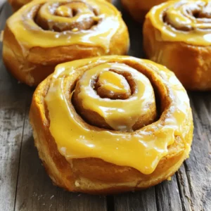 - 1/2 cup unsalted butter (plus 2 tablespoons for browning) - 1/2 cup whole milk, warmed - 1/4 cup granulated sugar - 1/4 cup packed brown sugar - 1/2 teaspoon salt - 2 1/4 teaspoons active dry yeast (1 packet) - 1 large egg, at room temperature - 1 cup pumpkin puree (fresh or canned) - 3 1/2 cups all-purpose flour (plus more for dusting) - 1 tablespoon ground cinnamon - 1/2 teaspoon ground nutmeg - 1/4 teaspoon ground ginger - 1/4 teaspoon ground cloves - 1 cup powdered sugar (for frosting) - 2-3 tablespoons milk (for frosting) - Chopped pecans or walnuts - A pinch of sea salt for extra depth - Vanilla extract for a sweet touch - 1/2 cup = 4 ounces - 1 cup = 8 ounces - 1 tablespoon = 3 teaspoons For the best taste, I recommend sticking to the listed ingredients. However, feel free to add nuts or a splash of vanilla. This can give your rolls a unique twist. If you’re unsure about measuring, use a kitchen scale. It helps make baking much easier. You can find the full recipe in the article for perfect results. Start by browning your butter. In a small pot, melt 1/2 cup of unsalted butter. Cook it over medium heat. Stir often until it turns a nice golden brown. You will smell a nutty aroma in about five minutes. Let it cool a bit. Next, activate the yeast. In a mixing bowl, combine the warmed milk, granulated sugar, and the active dry yeast. Wait about 5 to 10 minutes until it looks frothy. This shows your yeast is alive! Now mix in the wet ingredients. Add the cooled browned butter, egg, pumpkin puree, and salt into the yeast mixture. Stir until it's smooth. To make the dough, gradually add 2 cups of flour, cinnamon, nutmeg, ginger, and cloves into the wet mixture. Keep stirring until everything is combined. Then, add more flour until the dough is soft. Knead the dough on a floured surface for 5 to 7 minutes. You may need more flour to keep it from sticking. The dough should feel smooth and elastic. Place the dough in a greased bowl. Cover it with a damp towel or plastic wrap. Let it rise in a warm spot for about an hour, or until it doubles in size. For the filling, take a small bowl. Mix brown sugar, cinnamon, and 2 tablespoons of melted butter that isn’t browned. This will give your rolls a sweet and spicy flavor. After the dough has risen, punch it down gently. Roll it out on a floured surface into a rectangle, about 14 by 18 inches. Spread the filling evenly over the dough. Start from one edge and carefully roll the dough into a tight log. Cut the rolled dough into 12 equal pieces. Place them in a greased baking dish, cut side up. Cover the rolls and let them rise again for about 30 minutes until they look puffy. Preheat your oven to 350°F (175°C). Bake the rolls for 25 to 30 minutes, or until the tops are lightly golden. While they bake, prepare the frosting. Mix powdered sugar with 2 to 3 tablespoons of milk until it becomes drizzling consistency. Once your rolls are out of the oven and slightly cooled, drizzle the frosting over the top. Serve these warm for the best experience. For the complete process, check the Full Recipe. To get the best brown butter, heat the butter slowly in a small pan. Stir it often. Watch closely as it changes color. You want a rich, golden-brown hue. It should smell nutty. This process adds depth to your rolls. Remember, don’t rush it; take your time. You can tell if your dough is ready by doing a simple test. Poke the dough with your finger. If it springs back slowly, it’s ready. If it stays down, give it more time to rise. The dough should also feel soft and smooth. This means you’ve kneaded it just right. For the perfect frosting, mix powdered sugar with milk in a bowl. Start with two tablespoons of milk. Stir until smooth. If it’s too thick, add more milk, one teaspoon at a time. Drizzle the frosting over warm rolls. This makes a lovely glaze that melts into the rolls. For a fun twist, add a pinch of cinnamon to the frosting. This adds extra flavor and warmth. Check the [Full Recipe] for more details! {{image_2}} To make gluten-free brown butter pumpkin cinnamon rolls, switch out all-purpose flour. Use a gluten-free flour blend instead. Look for a blend that has xanthan gum, which helps with texture. It’s key to get a fluffy roll. Follow the same steps in the recipe. Just be mindful of the dough's texture. It might feel different. Let the dough rise well to ensure your rolls are light and airy. If you want to make vegan brown butter pumpkin cinnamon rolls, there are simple swaps. Replace the egg with a flax egg. To make a flax egg, mix 1 tablespoon of flaxseed meal with 2.5 tablespoons of water. Let it sit for about 5 minutes until it gels. Use plant-based butter instead of regular butter. Almond or oat milk works great in place of whole milk. These changes keep your rolls soft and tasty without any animal products. You can change the spices in your rolls for unique flavors. Try adding cardamom for a different twist. It pairs well with pumpkin. You can also add a bit of cocoa powder to the filling for a chocolatey surprise. For a bit of heat, mix in some ground ginger or allspice. Play around with extracts too! A splash of vanilla or almond extract can take your rolls to the next level. Always taste as you go to find what you love best. For the full recipe, check out the detailed steps provided earlier. Enjoy experimenting! To keep your brown butter pumpkin cinnamon rolls fresh, let them cool first. Place them in an airtight container. They can last for up to three days at room temperature. If you need to store them longer, put them in the fridge. Just be sure to wrap them tightly to avoid drying out. When you want to enjoy your leftover rolls, reheating is key. You can use a microwave or an oven. For the microwave, heat one roll for about 15-20 seconds. For the oven, preheat it to 350°F (175°C). Wrap the rolls in foil and warm them for about 10 minutes. This way, they stay soft and tasty. If you want to make your rolls last even longer, freezing is a great option. After they cool, wrap each roll in plastic wrap. Then, place them in a freezer bag. They can stay in the freezer for up to three months. When you're ready to eat, let them thaw in the fridge overnight. Then, reheat using the tips above. This method keeps them delicious! For the complete process, check the Full Recipe. Yes, you can use canned pumpkin. It saves time and works well. Just make sure to choose pure pumpkin, not pumpkin pie filling. Canned pumpkin has a smooth texture and rich flavor. This makes it easy to blend into the dough. I often use canned pumpkin when I want a quick treat. To help the rolls rise, use warm milk and yeast. Warm ingredients activate the yeast, which helps the dough rise. Let the dough rest in a warm place, away from drafts. Cover it with plastic wrap or a damp towel. You should see the dough double in size in about an hour. Patience is key! Yes, you can make the dough ahead of time. After kneading, place it in a greased bowl and cover it. You can let it rise for about 30 minutes, then chill it in the fridge. When you are ready, bring it back to room temperature. This way, you can enjoy fresh rolls with less work! For the full recipe, check the link above. This blog post covers everything you need for brown butter pumpkin cinnamon rolls. You learned about key ingredients, flavor options, and how to measure them. I explained each step from dough to filling to baking. Tips for perfect rolls and ways to adapt the recipe are also included. Lastly, I shared storage methods and answered common questions. Enjoy making these rolls, whether for a special occasion or a cozy treat. Happy baking!