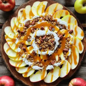 To make delicious caramel apple nachos, gather these simple ingredients: - 3 medium-sized apples (Granny Smith or Honeycrisp), sliced into thin rounds - 1 cup granola (your choice of flavor) - 1/2 cup caramel sauce (store-bought or homemade) - 1/4 cup mini chocolate chips - 1/4 cup crushed nuts (such as pecans or walnuts) - 1/4 cup shredded coconut (optional) - 1/2 teaspoon cinnamon (optional) - Whipped cream for drizzling (optional) For the best flavor, I recommend using Granny Smith or Honeycrisp apples. - Granny Smith apples are tart and crisp. They balance well with sweet toppings. - Honeycrisp apples are sweet and juicy, adding a nice contrast. Feel free to experiment with other apple types if you wish! You can customize your caramel apple nachos with fun toppings. Here are some ideas: - Crushed nuts: Add pecans or walnuts for crunch. - Shredded coconut: This gives a tropical twist. - Mini chocolate chips: These add rich sweetness. - Cinnamon: A sprinkle gives warmth and depth. - Whipped cream: Drizzle it on top for extra creaminess. These options make each bite even more special! For the full recipe, check the detailed instructions. First, wash the apples well. Use a sharp knife to slice them into thin rounds. Make sure to remove the core. I like using Granny Smith or Honeycrisp apples. They are crisp and tart, which adds a nice contrast to the sweet toppings. Now, take a large plate or platter. Arrange the apple slices in a circular pattern. Overlap them a bit to create a nacho base. This makes it easy to grab a slice. Next, drizzle caramel sauce over the apple slices. Make sure each slice gets a good coating. You want that sweet flavor in every bite. Sprinkle granola evenly over the caramel-covered apples. This adds a crunchy texture that pairs well with the soft apples. Now, add mini chocolate chips and crushed nuts on top. Nuts like pecans or walnuts work great. You can also sprinkle shredded coconut if you like. If you want a warm touch, dust some cinnamon over the nachos. Finally, drizzle whipped cream on top for extra fun. Serve the nachos right away and enjoy the mix of flavors and textures! For the full recipe, you can refer to the earlier section. Making your own caramel sauce is easy and tasty. You only need a few ingredients. Here’s a simple recipe: - 1 cup sugar - 6 tablespoons unsalted butter - 1/2 cup heavy cream - 1 teaspoon vanilla extract - A pinch of salt 1. In a medium pot, heat the sugar over medium heat. Stir it until it melts and turns golden brown. 2. Add the butter and mix well. The mixture will bubble up, so be careful. 3. Once mixed, slowly pour in the heavy cream while stirring. It may bubble again, so keep mixing. 4. Remove from heat and add vanilla and salt. Let it cool before using it on your nachos. Carmel apple nachos are fun to share. Here are some serving ideas: - Serve them as a dessert at parties or family gatherings. - Create a nacho bar where guests can add their own toppings. - Pair them with a scoop of vanilla ice cream for a sweet treat. - Use small bowls for caramel sauce and whipped cream for dipping. How you present your nachos matters. Here are some tips for a beautiful platter: - Arrange the apple slices in a circular pattern for a nice look. - Drizzle caramel sauce artfully over the apples. - Use colorful toppings like mini chocolate chips and coconut. - Garnish with whole apple slices around the platter for color. By following these tips, you’ll impress your guests and make your nachos look stunning! For the complete recipe, check the Full Recipe section. {{image_2}} You can mix flavors to make your Carmel Apple Nachos even better. Try adding peanut butter for a nutty touch. You could also swap caramel with chocolate sauce for a different taste. For a fruity twist, add berries like strawberries or raspberries on top. You can even sprinkle some sea salt for a sweet and salty blend. Each combination gives a unique flavor that everyone will love. To make the nachos gluten-free, check your granola. Many brands offer gluten-free options. For a vegan version, use a dairy-free caramel sauce. You can find this in stores or make it at home with coconut milk. Use dairy-free chocolate chips to keep it vegan. These changes let everyone enjoy this tasty treat without worry. Seasonal toppings can change your nachos for the better. In fall, add crushed candy corn or pumpkin spice. In winter, try pomegranate seeds for a pop of color and flavor. Spring can bring fresh mint leaves or citrus zest for brightness. In summer, use fresh peaches or cherries for a juicy twist. Each season brings new ideas to keep your nachos exciting and fresh. For the full recipe, check out the detailed instructions and ingredient list. To store leftover Carmel Apple Nachos, place them in an airtight container. They will stay fresh for about one day. The apples may get soft, but the flavors will still be good. If you have extra toppings, store them separately. This keeps them crunchy. To keep your ingredients fresh, follow these tips: - Apples: Store apples in the fridge. This helps them stay crisp longer. - Caramel Sauce: Keep it in a sealed jar in the fridge. It lasts for weeks. - Granola: Store granola in a cool, dry place. A sealed bag works best. - Nuts: Keep nuts in the fridge or freezer to prevent them from going stale. - Chocolate Chips: Store in a cool, dark place. They can last a long time if sealed. You do not need to reheat Carmel Apple Nachos. They taste best when fresh. If you want to warm the caramel, place it in the microwave for a few seconds. Just be careful not to overheat it. Enjoying this dish fresh makes it a tasty treat for everyone! For the complete recipe, visit the Full Recipe section. Yes, you can! Try pears, bananas, or strawberries. Each fruit brings a new flavor. For a tropical twist, use mango or pineapple. Just slice them thin, like apples. Remember, the key is to match the sweetness of the fruit with the caramel. To thicken your caramel sauce, cook it longer. Heat it on low until it bubbles. Stir often to avoid burning. You can also add a little butter or cream for a thicker texture. Let it cool slightly before drizzling. It will firm up as it cools. Store leftover nachos in an airtight container. Keep them in the fridge for up to two days. Reheat them gently in the oven. You can also repurpose them into a fruit salad or smoothie. Just blend the apples and toppings for a fun drink. For more ideas, check the Full Recipe. In this post, we explored the tasty world of caramel apple nachos. You learned about essential ingredients, step-by-step assembly, and helpful tips for serving. We also discussed fun variations to suit any diet and how to store your treats for later. Now, go ahead and create your own delicious batch. Enjoy mixing flavors and making memories with this fun dessert!