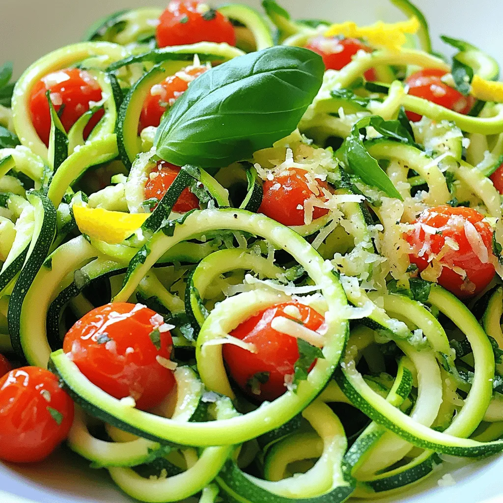 - 4 medium zucchinis - 1 tablespoon olive oil - 2 cloves garlic, minced - 1 cup cherry tomatoes, halved - 1 cup fresh basil leaves, roughly chopped - 1/4 teaspoon red pepper flakes - Salt and pepper to taste - 1/4 cup grated Parmesan cheese - Lemon zest for garnish To make Stanley Tucci's zucchini pasta, start with fresh, high-quality ingredients. You need four medium zucchinis, which are the star of this dish. Zucchini gives a light and fresh taste. Olive oil adds a rich flavor and helps cook the garlic. Minced garlic gives a savory touch that makes everything taste better. Cherry tomatoes add sweetness and a pop of color. Fresh basil brings a fragrant aroma and a hint of peppery taste. You can also add red pepper flakes for a little heat. Salt and pepper are essential for seasoning. If you like cheese, grated Parmesan adds creaminess and depth. Lastly, lemon zest gives a bright finish to the dish. For the full recipe details, check the Full Recipe. This simple list of ingredients will help you create a tasty meal that captures the essence of home cooking. - Wash the zucchinis well. - Use a spiralizer to create long noodles. - Set the prepared zucchini noodles aside. - Heat one tablespoon of olive oil in a large skillet. - Add two cloves of minced garlic and sauté for one minute. - Toss in one cup of halved cherry tomatoes. - If you like heat, add red pepper flakes. Cook for three to four minutes. - Add the zucchini noodles to the skillet. - Season with salt and pepper to taste. - Sauté for two to three minutes until tender. - Stir in one cup of roughly chopped basil. - If you want, sprinkle grated Parmesan cheese on top. - Mix to combine all flavors well. This recipe is quick, fresh, and packed with flavor. For more details, check the Full Recipe. To get the best texture, use fresh zucchinis. Choose ones that are firm and shiny. When spiralizing, aim for even noodles. This helps them cook just right. For a nice bite, avoid overcooking. Sauté for only 2-3 minutes. This keeps them tender yet crisp. To prevent soggy noodles, don't add too much salt early. Salt draws out moisture. It's best to season at the end. To boost flavor, add fresh herbs like thyme or oregano. These herbs pair well with zucchini. A hint of lemon juice can brighten the dish. For cheese, Parmesan is a classic choice. It adds a rich, salty note. If you want a creamier texture, try goat cheese. Both options enhance the meal beautifully. Cook your zucchini noodles for just a few minutes. This helps them stay crispy. Serve them right away to enjoy the best texture. Pair the dish with a light salad or grilled chicken for a full meal. A side of crusty bread also complements the flavors well. You can find the Full Recipe for more detailed steps. {{image_2}} For those avoiding gluten, zucchini pasta is a great choice. You can swap traditional pasta with zucchini noodles easily. They provide a light and healthy base for your meal. You can also mix in other vegetables like carrots or sweet potatoes. This adds color and flavor. These variations keep your dish fresh and exciting. If you want a vegan option, skip the cheese. Instead, try nutritional yeast for a cheesy flavor. It adds a nice touch without animal products. You can also boost flavor with spices like smoked paprika or lemon juice. These help enhance the taste without using meat or dairy. Using fresh, seasonal vegetables makes this dish even better. In the summer, add bell peppers or corn. In the fall, consider using squash or mushrooms. These local produce options add unique flavors. Adapting the recipe to what’s in season keeps it fresh. You can enjoy the best flavors all year round. To keep your zucchini pasta fresh, use airtight containers. Glass or plastic containers work well. Make sure the pasta cools before sealing. This helps keep moisture in check. Zucchini pasta can last in the fridge for up to three days. After that, it may lose some crunch. When reheating, avoid the microwave if possible. It can make the noodles soggy. Instead, use a skillet over low heat. Add a splash of olive oil to keep it moist. Stir gently until warm. You can also add leftover zucchini pasta to soups or salads for a tasty twist. This adds flavor and makes a new meal. You can use a vegetable peeler to create long strips of zucchini. Just peel the zucchini into thin, flat ribbons. You can also use a box grater. Simply grate the zucchini lengthwise for thin noodles. Both methods work well and give you a nice texture. Yes, many vegetables make great substitutes. Try using carrots, sweet potatoes, or butternut squash. You can mix different veggies to create unique flavors. Each vegetable has its own taste and texture, adding fun to your meal. Zucchini pasta is low in calories and carbs. One medium zucchini has about 33 calories and 6 grams of carbs. It also offers vitamins A and C, along with potassium. This dish is a great way to add nutrients to your diet without heavy carbs. You can find the Full Recipe for Stanley Tucci's Zucchini Pasta in the article above. It gives you all the steps and tips you need to make this delightful dish. You learned how to make a tasty zucchini pasta dish with fresh ingredients. We covered steps for preparing, cooking, and serving your meal. You can personalize it with different spices or vegetables. Remember to store your leftovers properly for later enjoyment. With these tips, you can create a delicious and healthy meal that impresses anyone. Enjoy your cooking and the great flavors of zucchini pasta!