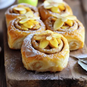 - 2 cups all-purpose flour - 1 tablespoon instant yeast - 1/4 cup granulated sugar - 1/2 teaspoon salt - 1/2 cup warm milk (110°F) - 1/4 cup unsalted butter, melted - 1 large egg - 1 teaspoon vanilla extract - 2 medium apples, peeled, cored, and diced - 1 tablespoon lemon juice - 2 teaspoons ground cinnamon - 1/4 cup packed brown sugar - 1/4 teaspoon nutmeg - 1/2 cup powdered sugar - 2 tablespoons milk When I whip up these apple cinnamon rolls, I love to start with the ingredients. They work together to create a warm and cozy treat. First, let’s talk about the dry ingredients. I use all-purpose flour for the best texture. Instant yeast makes the dough rise faster, while sugar and salt add flavor. Next, I prepare the wet ingredients. Warm milk helps activate the yeast. I melt the butter for richness. The egg gives a nice structure, and vanilla adds a delightful aroma. For the filling, I choose two medium apples. They should be juicy and sweet. I peel, core, and dice them before tossing them with lemon juice, cinnamon, brown sugar, and nutmeg. This mix creates a warm flavor that fills the rolls with happiness. The glaze is the final touch. I combine powdered sugar and milk for a sweet drizzle. If you want to make these tasty rolls, check the full recipe for all the details! - Combine 2 cups all-purpose flour, 1 tablespoon instant yeast, 1/4 cup granulated sugar, and 1/2 teaspoon salt in a bowl. - In another bowl, mix 1/2 cup warm milk, 1/4 cup melted butter, 1 large egg, and 1 teaspoon vanilla extract. - Pour the wet mix into the dry mix and stir until you form a soft dough. - Knead the dough for about 5-7 minutes on a floured surface until it feels smooth and elastic. - Place the dough in a greased bowl and cover it with a cloth. - Let the dough rise in a warm spot for about 1 hour, or until it doubles in size. - Toss 2 medium diced apples with 1 tablespoon lemon juice, 2 teaspoons ground cinnamon, 1/4 cup brown sugar, and 1/4 teaspoon nutmeg in a bowl. Set the filling aside. - Roll out the dough into a rectangle about 1/4 inch thick on a floured surface. - Spread the apple mixture evenly over the dough, leaving a small border around the edges. - Starting from one long side, tightly roll up the dough into a log. Pinch the seams to seal. - Slice the rolled dough into 10-12 equal pieces and place them in a greased baking dish. - Cover the baking dish with a cloth and let the rolls rise for an additional 30 minutes. - Preheat your oven to 350°F (175°C). - Bake the rolls for 20-25 minutes or until they turn golden brown. - While the rolls bake, mix 1/2 cup powdered sugar with 2 tablespoons milk to create a glaze. - Once the rolls cool slightly, drizzle the glaze over the top. For the complete recipe, check out the Full Recipe. Enjoy the warm goodness of these apple cinnamon rolls! - Use room temperature ingredients for better rising. This helps the yeast work well. - Ensure the milk is warm, not hot, to activate the yeast. Hot milk can kill the yeast. - For the filling, choose tart apples like Granny Smith or Honeycrisp. They add great flavor. - Peel and slice apples thinly for even cooking. Use a sharp knife to make this easy. - Add vanilla extract or spices like nutmeg to the glaze for extra flavor. This makes it special. - To adjust the glaze, add more milk for a thinner texture or more sugar for thickness. Using these tips will make your apple cinnamon rolls even better. If you want the full recipe, check it out in the earlier sections. {{image_2}} You can have fun with different fillings in your apple cinnamon rolls. Try using other fruits like pears or berries. These fruits add a fresh twist. They can change the whole taste! Adding nuts like walnuts or pecans gives the rolls a nice crunch. You can also use dried fruits, like raisins or cranberries, for extra flavor. Mix and match to find your favorite filling! For those with dietary needs, there are great alternatives. You can use gluten-free flour instead of all-purpose flour. Many brands offer good options that still taste great. If you want to make the rolls vegan, use plant-based butter and a flax egg instead of a real egg. Just mix one tablespoon of ground flaxseed with three tablespoons of water. Let it sit for a few minutes, and it thickens up nicely! These rolls are perfect for many occasions. Pair them with a warm cup of coffee or tea for a cozy treat. You can also serve them at brunch with fresh fruit and yogurt. For dessert, drizzle some extra glaze over them and add a scoop of vanilla ice cream. They look beautiful on a rustic wooden board, especially when you sprinkle cinnamon on top. This makes for a lovely presentation! For the full recipe, check out the details above! To store your apple cinnamon rolls in the refrigerator, place them in an airtight container. This method keeps the rolls fresh for up to 3 days. If you want to enjoy them warm, just pop them in the microwave for about 10-15 seconds. To keep the rolls extra soft, wrap them in plastic wrap before putting them in the container. For long-term storage, you can freeze apple cinnamon rolls. First, cool them completely. Then, wrap each roll in plastic wrap and place them in a freezer-safe bag. This way, they can last for up to 2 months. To reheat after freezing, let the rolls thaw overnight in the fridge. The next day, warm them in the oven at 350°F for about 10 minutes. Homemade apple cinnamon rolls last about 3 days in the fridge. After that, they may dry out or lose flavor. Watch for signs of spoilage, like mold or an off smell. If you see any of these, it’s best to toss the rolls. Enjoy your delicious creations while they are fresh! To check if the rolls are done, look for a golden-brown color. You can also tap the bottom of a roll. If it sounds hollow, it is ready. Another way is to use a toothpick. Insert it in the center; it should come out clean. Yes, you can make the dough ahead. Prepare it, then let it rise. After one hour, punch it down, cover it, and place it in the fridge. You can store it for up to 24 hours. When ready, let it warm up before rolling. If your dough doesn’t rise, check the yeast. It could be old or not activated. Ensure your warm milk is about 110°F. Too hot can kill the yeast. If it still doesn’t rise, let it sit longer in a warm place. Yes, you can use substitutes. Applesauce works well, about 1/4 cup for one egg. You can also use mashed banana or a flaxseed mixture. Mix one tablespoon of flaxseed with three tablespoons of water. Let it sit until thick. Try adding more spices like ginger or allspice. You can also mix in a pinch of vanilla or maple syrup in the filling. For extra crunch, consider adding chopped nuts like walnuts or pecans. Absolutely! Store-bought dough can save time. Look for a quality bread or pizza dough. Just roll it out, add your apple filling, and follow the rest of the steps. This gives you quick, tasty rolls without all the work. For the full recipe, check out the detailed ingredient list and steps above. Enjoy your baking! In this post, we covered the key ingredients and steps for making delicious apple cinnamon rolls. You learned how to mix dry and wet ingredients, prepare the filling, and bake rolls to perfection. Remember to use fresh apples and warm milk for the best results. These rolls are perfect for sharing at brunch or enjoying as a sweet treat. With a few variations and storage tips, you can adapt this recipe to fit your needs. Happy baking!