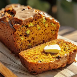 To make a great pumpkin zucchini bread, gather these key items: - 1 cup shredded zucchini (about 1 medium zucchini) - 1 cup canned pumpkin puree - 1/2 cup vegetable oil - 1/2 cup brown sugar - 1/2 cup granulated sugar - 2 large eggs - 1 teaspoon vanilla extract - 1 1/2 cups all-purpose flour - 1 teaspoon baking soda - 1/2 teaspoon baking powder - 1 teaspoon ground cinnamon - 1/2 teaspoon ground nutmeg - 1/4 teaspoon ground ginger - 1/2 teaspoon salt These ingredients work together to create a moist, flavorful bread that you’ll love. For extra flavor and texture, consider adding these optional ingredients: - 1/2 cup chopped walnuts or pecans - 1/4 cup mini chocolate chips These add-ins can make your bread even more delightful and special. You can mix and match based on your taste. Measuring your ingredients correctly is vital. Here are some tips: - Use dry measuring cups for flour and sugar. - Pack the brown sugar firmly into the cup. - Grate the zucchini finely for even mixing. Accurate measuring ensures your pumpkin zucchini bread turns out perfect every time. Follow these tips for the best results. For the complete recipe, check the Full Recipe above. Start by gathering your ingredients. You need: - 1 cup shredded zucchini (about 1 medium zucchini) - 1 cup canned pumpkin puree - 1/2 cup vegetable oil - 1/2 cup brown sugar - 1/2 cup granulated sugar - 2 large eggs - 1 teaspoon vanilla extract - 1 1/2 cups all-purpose flour - 1 teaspoon baking soda - 1/2 teaspoon baking powder - 1 teaspoon ground cinnamon - 1/2 teaspoon ground nutmeg - 1/4 teaspoon ground ginger - 1/2 teaspoon salt - 1/2 cup chopped walnuts or pecans (optional) - 1/4 cup mini chocolate chips (optional) Preheat your oven to 350°F (175°C). Grease a 9x5-inch loaf pan or use parchment paper for easy removal. In a large bowl, whisk the shredded zucchini, pumpkin puree, oil, brown sugar, granulated sugar, eggs, and vanilla until mixed well. In another bowl, sift together the flour, baking soda, baking powder, and spices. Slowly add the dry mix to the wet mix. Stir gently until combined. If you want, fold in nuts or chocolate chips for extra flavor. Pour the batter into your loaf pan. Spread it evenly with a spatula. Place the pan in the oven and bake for 55-65 minutes. Check doneness by inserting a toothpick into the center. It should come out clean. If it’s not done, give it a few more minutes. When your bread is done, take it out of the oven. Let it cool in the pan for about 10 minutes. After that, transfer the bread to a wire rack. This lets it cool completely. If you slice it too soon, it might fall apart. Once cool, enjoy your tasty Pumpkin Zucchini Bread! For the full recipe, you can refer back to the ingredients section. To keep your pumpkin zucchini bread moist, use fresh zucchini. Shred it right before mixing. The moisture from the zucchini helps the bread stay soft. Also, do not overmix the batter. Mixing too much can make the bread dry. Use a toothpick to check for doneness. If it comes out clean, your bread is ready. One common mistake is using too much flour. Always spoon flour into your measuring cup. Then level it off with a knife. If you pack the flour, your bread can become dense. Another mistake is not letting the bread cool properly. Cooling helps the flavors develop. Do not rush this step, as it can lead to a gummy texture. Use a sturdy mixing bowl for combining ingredients. A whisk is great for mixing wet ingredients. For dry ingredients, a sifter will help avoid lumps. A loaf pan lined with parchment paper helps with easy removal. Also, have a reliable toothpick on hand for testing doneness. These tools make the process smoother and more enjoyable. For the full recipe, refer to the section above. {{image_2}} You can make this pumpkin zucchini bread lighter. Use applesauce instead of oil. This swap cuts fat but keeps moisture. You can also use whole wheat flour. It adds fiber and nutrition. If you want less sugar, try using maple syrup or honey. Just remember to adjust the liquid in your recipe. Want to spice things up? Add a pinch of ground cloves or allspice. These add warmth and depth to the bread. You can also mix in dried fruits like cranberries or raisins. They bring a nice chewiness and sweetness. For a chocolate twist, use dark chocolate chips instead of mini ones. This adds richness without being too sweet. Make this bread festive for the holidays! Add chopped fresh cranberries for a tart flavor. You can also use pumpkin pie spice instead of individual spices. This gives a bold pumpkin flavor. Try adding orange zest for a bright, citrus twist. It pairs well with both pumpkin and zucchini. Each of these twists lets you enjoy a new take on the classic recipe. For the full recipe, check out the details above. To keep your pumpkin zucchini bread fresh, store it in an airtight container. This helps it stay moist and flavorful. You can also wrap the bread in plastic wrap. Place it in a cool, dry spot like your kitchen counter. If you want to keep it for a longer time, the fridge is a good choice. Just remember to let it cool completely before wrapping. If you want to save some for later, freezing is a great option. Slice the bread first for easy thawing. Wrap each slice in plastic wrap, then place them in a freezer bag. Be sure to label the bag with the date. This way, you will know how long it has been in the freezer. Pumpkin zucchini bread can last up to three months in the freezer. To enjoy your frozen slices, simply take out what you need. Thaw the bread in the fridge overnight for best results. If you're in a hurry, you can use the microwave. Heat a slice for 15 to 20 seconds. For a crispier texture, pop it in a toaster oven until warm. This will bring back its fresh-baked taste. Yes, you can use fresh zucchini. Just make sure to shred it finely. The moisture from fresh zucchini helps keep the bread moist. If you use larger pieces, the bread may not bake evenly. Pumpkin zucchini bread lasts about 3 to 5 days at room temperature. Keep it in an airtight container. If you want it to last longer, refrigerate it for up to a week. For even longer storage, freeze it. Yes, you can substitute other flours. Whole wheat flour gives a nutty flavor. Almond flour makes it gluten-free. If you use a different flour, adjust the liquid. Some flours absorb more moisture than all-purpose flour. Serve pumpkin zucchini bread warm for the best taste. A pat of butter adds a rich flavor. You can also spread cream cheese on top. For a festive touch, sprinkle cinnamon on it. Enjoy it as a snack or breakfast treat. For the full recipe, refer to Pumpkin Zucchini Delight Bread. To wrap up, we explored the key ingredients and step-by-step instructions for pumpkin zucchini bread. I shared tips on moisture, common mistakes, and tools to enhance your baking. We also discussed fun variations and best practices for storage. With these insights, you can confidently bake delicious pumpkin zucchini bread. Enjoy experimenting with flavors and impressing friends and family with your creations. Happy baking!