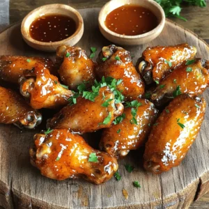 To make Incredible Hot Honey Chicken Wings, you need these simple items: - 2 lbs chicken wings - 1 tablespoon olive oil - 1 teaspoon garlic powder - 1 teaspoon onion powder - 1 teaspoon smoked paprika - ½ teaspoon cayenne pepper (adjust for heat level) - Salt and pepper to taste - ½ cup honey - 2 tablespoons apple cider vinegar - 1 tablespoon sriracha (optional, for added heat) - Fresh parsley, chopped (for garnish) You can swap some ingredients to fit your taste or what's in your pantry: - Chicken wings: Drumsticks or thighs work too. - Olive oil: Use vegetable oil or melted butter for a different flavor. - Honey: Try maple syrup or agave for a unique twist. - Apple cider vinegar: White vinegar or lemon juice can substitute here. - Sriracha: Use any hot sauce you like for heat. Quality ingredients make a difference in taste. Here are some quick tips: - Chicken: Choose fresh, organic wings if possible. They taste better. - Spices: Use fresh spices; they have more flavor than old ones. - Honey: Look for pure honey with no additives. It’s sweeter and richer. - Vinegar: Opt for raw apple cider vinegar for added health benefits. These tips will help you create wings that burst with flavor. For the complete recipe, refer to the Full Recipe. First, preheat your oven to 425°F (220°C). This step is key for crispy wings. Next, take 2 lbs of chicken wings and pat them dry using paper towels. This helps them crisp up nicely. Place the wings in a large bowl. Now, drizzle them with 1 tablespoon of olive oil. Sprinkle in 1 teaspoon each of garlic powder and onion powder. Add 1 teaspoon of smoked paprika and ½ teaspoon of cayenne pepper. Adjust the cayenne if you want less heat. Finally, add salt and pepper to taste. Mix everything well so the wings are fully coated. Line a baking sheet with foil for easy cleanup. Then, place a wire rack on top of the sheet. This rack allows air to flow around the wings. Arrange the coated wings in a single layer on the rack. Bake them in the preheated oven for about 40-45 minutes. Turn the wings halfway through to ensure even cooking. You will know they are done when they are golden brown and crispy. While the wings bake, start the hot honey sauce. In a small saucepan over medium heat, combine ½ cup of honey, 2 tablespoons of apple cider vinegar, and 1 tablespoon of sriracha if you want some extra heat. Stir the mix until it is well combined. Let it simmer for about 5 minutes. The sauce should thicken slightly. Once ready, remove it from the heat and set it aside. This step is crucial as the hot honey sauce adds a sweet and spicy kick to the wings. When the wings are done, toss them in this delicious sauce. Enjoy your Incredible Hot Honey Chicken Wings! For the full recipe, check the section above. To get those wings crispy, you need to dry them well. After washing, use paper towels to pat them dry. This step helps remove moisture that can make wings soggy. Next, coat the wings with olive oil and seasoning. This adds flavor while helping them crisp in the oven. Use a wire rack for baking. This allows hot air to circulate around the wings. Bake at 425°F (220°C) for 40-45 minutes. Flip them halfway for even cooking. Enhancing flavor is simple. Start with good spices like garlic powder and smoked paprika. You can also add cayenne for heat. Adjust this to your taste. For the hot honey sauce, mix honey with apple cider vinegar. This combo brings sweetness and tang. If you like heat, include sriracha. Let it simmer to thicken. This step intensifies the flavor. One common mistake is overcrowding the baking sheet. Wings need space to crisp up. If they touch, they will steam instead. Another mistake is not preheating the oven. An oven that isn’t hot enough won’t cook the wings well. Lastly, don’t skip the drying step. Moisture is the enemy of crispy wings. Follow these tips for a tasty and crispy result. For the full recipe, check out the Incredible Hot Honey Chicken Wings section. {{image_2}} To make BBQ hot honey chicken wings, start with the same base recipe. Use your favorite BBQ sauce mixed with honey for a sweet and smoky flavor. Just blend ½ cup of BBQ sauce with ½ cup of honey. Coat the wings in this mix before baking. The BBQ adds a nice twist to the sweet heat. For spicy garlic honey wings, add more garlic and some chili flakes. Mix 1 tablespoon of minced garlic into the hot honey sauce. You can also add 1 teaspoon of chili flakes for extra heat. This version gives you a robust garlic flavor with a spicy kick. It's perfect for garlic lovers! You can cook these wings in different ways. Baking is easy and healthier. It gives you crispy wings without much oil. Frying makes them extra crispy and is faster. If you fry, heat oil to 375°F (190°C) and cook wings for about 8-10 minutes. Both methods work great, so choose what you like best! For the full recipe, check out the Incredible Hot Honey Chicken Wings section. To store leftover wings, let them cool down first. Place the wings in an airtight container. You can also wrap them tightly in foil or plastic wrap. This keeps them fresh. Store the container in the fridge for up to four days. If you want to keep them longer, freezing is a good option. When it's time to eat the wings again, you can reheat them easily. The best way is in the oven. Preheat your oven to 375°F (190°C). Place the wings on a baking sheet. Heat them for about 15-20 minutes. This method helps them stay crispy. You can also use a microwave, but the wings may not be as crispy. If you use the microwave, heat them in short bursts. Check every minute until hot. If you wish to store wings for a long time, freezing is perfect. First, let the wings cool completely. Then, place them in a freezer-safe bag. Remove as much air as possible before sealing. Label the bag with the date. You can freeze them for up to three months. When ready to enjoy, thaw them in the fridge overnight. Then, reheat as described above. This keeps the wings tasty and ready to eat anytime. For the full recipe, check out the previous section! The best temperature to bake chicken wings is 425°F (220°C). This high heat helps wings become crispy on the outside while staying juicy inside. I find this temperature perfect for achieving that ideal texture. Just make sure to flip the wings halfway for even cooking. Yes, you can make the hot honey sauce in advance. Just store it in an airtight container in the fridge for up to a week. When you're ready to use it, heat it gently on the stove. This way, you save time on game day or dinner night. Several sides go great with hot honey chicken wings. Here are a few ideas: - Celery sticks - Carrot sticks - Blue cheese or ranch dressing for dipping - French fries - Cornbread These sides add a nice balance to the sweet and spicy flavors of the wings. You can mix and match based on what you enjoy! For the full recipe, check [Full Recipe]. This article covered how to make delicious hot honey chicken wings. We discussed ingredient lists, substitutions, and tips for quality. You learned step-by-step instructions for preparation, baking, and making the hot honey sauce. I shared tricks for crispy wings and flavor boosts while avoiding common mistakes. We explored tasty variations, storage, and reheating methods. Enjoy your cooking adventure with hot honey wings. With these tips, you’ll impress your family and friends!