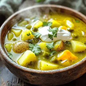 Green Chile Cheeseburger Soup has simple and tasty ingredients. Each one adds flavor and texture. Here’s what you need: - 1 pound ground beef - 1 medium onion, diced - 2 cloves garlic, minced - 2 medium potatoes, peeled and diced - 4 cups beef broth - 1 can (4 oz) diced green chiles - 1 teaspoon ground cumin - 1 teaspoon chili powder - 1 cup sharp cheddar cheese, shredded - 1 cup milk - 2 tablespoons olive oil - Salt and pepper to taste - Fresh cilantro, for garnish (optional) - Sour cream, for serving (optional) These ingredients combine to create a rich and hearty soup. The green chiles give it a nice kick, while the cheese adds creaminess. Choosing fresh ingredients is key for great flavor. Here are some tips: - Beef: Look for bright red ground beef. It should not have any brown spots. - Onion: Choose firm onions with dry, papery skin. Avoid any soft or sprouted ones. - Garlic: Select garlic bulbs that feel heavy and firm. Avoid anything soft or moldy. - Potatoes: Pick potatoes that are smooth and firm. Stay away from those with green spots or sprouts. - Diced Green Chiles: Check the can for a good expiration date. Look for brands with minimal additives. Fresh ingredients make the soup more vibrant and tasty. Sometimes, you might need to swap ingredients. Here are some substitutes: - Ground Beef: Use ground turkey or chicken for a lighter option. - Beef Broth: Vegetable broth works well if you want a different base. - Sharp Cheddar Cheese: Try Monterey Jack or Pepper Jack for a nice twist. - Milk: Almond milk or oat milk can replace regular milk for a dairy-free version. - Potatoes: Sweet potatoes offer a nutritious and sweet alternative. These substitutes can change the flavor and texture of the soup, making it your own. To start, gather your ingredients. You need ground beef, onion, garlic, potatoes, beef broth, green chiles, spices, cheese, and milk. Chop the onion and garlic into small pieces. Peel and dice the potatoes into bite-sized cubes. This helps them cook evenly. In a large pot, heat olive oil over medium heat. Add the diced onion first. Cook it for about five minutes until it softens. Then, add minced garlic. Stir it for about a minute. Next, put in the ground beef. Cook it for about seven to eight minutes. Break it up with a spoon as it cooks. Once browned, drain any fat if needed. Now, add the diced potatoes, beef broth, and diced green chiles. Sprinkle in the ground cumin and chili powder. Bring this mixture to a boil, then lower the heat to a simmer. Cover the pot and let it cook for about 15 to 20 minutes. You want the potatoes to be tender. When the potatoes are soft, stir in the milk and cheese. Keep stirring until the cheese melts. Taste your soup and add salt and pepper as needed. To make this soup really shine, balance the flavors well. The beef gives a hearty taste, while the green chiles add a nice kick. The sharp cheddar cheese brings creaminess and richness. Adjust the spices to your liking. If you want more heat, add extra green chiles or chili powder. For a fresh touch, sprinkle some chopped cilantro on top before serving. A dollop of sour cream also adds a creamy layer. This Green Chile Cheeseburger Soup is a warm and tasty meal that brings comfort. Check out the Full Recipe for more details! When cooking ground beef, use a large pot. This gives the beef room to cook evenly. Start with medium heat. This prevents the meat from burning. Break the beef into small pieces as it cooks. This helps it brown well. Drain any excess fat if needed. Too much fat can make the soup greasy. To keep your soup creamy, add milk after the potatoes are soft. This helps the milk blend well. Stir in the cheese slowly. This way, it melts evenly. For extra creaminess, use whole milk or heavy cream. You can also add a little sour cream when serving. This adds a nice tangy flavor. For more flavor, try adding more spices. Extra chili powder or cumin works well. You can also add a splash of hot sauce for heat. Fresh herbs like cilantro brighten the soup. If you want a smoky taste, add smoked paprika. Each of these tips helps make your soup even better. For the complete recipe, be sure to check the Full Recipe section. {{image_2}} You can change this soup to fit your taste. Try using ground turkey instead of beef. This swap makes the soup lighter but still tasty. You can also add more vegetables. Corn, bell peppers, or even spinach work well. These veggies add color and nutrition. If you want a creamier soup, try adding more cheese or a splash of heavy cream. These small changes let you enjoy this soup your way. You can make a vegetarian version of this soup easily. Use plant-based ground meat instead of beef. Many brands taste great and can fool meat lovers! Replace the beef broth with vegetable broth for a vegan base. For creaminess, use almond milk or coconut milk. Nutritional yeast adds a cheesy flavor without dairy. Top your soup with avocado or cashew cream for richness. These swaps keep the heartiness while making it suitable for everyone. If you like heat, add more green chiles or jalapeños. This gives an extra kick to your soup. You can also sprinkle in some cayenne pepper or hot sauce while cooking. If you prefer mild flavors, stick to the recipe as is. You can always add spice later when serving. This way, everyone can enjoy their own level of heat. Adjusting the spice makes this soup fun and flexible. After enjoying your Green Chile Cheeseburger Soup, let it cool down. You can speed up cooling by placing the pot in a cold water bath. Stir the soup gently to help it cool evenly. Once it's at room temperature, transfer it to an airtight container. Store it in the fridge. This soup stays fresh for up to three days. Always label your container with the date. This helps you keep track of its freshness. If you want to keep your soup longer, freezing is a great option. First, make sure the soup is completely cool. Pour it into freezer-safe containers or heavy-duty freezer bags. Leave some space at the top, as soup expands when frozen. You can freeze it for up to three months. For best quality, avoid freezing soup with dairy. If you freeze it with cheese, the texture may change upon thawing. When you're ready to enjoy your frozen soup, thaw it overnight in the fridge. For reheating, use a pot on the stove over medium heat. Stir often to ensure even heating. If the soup seems thick, add a splash of milk or broth to thin it out. You can also microwave it in a microwave-safe bowl. Heat in short bursts, stirring in between. This way, you keep the soup creamy and delicious, just like when you first made it. For the full recipe, check the details provided earlier. To add heat, use more diced green chiles. You can add jalapeños for extra spice. Another option is to sprinkle in some cayenne pepper. Taste as you go to find the right level. This soup can be adjusted to suit your heat preference. Yes, you can make this soup ahead of time. Cook it fully and let it cool. Store it in the fridge for up to three days. Reheat it on the stove over low heat. Stir often to keep it smooth. If it thickens, add a bit of milk or broth. This soup goes well with crusty bread or soft tortillas. A fresh salad adds a nice crunch. You can also serve it with tortilla chips for some extra texture. Think about a side of guacamole or salsa for added flavor. These sides make your meal even more satisfying. This post covered essential steps to make Green Chile Cheeseburger Soup. We explored choosing fresh ingredients and tips for customizing the recipe. I shared how to prepare, cook, and balance flavors for the best soup. Plus, I offered storage tips and answered common questions. Remember, your soup can be spicy or mild, vegetarian or not. Enjoy experimenting with flavors while making this dish. Have fun cooking, and enjoy your delicious soup creation!