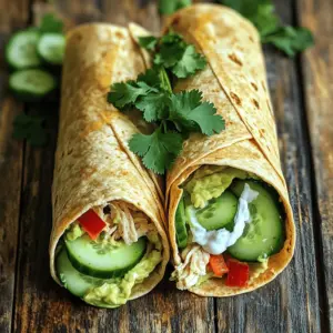 To make healthy chicken wraps, you need these key ingredients: - 2 large whole wheat tortillas - 1 cup cooked chicken breast, shredded - 1 ripe avocado, mashed - 1 small cucumber, thinly sliced - 1/2 red bell pepper, julienned - 1/4 cup Greek yogurt These ingredients create a tasty base. The tortillas are soft and hold everything together. Chicken adds protein, while avocado gives healthy fats. Cucumber and red bell pepper add crunch and color. To elevate your chicken wraps, don’t forget these seasonings: - 1 tablespoon lime juice - 1 teaspoon garlic powder - 1 teaspoon paprika - Salt and pepper to taste These flavors bring life to your wraps. The lime juice adds zest. Garlic powder gives depth, and paprika adds a subtle warmth. Salt and pepper enhance everything, making your wrap delicious. Want to jazz up your wraps? Consider these add-ins: - Fresh cilantro leaves for garnish - Spinach or kale for extra greens - Diced tomatoes for added juiciness These options make your wraps unique. Fresh cilantro gives a burst of flavor. Greens add nutrition, while tomatoes bring freshness. You can mix and match these add-ins based on your taste and mood. For the complete recipe, check out the Full Recipe section. First, grab a medium bowl. Add the shredded chicken, Greek yogurt, lime juice, garlic powder, paprika, salt, and pepper. Mix it all together until the chicken is well-coated. This step is key to adding flavor to your wraps. You want the chicken to taste zesty and fresh. Now, lay one whole wheat tortilla flat on your counter. Spread half of the mashed avocado on it. This adds a creamy texture. On one side, place half of the chicken mixture. Next, add the sliced cucumber, julienned red bell pepper, and a few cilantro leaves for that fresh kick. To roll, start from the side with the filling. Tuck in the sides as you roll away from you. This keeps everything inside. Once rolled, slice the wrap in half diagonally. It looks great and is easy to eat. Serve these wraps right away or wrap them in parchment for lunch later. For the full recipe, check out the details above! Pick a tortilla that fits your taste and needs. Whole wheat tortillas add fiber. You can also try corn or spinach tortillas for a twist. Make sure they are soft and fresh. This helps them roll better and taste great. If you have leftover wraps, store them in the fridge. Wrap them in plastic wrap or foil to keep them fresh. They can stay good for up to three days. To reheat, use a skillet on low heat. This keeps the tortilla soft. You can also enjoy them cold for a quick snack. Make these wraps your own! If you're vegan, swap chicken for chickpeas or tofu. Use dairy-free yogurt instead of Greek yogurt. For low-carb options, try lettuce wraps instead of tortillas. This way, you can enjoy a meal that fits your diet. Feel free to add your favorite veggies or sauces to mix things up. {{image_2}} You can enjoy healthy chicken wraps even if you're gluten-free. Use gluten-free tortillas made from rice or corn. They taste great and hold the filling well. You can also use lettuce leaves as a wrap. This cuts carbs and adds a fresh crunch. If you want to cut carbs, try using low-carb tortillas. Many brands now make wraps with fewer carbs. You can also use cauliflower wraps. They add flavor and keep things light. These options make your wraps tasty and healthy. You can change the flavors in your wraps to keep them fun. For a spicy kick, add jalapeños or hot sauce. For a Mediterranean twist, use feta cheese, olives, and hummus. These flavors make your wraps exciting and unique. Try mixing and matching ingredients for endless options. For more ideas, check out the Full Recipe for Zesty Avocado Chicken Wraps. To keep your chicken wraps fresh, store them in the fridge. Wrap each one in plastic wrap or foil. This keeps moisture in and air out. They taste best when eaten within two days. If you have leftovers, be sure to check them for any signs of spoilage. If they smell off, it’s best to toss them. You can freeze chicken wraps, but it’s best to do it before adding fresh veggies. Wrap each one tightly in plastic wrap, then place them in a freezer bag. This helps prevent freezer burn. They can stay good for up to three months. When you are ready to eat, thaw them in the fridge overnight. Reheat your wraps in the microwave for about 30 seconds. This warms them up without making them soggy. You can also use a skillet. Heat it over medium heat and cook the wrap for about 2-3 minutes on each side. This gives it a nice crispness. Enjoy your tasty Zesty Avocado Chicken Wraps from the Full Recipe! To make chicken wraps healthier, start with whole wheat tortillas. They add fiber and nutrients. Use lean chicken breast and reduce sauces. Fresh veggies like spinach and tomatoes boost vitamins. You can also swap out cheese for avocado for healthy fats. Yes, you can make chicken wraps ahead of time. Prepare the filling and store it in the fridge. Assemble the wraps just before eating. This keeps the tortillas fresh and prevents them from getting soggy. If you don’t have Greek yogurt, try cottage cheese or sour cream. You can also use mashed avocado for a creamy texture. These options keep the wraps tasty while adding health benefits. Yes, these wraps are great for meal prep. You can make several wraps and store them in the fridge. Just wrap them in parchment paper to keep them fresh. They last up to three days, making them perfect for busy weeks. To keep wraps from getting soggy, add moisture last. Spread creamy ingredients like avocado or yogurt close to the center. Layer dry ingredients, like veggies, first. Wrap tightly to reduce air exposure, and store in a cool place. For the full recipe, check out the Zesty Avocado Chicken Wraps. In this post, I covered how to make healthy chicken wraps. We discussed the key ingredients and flavors that make wraps yummy. You learned easy steps to prepare, assemble, and serve your wraps. I shared tips for choosing tortillas and storing leftovers. We explored variations for gluten-free and low-carb options. Finally, I answered common questions about making wraps healthier and meal prepping. With these insights, you can enjoy delicious, healthy wraps any time. Get creative and have fun with your wraps!