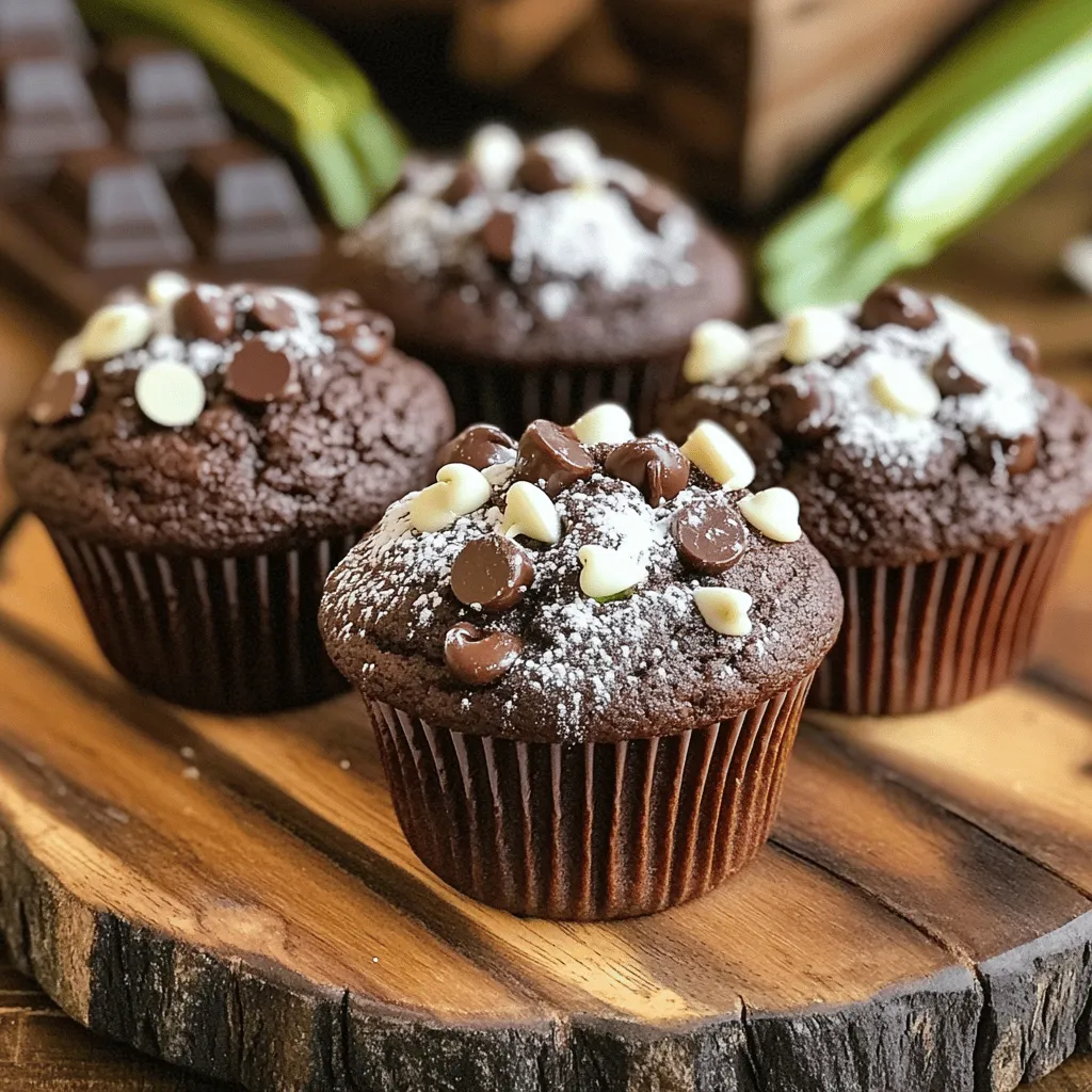 Bakery Style Double Chocolate Zucchini Muffins Recipe