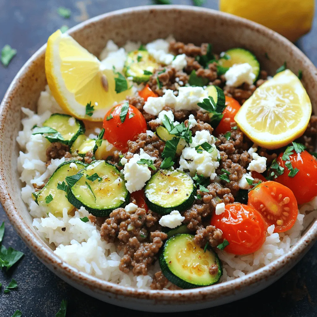 Greek Beef and Zucchini Rice Bowl Flavorful Meal Idea