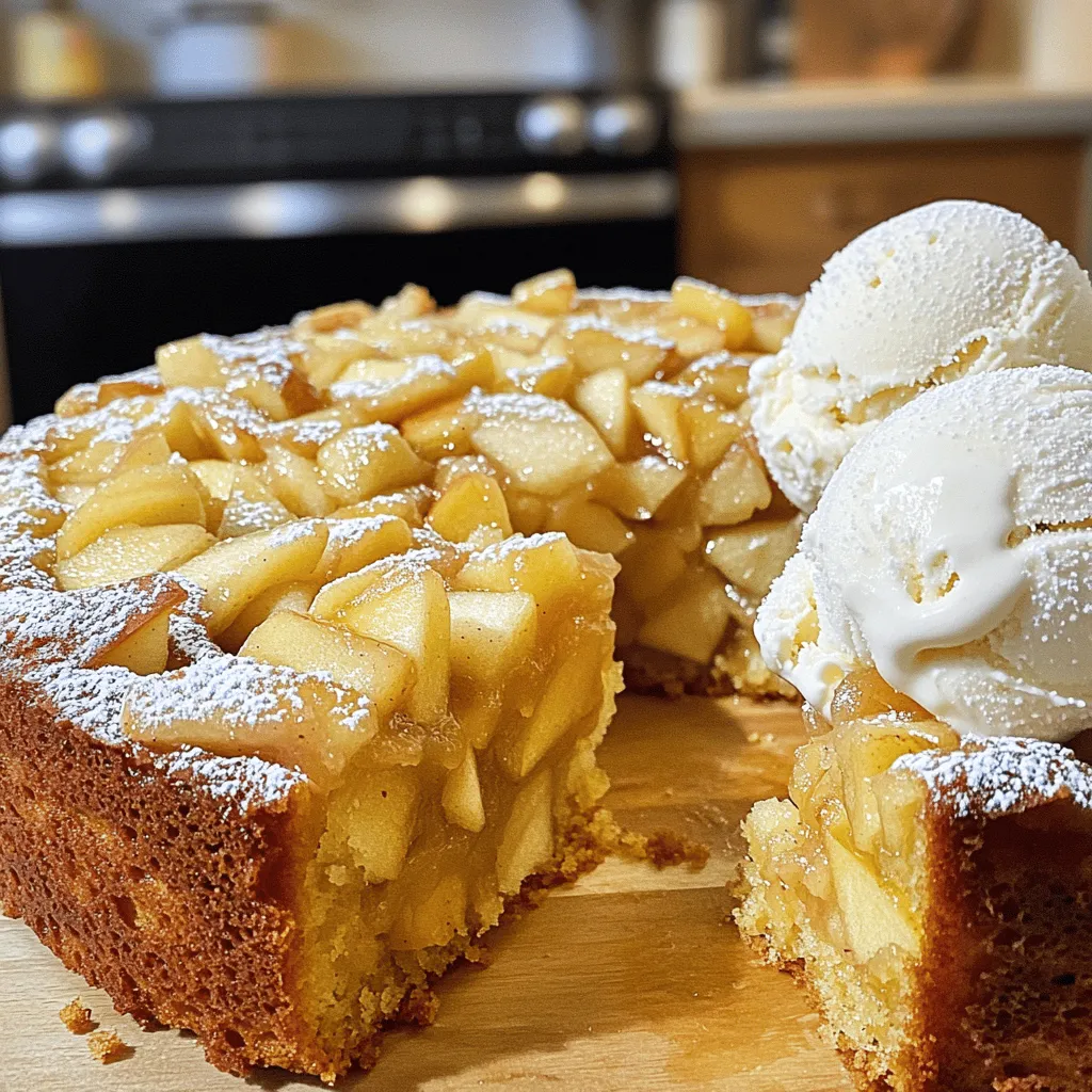 - 3 medium apples, peeled, cored, and diced - 2 cups all-purpose flour - 1 cup granulated sugar The main ingredients for this 3 Ingredient Apple Cake are simple and easy to find. You need three medium apples. I prefer using sweet varieties like Fuji or Honeycrisp for the best flavor. Peel, core, and dice them into small pieces. Next, measure out 2 cups of all-purpose flour. This gives the cake its structure. Lastly, you'll need 1 cup of granulated sugar. This adds sweetness and helps to caramelize the apples during baking. - Powdered sugar for dusting - Vanilla ice cream for serving While the cake is delightful on its own, you can enhance it with optional ingredients. A light dusting of powdered sugar adds a touch of elegance. It makes the cake look pretty and adds a little extra sweetness. Serving it with vanilla ice cream takes it to the next level. The cold creaminess pairs perfectly with the warm cake. For the full recipe, check out the earlier section. Start with your apples. You need three medium apples. Peel, core, and dice them. I like to use a sharp knife for this. It makes it easier and safer. The smaller the pieces, the better they mix into the cake. Next, measure your flour and sugar. You need two cups of all-purpose flour and one cup of granulated sugar. Use a dry measuring cup for accuracy. Spoon the flour into the cup, then level it off with a knife. This ensures you don’t pack it down too much. Now, it’s time to mix. In a large bowl, combine the diced apples and sugar. Stir well so the apples coat evenly with sugar. This adds sweetness and flavor to your cake. Gradually add the flour to this mixture. Stir gently until just combined. The dough will be thick, but the apples should still be visible. Avoid overmixing, as this can make your cake tough. For baking, choose a 9-inch round cake pan. Make sure to grease it well. This step helps the cake come out easily. Preheat your oven to 350°F (175°C). Pour your batter into the pan, spreading it evenly. Bake for 25 to 30 minutes. Check the cake by inserting a toothpick in the center. It should come out clean when the cake is done. Once baked, let it cool in the pan for about 10 minutes. Then, transfer it to a wire rack to cool completely. Enjoy your delightful creation! For the full recipe, check the details above. To get the right dough consistency, the apples need to be well mixed with the sugar. Start by combining these two ingredients in a bowl. The sugar helps to draw out moisture from the apples, making the mix juicy. When you add flour, do it slowly. Stir gently until just combined. The dough will be thick, but it should hold together well. Avoid overmixing. This is key to keeping your cake fluffy. If you mix too much, the cake can become dense and tough. Stop mixing as soon as you see no dry flour. Trust me, the cake will rise beautifully if you do. To boost the flavor, consider adding spices like cinnamon or nutmeg. These spices pair perfectly with apples and give your cake a warm taste. Just a teaspoon of cinnamon can transform your cake into a cozy delight. You can also experiment with nutmeg for a unique twist. Using different apple varieties can also change the flavor profile. Try using tart apples like Granny Smith for a nice contrast. Sweet apples like Fuji or Honeycrisp will add a different sweetness. Mixing types can create a complex flavor that surprises your taste buds. For a stunning presentation, serve slices warm. A light dusting of powdered sugar on top adds elegance. You can also place a scoop of vanilla ice cream beside the slice. The warm cake with cold ice cream creates a delightful contrast. Another idea is to arrange the slices on a nice plate. Add some fresh apple slices or a mint sprig for color. This makes the dish look even more inviting. Don't forget to enjoy the process and have fun with your presentation! {{image_2}} You can make this cake gluten-free. Just swap the all-purpose flour for almond flour or gluten-free flour. Almond flour adds a nice nutty taste. Gluten-free flour blends work well too. Use a 1:1 ratio for the best results. Want a vegan version? Replace granulated sugar with coconut sugar. It gives a lovely caramel flavor. You can also use applesauce instead of eggs. This keeps the cake moist and adds sweetness. Use 1/4 cup of applesauce per egg. Think outside the apple box! You can add other fruits like berries or pears. They bring different flavors and colors to the cake. Try mixing them in for a fun twist. A mixed fruit cake is a great way to use up leftover fruit. It’s tasty and colorful! To keep your cake fresh, wrap it in plastic wrap. This helps lock in moisture. Store it at room temperature for up to three days. If your kitchen is warm, use a cake dome or an airtight container. For longer storage, place the cake in the fridge. Just make sure it is covered well to avoid drying out. If you want to freeze your cake, follow these simple steps: 1. Allow the cake to cool completely. 2. Wrap it tightly in plastic wrap. 3. Then, wrap it again in aluminum foil. 4. Label it with the date, and place it in the freezer. To thaw, take it out a day before you need it. Leave it in the fridge overnight. This keeps the cake moist and tasty. Your 3 ingredient apple cake will last about three days at room temperature. In the fridge, it can stay good for up to a week. If you freeze it, it can last up to three months. Look for these signs to check if the cake has gone bad: - A strange smell - Mold on the surface - A dry or hard texture These signs mean it’s time to toss the cake. Enjoy your delicious homemade treat while it’s fresh! For the full recipe, check out the previous section. Yes, you can! You can use whole wheat flour or almond flour. Both can work well. If you use whole wheat flour, the cake will be denser. Almond flour gives a moist texture. Remember, if you switch to gluten-free flour, check for a 1:1 blend. These adjustments help keep the cake tasty and light. You can check for doneness in a few ways. First, look for a golden edge. If the top feels firm and springs back when touched, it is likely done. You can also use a toothpick. Insert it in the center; if it comes out clean, your cake is ready! Trust these signs to avoid underbaking. Absolutely! To double the recipe, use a larger pan, like a 9x13 inch. This change helps the cake bake evenly. Keep an eye on the baking time. It may take an extra 10 to 15 minutes. Check for doneness as mentioned earlier. Doubling the recipe means more delicious cake to share! For the full recipe, refer back to the main section. This blog post covered a simple apple cake recipe. You learned about the main and optional ingredients. I shared step-by-step instructions to help you bake it perfectly. We discussed tips and tricks for texture and flavor, plus creative serving ideas. I also provided variations for gluten-free and vegan options. Finally, we explored storage methods to keep your cake fresh. With these tips, you can enjoy baking and tasting your delicious apple cake!