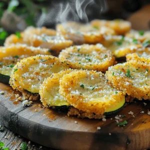 To make Easy Air Fryer Zucchini Parmesan, gather these key items: - 2 medium zucchinis, sliced into 1/4-inch rounds - 1 cup bread crumbs (preferably Italian seasoned) - 1/2 cup grated Parmesan cheese - 1 teaspoon garlic powder - 1 teaspoon Italian seasoning - 1 egg - 1/2 cup flour - Salt and pepper to taste - Olive oil spray Each ingredient plays a vital role in creating a crispy and tasty dish. The zucchini gives a fresh, light base, while the bread crumbs and cheese create a savory crunch. The egg and flour help the coating stick, making every bite delightful. You can spice things up with these optional seasonings: - Smoked paprika for a touch of warmth - Red pepper flakes for extra heat - Fresh herbs like basil or parsley for added flavor These seasonings let you customize the dish to match your taste. Feel free to mix and match, depending on what you have at home. If you want to switch up the bread crumbs, try these ideas: - Panko for an even crunchier texture - Whole wheat bread crumbs for a healthier option - Crushed cornflakes for a gluten-free twist Using different bread crumbs adds unique textures and flavors to your zucchini. This small change can make a big difference! For the full recipe, refer to the earlier section. First, wash the zucchinis under cold water. This removes dirt and debris. Cut the ends off each zucchini. Then slice them into 1/4-inch rounds. Make sure they are even to cook well. Lay the slices on a paper towel. Sprinkle some salt on them. This helps remove extra moisture. Let them sit for about 10 minutes. This step makes the zucchini crispier. Now, gather your breading station. You need three shallow dishes. In the first dish, add the flour. In the second dish, crack an egg and whisk it. In the third dish, mix the bread crumbs, Parmesan cheese, garlic powder, Italian seasoning, salt, and pepper. Ensure the mixture is well combined. This mix is key for great flavor. Now you are ready to coat the zucchini slices. Preheat your air fryer to 375°F (190°C). While it heats, dredge each zucchini slice. First, coat each slice in flour, shaking off any extra. Then dip it in the egg. Make sure it is fully coated. Finally, press it into the bread crumb mixture. Ensure it sticks well. Spray the air fryer basket lightly with olive oil. Arrange the slices in a single layer. Do not overcrowd them; they need space to cook. Lightly spray the tops with olive oil, too. Cook for 12-15 minutes. Flip them halfway through for even cooking. When they are golden brown, they are done. Carefully take them out and let them cool for a minute. Enjoy your crispy, tasty dish! For the full recipe, check the section above. To get that perfect crisp, make sure to coat the zucchini well. Use a light hand when spraying olive oil. This helps the breading crisp up without being too oily. Cook in a single layer to allow air to flow around each slice. This method ensures even cooking and a nice crunch. Set your air fryer to 375°F (190°C). This temperature gives the zucchini a golden brown finish. Cook for 12-15 minutes, flipping halfway through for even browning. Always check your air fryer’s manual for specific settings, as models can vary. One mistake is overcrowding the basket. If you pile the zucchini slices, they steam instead of crisp. Another common error is skipping the flour step. The flour helps the egg and breading stick better. Lastly, don’t skip the olive oil spray—it’s key for that crunchy texture. For the full recipe, refer to the earlier section. {{image_2}} You can make this dish gluten-free easily. Just swap out the regular flour and bread crumbs with gluten-free versions. Look for almond flour or chickpea flour for the coating. Use gluten-free bread crumbs for the final layer. This keeps the taste while making it safe for gluten-sensitive eaters. To make a vegan version, replace the egg with a flax egg. Mix one tablespoon of ground flaxseed with three tablespoons of water. Let it sit to thicken. Use nutritional yeast instead of Parmesan cheese for a cheesy flavor. These simple swaps keep your dish tasty and plant-based. While Parmesan is classic, you can switch it up. Try mozzarella for a gooey texture. Feta adds a salty kick. If you want to be bold, use blue cheese for a strong taste. Mix different cheeses for unique flavor layers. This creative twist makes every bite exciting. For more ideas on how to enjoy this dish, check the Full Recipe for tips! After making Easy Air Fryer Zucchini Parmesan, you may have some leftovers. To keep them fresh, store the zucchini in an airtight container. Place a paper towel inside to soak up any moisture. This helps keep the crispiness for a day or two. Avoid stacking them too high to prevent sogginess. When you're ready to enjoy the leftovers, reheating is key. The air fryer works best for this. Set it to 375°F (190°C) and heat the zucchini for about 5 minutes. This will help restore that lovely crunch. You can also use a regular oven at the same temperature. Just place them on a baking sheet for about 10 minutes. If you want to save some for later, freezing is a great option. First, let the zucchini cool completely. Arrange them in a single layer on a baking sheet and freeze for a few hours. Once frozen, transfer them to a freezer bag. They can last up to three months. When you're ready to eat, just reheat them straight from the freezer! For the best results, consider using the air fryer for that crispy finish. You can bake the zucchini in a regular oven. Preheat your oven to 400°F (200°C). After breading the zucchini, place them on a baking sheet lined with parchment paper. Bake for 20 to 25 minutes. Flip the slices halfway through to ensure even cooking. This method gives you a nice crunch, just like the air fryer. Yes, you can! Eggplant, yellow squash, or even mushrooms work well. Just slice them into similar sizes as the zucchini. Follow the same breading and cooking steps. Each vegetable will add a unique taste, so feel free to experiment with your favorites. The zucchini is ready when it turns golden brown. It should feel crispy on the outside but soft inside. You can also poke a slice with a fork. If it goes in easily, your zucchini is done! Enjoy the crispy goodness right away for the best flavor. This post covered how to make easy Air Fryer Zucchini Parmesan, from ingredients to cooking tips. You learned about the main ingredients, optional seasonings, and variations for bread crumbs. I shared steps to prepare and cook zucchini, plus tips for the perfect crisp. We also explored gluten-free, vegan options, and storage info. Try this dish for a healthy snack or side. Happy cooking!