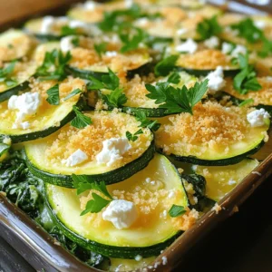 To make a tasty Baked Zucchini Spinach and Feta Casserole, you’ll need these simple ingredients: - 3 medium zucchinis, sliced - 2 cups fresh spinach, chopped - 1 cup crumbled feta cheese - 1 cup Greek yogurt - 3 eggs - 1/2 cup grated Parmesan cheese - 1 cup breadcrumbs (preferably whole wheat) - 2 garlic cloves, minced - 1 teaspoon dried oregano - 1/2 teaspoon salt - 1/2 teaspoon black pepper - 2 tablespoons olive oil - Fresh parsley for garnish (optional) These fresh ingredients create a vibrant and healthy dish. Zucchini adds moisture and texture. Spinach brings a lovely color and nutrients. Feta cheese adds a creamy, tangy flavor that complements the veggies well. Greek yogurt makes the casserole rich and helps it set nicely. I love using whole wheat breadcrumbs for a little crunch. Garlic, oregano, salt, and pepper give it that extra kick. Don't forget the olive oil to sauté the veggies. Finally, parsley is a nice touch for color and freshness. You can find the full recipe for the casserole at the end of this article. - Preheat the oven and prepare the baking dish: Start by setting your oven to 350°F (175°C). Grease a 9x9-inch baking dish to prevent sticking. - Sauté garlic, zucchini, and spinach: In a large skillet, heat 2 tablespoons of olive oil over medium heat. Add 2 minced garlic cloves and sauté for about 1 minute. Then, toss in 3 sliced zucchinis and 2 cups of chopped spinach. Cook this mixture for 5-7 minutes. Stir often until the veggies soften, then remove from heat and let them cool. - Mix wet and dry ingredients separately: In a bowl, whisk together 3 eggs, 1 cup of Greek yogurt, 1 teaspoon of dried oregano, 1/2 teaspoon of salt, and 1/2 teaspoon of black pepper. This will be your wet mix. - Incorporate vegetables into egg mixture: Once the veggie mix cools, fold it into your wet mixture. Add 1 cup of crumbled feta cheese and mix until everything is well combined. - Prepare breadcrumb topping: In another bowl, combine 1 cup of breadcrumbs with 1/2 cup of grated Parmesan cheese. This topping will add a nice crunch to your casserole. - Assemble and bake the casserole: Pour the veggie and egg mixture into your greased baking dish. Spread the breadcrumb topping evenly over the top. Bake for 30-35 minutes until the top turns golden brown and the casserole sets. - Cooling and garnishing tips: After baking, let the casserole cool for a few minutes. This helps it firm up for slicing. If you like, garnish with fresh parsley for a pop of color. Enjoy this delicious dish warm! For the full recipe, check out the details above. To make your casserole great, avoid a watery mix. Squeeze excess moisture from the zucchini and spinach. Use a clean kitchen towel or paper towel to do this. This step helps keep the casserole firm. If you need a feta substitute, try goat cheese or ricotta. Both options bring a creamy texture. They also add a unique taste to the dish. For sautéing vegetables, use medium heat. Start with olive oil and garlic for flavor. Add zucchini and spinach next. Stir them often for even cooking. Cook until they are just soft but still bright. To ensure even cooking, spread the mixture evenly in the baking dish. A 9x9-inch dish works best. Check the casserole halfway through baking. This way, you can rotate it for even browning. For more tips, check the Full Recipe. Enjoy your cooking! {{image_2}} You can easily add protein to your baked zucchini spinach and feta casserole. Incorporating chicken or turkey brings a heartier feel. Simply cook and shred the meat before mixing it in. This adds great flavor and makes the dish more filling. For a vegetarian option, consider using chickpeas or lentils. They provide protein and texture without meat. Just rinse and add them to the mixture. This keeps the dish rich and satisfying. Enhancing flavor is simple with spices and herbs. Try adding a pinch of red pepper flakes for heat. Fresh herbs like basil or dill can also brighten the dish. Feel free to experiment with your favorite spices. You can also swap out feta cheese for other cheeses. Goat cheese or ricotta will give a different taste. Each cheese adds its own unique flavor profile. Customize it to suit your taste buds and enjoy the variety. For the full recipe, check out the details above. Baked Zucchini Spinach and Feta Casserole keeps well in the fridge. You can store it for up to 3 days. To keep it fresh, let the casserole cool completely. Once cool, cover it tightly with plastic wrap or aluminum foil. You can also use an airtight container for better results. If you want to save leftovers, freezing works well too. Cut the casserole into portions. Wrap each piece tightly in plastic wrap, then place them in a freezer-safe bag. Be sure to label the bag with the date. It will stay good for up to 3 months. When you’re ready to eat, thaw it overnight in the fridge. To reheat, place it in the oven at 350°F (175°C) for about 20-25 minutes. This will ensure it heats evenly without drying out. For more details, check out the Full Recipe for tips on preserving that delicious flavor! Can I use frozen spinach instead of fresh? Yes, you can use frozen spinach. Make sure to thaw and drain it well. Frozen spinach can save time. Just be cautious of excess moisture, as it might make your casserole watery. What can I serve with Baked Zucchini Spinach and Feta Casserole? This casserole pairs well with a crisp green salad. You can also serve it with whole-grain bread or grilled chicken for more protein. Roasted vegetables are another great option. How do I know when the casserole is fully cooked? Check for a golden brown top. The casserole should be firm and not jiggle when you shake it gently. A toothpick inserted in the center should come out clean. How to make a gluten-free version To make this casserole gluten-free, swap breadcrumbs with gluten-free breadcrumbs or crushed nuts. This will keep the texture while keeping it safe for those avoiding gluten. Can I halve the recipe for smaller servings? Yes, you can easily halve the recipe. Use a smaller baking dish and adjust the cooking time. Keep an eye on it as it cooks, since smaller amounts may cook faster. Best side dishes to complement the casserole Serve it with a light salad with lemon vinaigrette. Grilled asparagus or steamed broccoli also pair nicely. For a heartier meal, try quinoa or brown rice on the side. Ideas for healthy toppings You can sprinkle fresh herbs like basil or dill on top. A dollop of Greek yogurt adds creaminess and tang. For a crunchy touch, add toasted nuts or seeds right before serving. For the full recipe, check out the details above! This blog post guided you through making a tasty Baked Zucchini Spinach and Feta Casserole. We covered the key ingredients and detailed steps. You learned how to mix, bake, and even store this dish. Remember to try different variations and cooking tips for the best results. In the end, this casserole is flexible and rewarding. You can enjoy it fresh or save it for later. So, get cooking and let your kitchen fill with delicious smells!