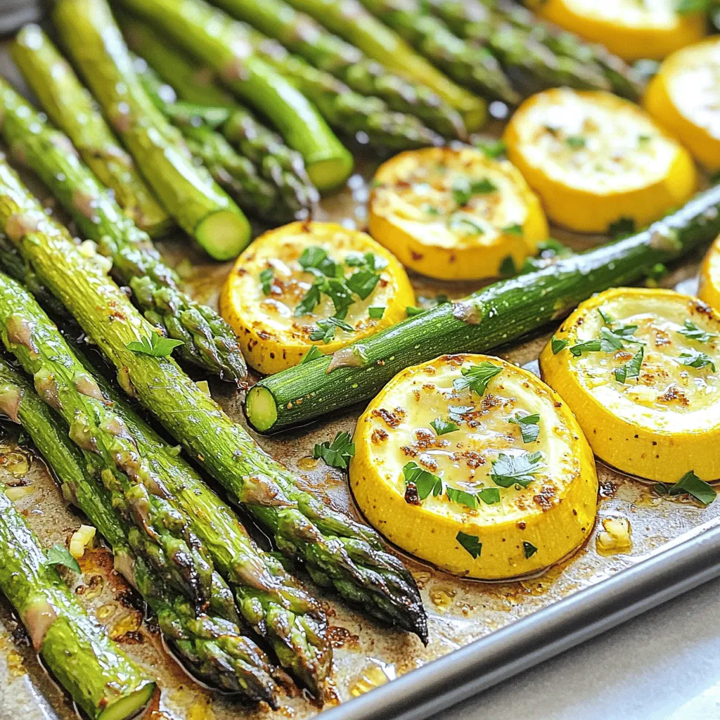 To make this tasty dish, you need a few key ingredients. Here’s what you will need: - 1 bunch of fresh asparagus, trimmed - 2 medium zucchinis, sliced into half-moons - 2 tablespoons olive oil - 3 cloves garlic, minced - 1 teaspoon lemon zest - 1 teaspoon smoked paprika - Salt and pepper to taste These ingredients work perfectly together. The asparagus adds a nice crunch, while the zucchini softens as it cooks. The garlic and lemon zest brighten the dish, and smoked paprika adds depth. You can add a few optional ingredients to boost the taste even more: - 2 tablespoons grated Parmesan cheese (optional) - Fresh parsley, chopped for garnish Parmesan cheese gives a rich flavor that elevates the dish. Chopped parsley adds a fresh touch. You can mix and match these as you like! Using the right tools can make cooking easier. Here are what I recommend: - A large mixing bowl - A baking sheet - A sharp knife for chopping - A cutting board - A measuring spoon These tools help you prepare your veggies quickly. A good knife will make slicing the zucchini easier. A baking sheet allows for even roasting, giving you that perfect texture. For the full recipe, you can find it [here](#). Enjoy cooking! Start by gathering your ingredients. You need fresh asparagus and zucchini. Trim the asparagus to remove the tough ends. Slice the zucchinis into half-moons. Aim for even sizes. This helps them cook at the same time. Rinse the vegetables under cold water. Pat them dry with a clean towel. This step removes dirt and helps oil stick better. In a large mixing bowl, add the asparagus and zucchini. Drizzle olive oil over them. Next, add minced garlic, lemon zest, smoked paprika, salt, and pepper. Use your hands to toss the veggies. Make sure each piece gets coated. This mix adds a lot of flavor. You can also add Parmesan cheese if you like. Preheat the oven to 425°F (220°C). Spread the seasoned veggies in a single layer on a baking sheet. Avoid crowding the pan. Give them space to roast evenly. Roast for 15-20 minutes. Check for tenderness and slight crispiness. For added flavor, sprinkle Parmesan cheese during the last 5 minutes. Once done, garnish with chopped parsley. Enjoy your flavorful asparagus with zucchini! For the complete recipe, check out the Full Recipe section. To roast asparagus and zucchini perfectly, start with fresh, bright vegetables. Trim the ends of the asparagus to remove any tough parts. Slice the zucchini into even half-moons to ensure they cook at the same rate. Preheat your oven to 425°F (220°C) to get a nice crisp. Spread the veggies in a single layer on the baking sheet. This allows hot air to circulate and gives you that lovely, caramelized finish. Adding flavors is key to bringing out the best in your veggies. I love using garlic for its strong aroma. It complements the natural sweetness of asparagus and zucchini. Lemon zest brightens the dish and adds a refreshing touch. Try using smoked paprika for a hint of warmth and smokiness. If you enjoy cheese, sprinkle grated Parmesan on top near the end of roasting for a savory finish. Fresh parsley adds color and a fresh taste when you serve it. One common mistake is overcrowding the baking sheet. This causes steaming instead of roasting. Always give the veggies enough space. Another mistake is not preheating the oven. Roasting in a hot oven is crucial for that perfect texture. Also, don’t forget to toss the vegetables in oil and spices. This step ensures even coating and flavor throughout. Finally, keep an eye on the timer. Overcooking can lead to mushy veggies, so check them frequently. For more details, check the Full Recipe. {{image_2}} You can easily boost the protein in this dish. Chicken and shrimp work very well here. For chicken, use boneless, skinless breasts or thighs. Cut them into bite-sized pieces. Season them with the same spices. Then, roast them with the vegetables. For shrimp, use large, peeled shrimp. Toss them in with the veggies in the last five minutes of cooking. Both options add flavor and make this dish more filling. If you want to add more veggies, go for it! Bell peppers, carrots, or cherry tomatoes add color and taste. You can also use mushrooms for an earthy flavor. Just chop them into similar sizes as the asparagus and zucchini. Mix them in with the original recipe. This way, you keep everything balanced and tasty. Each veggie brings its own twist to the dish. To change the flavor, play with herbs and spices. Fresh basil or thyme can brighten up the dish. Dried oregano or rosemary gives a warm touch. You can also try a pinch of red pepper flakes for some heat. Just add a little at a time. Taste as you go to find your perfect mix. Experimenting with flavors makes this dish unique every time you cook it. For more ideas, check out the Full Recipe. To keep your leftover flavorful asparagus with zucchini fresh, place it in an airtight container. This will help prevent moisture loss and keep the veggies crisp. Store it in the fridge. It will stay good for up to three days. You can also wrap it tightly in plastic wrap if you prefer that method. When you are ready to enjoy the leftovers, avoid the microwave. It can make your veggies soggy. Instead, heat a skillet over medium heat. Add a splash of olive oil and toss in the asparagus and zucchini. Stir them for about five minutes until they are warm. This method helps keep the veggies crispy and flavorful. If you want to save your dish for later, freezing is a great option. Start by letting the veggies cool completely. Then, pack them into freezer bags, removing as much air as possible. Label the bags with the date. Your flavorful asparagus with zucchini can last about three months in the freezer. When you are ready to eat, thaw in the fridge overnight and reheat as mentioned above. For the full recipe, check out the instructions earlier in the article. Yes, you can use frozen asparagus or zucchini. Just note that the texture may change. Frozen veggies often hold more water. This can make them soggy when cooked. If you use frozen, try roasting them a bit longer. This helps them crisp up. You can serve this dish with many options. Grilled chicken or fish pairs well. Quinoa or rice adds a nice base. You can also enjoy it on pasta. Try it alongside a fresh salad for a balanced meal. You can tell the veggies are done by looking at their color and feel. Asparagus should be bright green and tender. Zucchini should turn golden and soft. You can poke them with a fork. If they feel soft but not mushy, they are ready. For the best results, check around 15 minutes into roasting. This is when they start to get crispy. Enjoy creating this flavorful asparagus with zucchini! For the full recipe, check out the details above. This blog post explored how to make flavorful asparagus with zucchini. We looked at essential ingredients, tools, and step-by-step instructions for cooking. I shared tips for roasting, flavoring, and variations like adding chicken or veggies. I also covered proper storage and answered frequently asked questions. Remember, using fresh ingredients and the right techniques makes a big difference. Enjoy making this dish your own, and have fun experimenting with flavors!