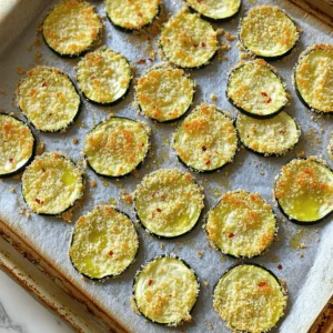 - 2 medium zucchinis, sliced into 1/4-inch rounds - 1 cup grated Parmesan cheese - 1 cup panko breadcrumbs - 1 teaspoon garlic powder - 1 teaspoon onion powder - 1 teaspoon dried oregano - 1/2 teaspoon red pepper flakes (optional) - Salt and pepper to taste - 2 large eggs, beaten - Olive oil spray Gather these ingredients before you start. The zucchini is the star. Choose firm zucchinis for the best texture. Grated Parmesan cheese adds a rich flavor. Panko breadcrumbs give a great crunch. The garlic powder and onion powder add depth to each bite. Dried oregano brings an Italian touch. If you like heat, add red pepper flakes. Don't forget salt and pepper to enhance taste. - Baking sheet - Parchment paper - Mixing bowls - Shallow dish for coating You need a baking sheet to hold the chips. Parchment paper helps prevent sticking. Mixing bowls are for preparing the coating and egg wash. A shallow dish makes coating easier. Having these tools ready makes cooking smooth and fun. - Calories: Approximately 150 per serving - Protein: 6g - Fat: 9g - Carbohydrates: 12g These chips can fit into a balanced diet. They're a great snack option. The recipe serves four, so share with friends or family. Each serving provides good protein and flavor without many carbs. Enjoy knowing you are munching on something healthy! First, preheat your oven to 425°F (220°C). This temperature helps make the chips crispy. While it heats, get a baking sheet and line it with parchment paper. This will stop the chips from sticking. Next, take two medium zucchinis. Slice them into 1/4-inch rounds. Try to keep the slices even. This way, they cook at the same time. Now, let’s mix the coating. In a shallow bowl, combine one cup of panko breadcrumbs, one cup of grated Parmesan cheese, one teaspoon of garlic powder, one teaspoon of onion powder, one teaspoon of dried oregano, and optional red pepper flakes. Add salt and pepper to taste. Mix everything well. In another bowl, whisk two large eggs. This will be our egg wash. Take each zucchini slice and dip it into the egg wash. Let any extra egg drip off. Then, coat it in the breadcrumb mix. Press gently to make sure the coating sticks. This step is key for a tasty crunch. Place the coated zucchini chips in a single layer on the baking sheet. Lightly spray the top with olive oil for extra crunch and flavor. Now it’s time to bake! Put the baking sheet in the oven. Bake the chips for about 20 to 25 minutes. Keep an eye on them. You want them golden brown and crispy. Once done, take them out and let them cool for a few minutes. The chips are now ready for you to enjoy! For the full recipe, check out the link provided. To get that perfect crunch, panko breadcrumbs are key. They are light and airy. This texture creates a great crisp when baked. Regular breadcrumbs can make the chips dense. So, stick with panko for this recipe. Using olive oil spray is also important. It helps the chips brown nicely. Spray lightly on the tops before baking. This step makes a big difference in crispiness. For the best results, set your oven to 425°F (220°C). This temperature helps the chips cook evenly. If your oven runs hot, check them a bit earlier. The thickness of your zucchini slices affects cooking time. If you cut them thinner than 1/4 inch, they may cook faster. Adjust the time as needed to avoid burning. These chips pair well with many dips. Try marinara or ranch for a tasty combo. The flavors of the dips really enhance the chips. For plating, arrange them on a colorful plate. Add some fresh herbs like parsley for a nice touch. This makes your snack look even more inviting. For more ways to enjoy zucchini, check out the Full Recipe! {{image_2}} You can make your baked Parmesan zucchini chips even more fun by trying different spices. Italian herbs work great for a classic taste. You might also enjoy adding smoked paprika for a subtle smoky flavor. Mix and match to find your favorite blend! Different cheese types can also change the game. Cheddar adds a sharp bite, while mozzarella brings a creamy touch. Feel free to experiment with what you have on hand. If you need a gluten-free option, replace panko breadcrumbs with almond flour or crushed gluten-free crackers. Both will still give you that satisfying crunch without the gluten. For those following a vegan diet, you can swap out the eggs. Use a mixture of ground flaxseed and water. This will help the coating stick just like eggs do. Zucchini is just the start! You can use eggplant if you want a meaty chip. Slice it thin, just like the zucchini. Yellow squash is another tasty option, adding a slight sweetness. Why not create a mixed chip platter? Combine zucchini, eggplant, and squash. This colorful mix will impress your guests and add variety to your snack time! For the full recipe, check out the complete guide. To keep your zucchini chips crispy, try these best practices: - Cool Completely: Let the chips cool fully before storing. This step helps reduce moisture. - Use Airtight Containers: Place chips in a container with a tight seal. This keeps air out and maintains crispness. - Avoid Stacking: Layering can cause chips to become soggy. Instead, store them in a single layer if possible. - Store at Room Temperature: Keep in a cool, dry place. Do not refrigerate, as this can introduce moisture. When you want to enjoy your leftover chips, reheating can help restore their crunch. Here are some methods: - Oven Method: Preheat your oven to 350°F (175°C). Spread the chips on a baking sheet. Heat for about 5-10 minutes, watching closely to avoid burning. - Air Fryer Method: If you have an air fryer, this is a great option. Set it to 350°F (175°C) and heat the chips for 3-5 minutes. This method revives the crunch. - Microwave Caution: While you can use a microwave, it may make the chips soft. Use this method only if you have no other choice. Following these tips helps keep your baked Parmesan zucchini chips delicious and crunchy! For the full recipe, check out the earlier sections. Yes, you can prepare zucchini chips in advance. Slice the zucchinis and coat them. Place the chips on a baking sheet, but do not bake them yet. Cover with plastic wrap and refrigerate for up to 24 hours. When you're ready, bake them straight from the fridge. This saves time and keeps them fresh. To reheat your chips, use the oven or an air fryer. Preheat the oven to 350°F (175°C) and bake for about 10 minutes. This helps restore their crispiness. If using an air fryer, heat at 350°F (175°C) for 5-7 minutes. Both methods keep the chips crunchy and tasty. Absolutely! Air frying is a great option. After coating the zucchini, place them in a single layer in your air fryer basket. Set the temperature to 375°F (190°C) and cook for 10-12 minutes. Shake the basket halfway through to ensure even cooking. This method makes the chips super crispy and delicious. Yes, these chips are a healthy snack choice. Zucchini is low in calories and high in vitamins. Each serving has about 120 calories, depending on the amount of cheese used. They provide fiber and essential nutrients, making them a great alternative to regular chips. Enjoy guilt-free snacking with this tasty recipe! For the full recipe, check [Full Recipe]. This blog post laid out how to make baked Parmesan zucchini chips. You saw the key ingredients, tools needed, and the steps to create this tasty snack. I shared tips for achieving the best crunch and suggested fun variations to try. Storing and reheating guidelines help you keep your chips fresh. Enjoy making these easy, fun snacks that can fit many diets and preferences. Don’t hesitate to experiment and find your favorite flavor!