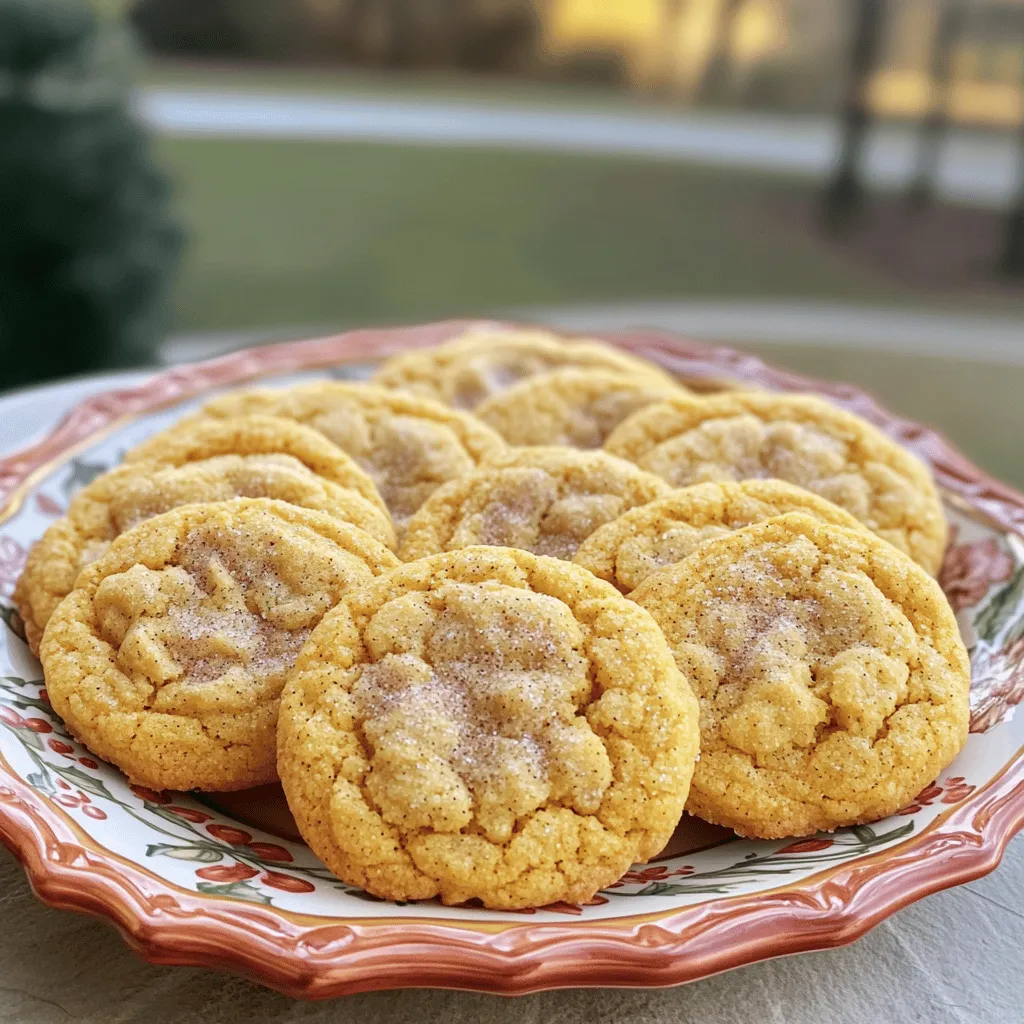 To make delicious Pumpkindoodle Cookies, gather these ingredients: - 1 cup pumpkin puree - 1/2 cup granulated sugar - 1/2 cup brown sugar, packed - 1/2 cup unsalted butter, softened - 1 large egg - 1 teaspoon vanilla extract - 2 cups all-purpose flour - 1 teaspoon baking soda - 1 teaspoon ground cinnamon - 1/2 teaspoon ground nutmeg - 1/4 teaspoon ground ginger - 1/4 teaspoon salt - 1/2 cup cinnamon sugar (for rolling) Using fresh pumpkin puree makes a big difference. Fresh puree has a brighter flavor and better texture. If you use canned, choose 100% pumpkin with no added sugar. When selecting spices, opt for whole spices if you can. Grind them fresh for the best taste. Check the date on spice jars to ensure they are fresh. You can adapt this recipe for different diets: - Gluten-free: Use a gluten-free flour blend. - Dairy-free: Substitute the butter with coconut oil or a plant-based butter. - Vegan: Replace the egg with a flax egg (1 tablespoon ground flaxseed mixed with 2.5 tablespoons water). These swaps keep the flavor and texture of your cookies delightful! First, set your oven to 350°F (175°C). Line a baking sheet with parchment paper. In a large bowl, add softened butter, granulated sugar, and brown sugar. Use a mixer to cream these together until they become light and fluffy. This step adds air, which makes your cookies soft. Next, add 1 cup of pumpkin puree, 1 large egg, and 1 teaspoon of vanilla extract. Mix these until they are fully blended. In another bowl, whisk together 2 cups of all-purpose flour, 1 teaspoon of baking soda, 1 teaspoon of ground cinnamon, 1/2 teaspoon of ground nutmeg, 1/4 teaspoon of ground ginger, and 1/4 teaspoon of salt. Gradually add the dry mixture to the wet mixture. Stir gently until just combined. Be careful not to overmix the dough. This keeps your cookies tender. Now it's time to shape the cookies. Use a cookie scoop or a spoon to take out small balls of dough. Each ball should be about one tablespoon in size. Roll each ball in 1/2 cup of cinnamon sugar until it is completely coated. This gives a sweet, spicy crust. Place the rolled dough balls on the prepared baking sheet. Leave about 2 inches between each ball. They will spread out while baking. Place the baking sheet in the oven and bake the cookies for 10 to 12 minutes. Look for lightly golden edges to know when they are done. Once baked, take the cookies out and let them cool on the baking sheet for about 5 minutes. This helps them set. After that, move them to a wire rack to cool completely. Enjoy the warm spices and soft texture of your Pumpkindoodle Cookies! To prevent your cookies from being too dry, check your flour. Use a spoon to scoop it into your measuring cup. Then level it off with a knife. This gives you just the right amount. If your cookies turn out too wet, add a little more flour until the dough feels right. For best cookie consistency, make sure your butter is softened, not melted. Cream the butter and sugars well until it is light and fluffy. This adds air and helps cookies rise. When mixing in dry ingredients, do not overmix. Just stir until combined. This keeps your cookies soft and chewy. To make your cookies look great, arrange them on a fun plate. Dust the tops with a little extra cinnamon sugar. This adds a nice touch. Pair your cookies with warm apple cider or a glass of milk. The flavors blend so well, making it a cozy treat. {{image_2}} You can make pumpkindoodle cookies even better! Here are some ideas for flavor additions: - Chocolate chips: Add 1/2 cup of your favorite chocolate chips to the dough. This gives a sweet and rich touch. - Nuts: Chopped walnuts or pecans add a nice crunch. Use about 1/2 cup for a great texture. - Dried fruits: Raisins or cranberries can bring a fruity burst. Add 1/2 cup for a cheery twist. These additions make each bite different and fun! Want to bring more fall vibes? Here are some seasonal twists: - Extra spices: You can add a pinch of allspice or cloves for a deeper flavor. This can make your cookies taste like autumn. - Swapping ingredients: Use maple syrup instead of granulated sugar for a unique taste. It pairs well with pumpkin. - Holiday themes: Try adding peppermint extract for winter holidays. It can give your cookies a festive flair! Mixing in these ideas keeps your baking fresh and exciting. Want to change things up with size and shape? Here are some tips: - Mini cookies: Use a smaller cookie scoop to make bite-sized treats. Bake them for about 8-10 minutes. - Cookie sandwiches: Bake larger cookies. Once cooled, spread cream cheese frosting between two cookies for a yummy sandwich. - Bars: Press the dough into a baking pan instead of scooping. Bake for 20-25 minutes. Cut into squares for easy serving. These variations let you enjoy pumpkindoodle cookies in new ways! To keep your pumpkindoodle cookies fresh, store them at room temperature. Place them in an airtight container. This will keep them soft and tasty. If you like them chilled, you can also store them in the fridge. Just remember to let them sit out for a bit before enjoying. You can freeze these cookies for later. If you want to freeze the dough, scoop the dough balls and roll them in cinnamon sugar. Then, place them on a baking sheet and freeze until solid. Once frozen, transfer them to a freezer bag. You can bake them straight from the freezer, just add a minute or two to the baking time. If you freeze baked cookies, let them cool first. Wrap them in plastic and place them in a freezer bag. They will stay fresh for up to three months. Pumpkindoodle cookies can last up to one week at room temperature. Look for signs of spoilage, like an off smell or hard texture. If they become too dry, they may not taste as good. Always check before you enjoy them! Yes, you can! If you don't have pumpkin puree, try using applesauce or mashed bananas. Both options add moisture. You can also use sweet potato puree for a similar texture. Just keep in mind that this may change the flavor a bit. Look for the edges of the cookies. They should be lightly golden. The center may still look soft, but that’s okay. They will firm up as they cool. You can also test doneness by gently pressing the top. If it springs back, they're ready. These cookies have some healthy ingredients, but they are still a treat. Pumpkin adds fiber and vitamins. However, they do contain sugar and butter. To make them healthier, you can use less sugar or swap for a sugar substitute. Enjoy them in moderation! This blog post covered everything you need for perfect Pumpkindoodle cookies. I shared a complete list of ingredients and their quality. You can find substitutions for different diets. The step-by-step instructions make baking easy and fun. I offered tips to tackle common issues and enhance flavor. You’ll also discover variations, storage tips, and answers to frequently asked questions. Now, you're ready to bake these delicious cookies with confidence. Enjoy your baking journey!