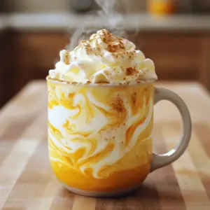 - 1 cup brewed espresso or strong coffee - 1 cup milk (dairy or your choice of non-dairy) - 1/4 cup pumpkin puree - 2 tablespoons white chocolate chips - 1 tablespoon maple syrup (adjust to taste) - 1 teaspoon vanilla extract - 1/2 teaspoon pumpkin spice (or a mix of cinnamon, nutmeg, and ginger) - Whipped cream (for topping) - Ground cinnamon and nutmeg (for garnish) To create a delicious Pumpkin White Mocha, gather these essential ingredients. First, start with 1 cup of brewed espresso or strong coffee. This gives your drink a rich base. Next, use 1 cup of milk. You can choose dairy milk or a non-dairy option like almond or oat milk. Pumpkin puree is key for flavor. You need 1/4 cup to give that warm, fall taste. White chocolate chips add sweetness. Use 2 tablespoons for a smooth mouthfeel. Maple syrup is optional; 1 tablespoon adds extra flavor. Adjust it to your liking. Vanilla extract enhances the drink's aroma. Add 1 teaspoon for that touch of sweetness. Pumpkin spice brings the essence of fall. Use 1/2 teaspoon, or mix your own blend with cinnamon, nutmeg, and ginger. Don't forget the whipped cream! It makes your drink feel special. Finally, sprinkle ground cinnamon and nutmeg on top for a beautiful finish. These ingredients come together to create a cozy, flavorful drink perfect for fall. To make the best pumpkin white mocha, you need strong coffee or espresso. Brew one cup of espresso using your machine or stovetop. If you don’t have an espresso maker, a French press works too. Use dark roast coffee for the richest flavor. Remember, the coffee should be hot and strong. This gives your drink the kick it needs. Next, grab a small saucepan. In it, mix together these ingredients: - 1/4 cup pumpkin puree - 2 tablespoons white chocolate chips - 1 tablespoon maple syrup - 1 teaspoon vanilla extract - 1/2 teaspoon pumpkin spice Place the saucepan on low heat. Stir the mixture well. Keep stirring until the white chocolate melts and blends in. This should take about 3 to 5 minutes. The warmth will help bring out the pumpkin flavor. Now it’s time to add the milk. Pour in 1 cup of your choice of milk. You can use dairy or any non-dairy milk you like. Stir the mixture gently while it heats. Do not let it boil; you want it warm. Once it's warm, take a hand frother or whisk. Froth the milk to make it creamy. This will add a nice texture. In a large mug, combine the brewed espresso with your pumpkin-milk mixture. Stir gently to blend them well. Top your drink with whipped cream. Add a sprinkle of ground cinnamon and nutmeg for a festive touch. Enjoy your homemade pumpkin white mocha! To get the right sweetness, use maple syrup. Start with one tablespoon. Taste it. Add more if you want it sweeter. Maple syrup brings a warm flavor that fits fall. Frothing milk is key for a dreamy drink. Heat the milk gently in a saucepan. Don't let it boil. Use a hand frother or a whisk. Move it up and down to build foam. This makes your drink creamy and nice. Garnish your pumpkin white mocha with whipped cream. Add a good dollop on top. Then sprinkle ground cinnamon and nutmeg for a cozy look and taste. Try other toppings too! You can use crushed graham crackers for crunch. Or drizzle some caramel sauce for extra sweetness. Each option adds a fun twist to your drink. {{image_2}} If you want a dairy-free Pumpkin White Mocha, you have choices. You can use almond, oat, or soy milk. Each type gives a unique taste. Almond milk adds a nutty flavor. Oat milk brings creaminess. Soy milk is rich and smooth. Adjust the flavors to match your milk choice. If you use almond milk, add a bit more pumpkin spice. Oat milk might need a touch more maple syrup to balance its sweetness. You can make your drink even better with simple additions. Adding chocolate or caramel syrup gives a sweet twist. A drizzle of chocolate sauce on top enhances the look and taste. Caramel syrup adds a rich, buttery flavor. Don’t stop at syrups! Explore different spice blends. Try adding a pinch of cayenne for heat. Or mix in some allspice for a warm, cozy note. Iced drinks are perfect for warm days. To make an iced version, brew your espresso and let it cool. Add ice to your glass first. Mix the pumpkin puree, white chocolate, and milk in a shaker with ice. Shake well to combine. Pour it over the ice and top with whipped cream. For cold brew, use cold coffee instead of hot. Adjust the pumpkin puree to keep the flavors strong. Enjoy your cool treat! To keep your pumpkin white mocha fresh, store it in the fridge. Use an airtight container. This helps prevent your drink from picking up other flavors. The shelf life of the drink is about two days. For the ingredients, here is how long they last: - Pumpkin puree: 3-5 days in the fridge after opening. - White chocolate chips: up to a year if stored in a cool, dry place. - Milk: 5-7 days after the sell-by date, depending on the type. When reheating your pumpkin white mocha, do it slowly. Use a saucepan over low heat. Stir it often to prevent burning. Avoid boiling, as it can ruin the flavor. For the best froth and texture, use a whisk or frother while heating. This adds air and keeps the creaminess. If you find it loses some foam, whisk again after heating to restore that lovely texture. A Pumpkin White Mocha is a warm drink that combines espresso, pumpkin puree, white chocolate, and spices. It has a sweet and creamy taste. The pumpkin adds a rich, earthy flavor, while the white chocolate gives it a smooth sweetness. You will also enjoy hints of vanilla and warm spices like cinnamon and nutmeg. This drink is a cozy treat, perfect for fall. Yes, you can use fresh pumpkin! First, cook the pumpkin until it is soft. Then, mash or blend it into a smooth puree. Keep in mind that fresh pumpkin may have a different taste compared to canned puree. You might need to adjust the sweetness or spice levels in your drink. Fresh pumpkin can be fun to use, but it takes more time to prepare. You can find Pumpkin White Mocha at popular coffee chains, like Starbucks and Dunkin'. Many local coffee shops also offer this seasonal drink. If you prefer to make it at home, you can buy the ingredients online. Stores like Amazon or grocery delivery services have all you need. Enjoy making it yourself for a fun and tasty experience! You learned how to make a delicious pumpkin white mocha from scratch. We covered the key ingredients, from espresso to spices. You also explored easy steps for brewing, mixing, and serving. Plus, we discussed ways to tweak the recipe to fit your taste. Remember, whether you like it hot or iced, your pumpkin white mocha can be perfect with just a few adjustments. Enjoy your drink and impress your friends with this simple treat. Happy brewing!