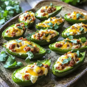 - 12 large jalapeño peppers - 200g chorizo sausage, finely chopped - 1 cup cream cheese, softened - 1 cup shredded sharp cheddar cheese - 1/2 cup shredded mozzarella cheese - 2 cloves garlic, minced - 1 teaspoon smoked paprika - 1 teaspoon onion powder - Salt and pepper to taste - Fresh cilantro, chopped (for garnish) - Olive oil (for drizzling) Gathering the right ingredients makes all the difference. First, choose fresh, large jalapeño peppers. They should be firm and bright. The chorizo sausage adds a spicy, rich flavor. Use finely chopped chorizo for even cooking. Cream cheese serves as a creamy base, while the sharp cheddar and mozzarella add depth. Garlic provides a nice kick, and smoked paprika gives a subtle warmth. Onion powder enhances the overall flavor, and salt and pepper are key for balance. Don't forget fresh cilantro for a pop of color and flavor. Finally, a drizzle of olive oil adds a nice touch. Each ingredient works together to create a delicious snack. - Preheat the oven to 375°F (190°C). - Slice each jalapeño in half lengthwise. Remove the seeds with a spoon to lower the heat. - In a skillet over medium heat, add the chopped chorizo. Cook it until browned, about 5-7 minutes. - Next, add minced garlic to the skillet. Cook for one more minute until it smells great. - In a bowl, mix the softened cream cheese, shredded cheddar, and mozzarella. - Add the cooked chorizo mixture to the cheeses. Season with smoked paprika, onion powder, salt, and pepper. Stir until well combined. - Use a spoon to fill each jalapeño half with the cheese and chorizo filling. Pack it in well. - Place the stuffed jalapeños on a baking sheet lined with parchment paper. Drizzle with olive oil. - Bake for 20-25 minutes. The peppers should be soft, and the cheese will be bubbly and golden. If you want to switch things up, try different sausages. You can use spicy Italian sausage or even chicken sausage for a lighter touch. For cheese, feel free to mix in pepper jack or gouda for a fun twist. If you need a vegan alternative, swap the cream cheese for a plant-based version. You can also use vegan cheese shreds. Look for options that melt well to keep that gooey texture. To control the heat, decide if you want to keep the seeds. Leaving seeds makes the jalapeños spicier. If you want less heat, remove the seeds and membranes. You can also balance the spice by adding sweetness. Try mixing in some diced bell peppers or corn. Both add flavor and take the edge off the heat. When serving, arrange the stuffed jalapeños on a large platter. This makes them look appealing. For a pop of color, garnish with fresh cilantro and lime wedges. You can also drizzle some extra olive oil on top. Serve with your favorite dipping sauce. A spicy mayo or ranch can add an extra layer of flavor. {{image_2}} You can mix up the cheese for a unique taste. Instead of just cheddar and mozzarella, try these blends: - Pepper jack for a spicy kick - Gouda for a rich, smoky flavor - Feta for a tangy touch Using flavored cream cheese adds even more fun. Think about using herb-infused or spicy jalapeño cream cheese for extra zing. Want to make your stuffed jalapeños even more exciting? Consider adding extra fillings. - Diced bell peppers add crunch and color. - Corn can sweeten the dish. - Black beans add protein and texture. For a Tex-Mex twist, mix in taco seasoning. This gives your filling a warm, bold flavor that pairs well with the jalapeños. You have choices when cooking your stuffed jalapeños. - Air frying gives a crispy texture without much oil. - Baking is classic and lets the cheese melt beautifully. If you’re feeling adventurous, grill them! Just watch the heat. Grill over medium heat until the cheese is bubbly. This adds a nice char and smoky flavor. To keep your stuffed jalapeños fresh, store them in an airtight container. Place a paper towel inside to absorb moisture. This helps maintain the crispness of the peppers. You can refrigerate them for up to three days. If you want to save them longer, freezing is a great option. Wrap each jalapeño tightly in plastic wrap. Then, place them in a freezer-friendly bag. They can last for up to three months in the freezer. When it's time to enjoy your leftovers, reheating is key. For the best results, use an oven. Preheat it to 350°F (175°C). Place the stuffed jalapeños on a baking tray. Heat for about 15-20 minutes until they are warm and cheese is melted. This method keeps them crispy. You can also use a microwave for quick reheating. Place them on a microwave-safe plate. Heat for about 1-2 minutes. However, be aware that this method may make the peppers a bit soggy. For best taste and texture, I recommend the oven method. Yes, you can! If you want less heat, try using bell peppers. They have a sweet taste and are mild. For more heat, consider serrano peppers. They pack a punch but still have great flavor. - Bell Peppers: Sweet, mild, and perfect for a family-friendly dish. - Serrano Peppers: Hotter than jalapeños but still tasty; add more spice without losing flavor. When picking a pepper, think about your heat level. Jalapeños are medium, whereas serranos are hotter. Bell peppers offer no heat, great for kids or spice-averse friends. Yes, this recipe is gluten-free! Chorizo and all the cheeses do not contain gluten. Always check labels, as some brands may add fillers. For those sensitive to gluten, be mindful of cross-contamination. Use clean tools and surfaces. If you buy pre-packaged chorizo, ensure it’s labeled gluten-free to be safe. You can keep stuffed jalapeños in the fridge for about 3-5 days. Store them in an airtight container. If you want to keep them longer, freeze them! - Refrigerator: 3-5 days, best in an airtight container. - Freezer: Up to 3 months. Wrap tightly to avoid freezer burn. Look out for signs of spoilage. If they smell bad or show any mold, discard them. Fresh jalapeños will make your next snack even better! You now have the tools to create delicious stuffed jalapeños. We covered ingredients, step-by-step instructions, and helpful tips. You learned about variations to spice things up too. Don't forget to store leftovers properly for later enjoyment. Whether you stick with classic recipes or try new flavors, the fun is in the kitchen. Enjoy crafting these tasty bites, and share them with friends. Happy cooking!