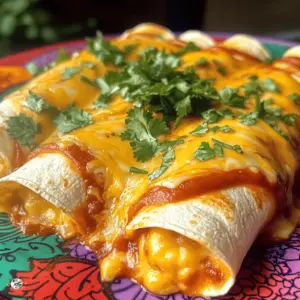 To make cheese enchiladas, you need a few key items. These are the must-have ingredients: - 10 corn tortillas - 2 cups shredded cheddar cheese - 1 cup shredded Monterey Jack cheese - 1 small onion, finely chopped - 2 cloves garlic, minced - 2 cups enchilada sauce (store-bought or homemade) - 1 tablespoon olive oil - 1 teaspoon ground cumin - 1 teaspoon smoked paprika - Salt and pepper to taste - Fresh cilantro, chopped (for garnish) These ingredients create a cheesy, flavorful dish that warms the heart. You can enhance your enchiladas with some fun extras. Here are some optional items you might like: - Sliced jalapeños for heat - Black olives for a salty bite - Sour cream for creaminess - Avocado for a fresh touch - Corn for sweetness Feel free to mix and match based on your taste. Sometimes you may not have all ingredients. Here are some smart swaps: - Use flour tortillas instead of corn if you prefer. - Cheddar cheese can be swapped for Monterey Jack cheese, or vice versa. - If you do not have cumin, try using chili powder for a different flavor. - Can’t find fresh cilantro? Use parsley for garnish instead. These suggestions keep the dish flexible and fun while maintaining great taste. You can find the full recipe to explore more details. Start by gathering all your ingredients. You need 10 corn tortillas, 2 cups of shredded cheddar cheese, and 1 cup of shredded Monterey Jack cheese. Chop one small onion and mince two cloves of garlic. In a skillet, heat 1 tablespoon of olive oil over medium heat. Add the chopped onion and cook until it turns clear, about 3-4 minutes. Next, mix in the minced garlic, 1 teaspoon of ground cumin, and 1 teaspoon of smoked paprika. Stir for one minute until the spices smell good. In a bowl, blend the cheeses with half of the onion mix. Add salt and pepper to taste. Pour half of the enchilada sauce into a shallow dish. Now, take a corn tortilla and place a good amount of the cheese mix inside. Roll it up tightly and place it seam-side down in a greased baking dish. You will repeat this for all tortillas, filling the dish. Once all the tortillas are rolled, pour the rest of the enchilada sauce over them. Make sure every enchilada gets covered. For an extra cheesy crust, sprinkle any leftover cheese mix on top. Preheat your oven to 375°F (190°C). Place the baking dish in the oven and bake for 20-25 minutes. You want the cheese to melt and bubble. When done, take the dish out and let it cool for a few minutes. Finally, garnish with chopped fresh cilantro. Serve warm on a bright plate, maybe with a drizzle of extra sauce on top. Enjoy your cheesy delight! For the complete recipe, check the Full Recipe section. To roll your enchiladas well, warm the tortillas first. This helps them stay soft and flexible. I use a dry skillet to heat them up for about 30 seconds on each side. Next, don’t overfill them. A generous amount of cheese and filling works best. Roll tightly and place seam-side down in the dish. This keeps them closed while baking. A homemade sauce truly makes your enchiladas shine. To make it, blend tomatoes, chili powder, garlic, and cumin. Simmer this mix for about 15 minutes. This time lets all the flavors blend well. If you prefer a store-bought option, look for sauces with simple ingredients. Avoid those packed with preservatives. For the best melting cheese, mix different types. I love using cheddar and Monterey Jack together. They melt well and create that gooey texture we all crave. Sprinkle some cheese on top before baking. This gives a lovely crust. Watch them closely while they bake. You want them bubbly and slightly golden. {{image_2}} You can easily make vegetarian cheese enchiladas. Just swap the meat for veggies you love. Good choices are bell peppers, mushrooms, and zucchini. Sauté these veggies with the onions and garlic for extra flavor. This way, you keep the meal hearty and satisfying without losing taste. The cheese still melts perfectly, making each bite creamy and delicious. For a kick, try spicy cheese enchiladas. Add jalapeños or diced green chilies to the cheese mix. You can also use a spicy enchilada sauce for more heat. If you love a good burn, this option is for you. Just remember to adjust the spice level to fit your taste. A dollop of sour cream on top can help balance the heat. If you need gluten-free enchiladas, use corn tortillas. They are naturally gluten-free and work perfectly in this dish. Check the enchilada sauce to ensure it has no gluten. Many brands offer gluten-free options. You can enjoy all the cheesy goodness without worry. Just follow the full recipe, and you’ll have a safe and tasty meal. Store any leftover cheese enchiladas in an airtight container. Make sure they cool first. Place them in the fridge for up to three days. This keeps them fresh. If you want to keep them longer, consider freezing. To reheat, preheat your oven to 350°F (175°C). Place the enchiladas in a baking dish. Cover them with foil to keep moisture in. Heat for about 15-20 minutes. Check that they are hot throughout. You can also use a microwave. Heat them for 1-2 minutes in a microwave-safe dish. Add a splash of enchilada sauce to keep them moist. To freeze, wrap each enchilada tightly in plastic wrap. Then, place them in a freezer-safe bag. They can last up to three months in the freezer. When ready to eat, thaw them in the fridge overnight. Reheat as mentioned before. This way, you have a quick meal ready anytime! For the full recipe, check the link above. To make homemade enchilada sauce, you need simple ingredients. Start with: - 2 tablespoons olive oil - 2 tablespoons chili powder - 1 teaspoon ground cumin - 1 teaspoon garlic powder - 1 can (15 oz) of tomato sauce - 1 cup water - Salt to taste Heat olive oil in a pan. Add chili powder, cumin, and garlic powder. Stir for one minute. Pour in tomato sauce and water. Mix well. Let it simmer for about 10 minutes. Adjust salt for taste. This sauce is rich and full of flavor. Yes, you can use different types of cheese. Popular options include: - Queso fresco - Pepper jack - Gouda - Mozzarella Mix and match to find your favorite combo. Each cheese brings its own flavor. I love using cheddar and Monterey Jack. They melt well and taste great together. Many side dishes go well with cheese enchiladas. Here are some tasty ideas: - Mexican rice - Refried beans - Guacamole - Salsa - Corn salad These sides add color and flavor to your meal. They also complement the enchiladas perfectly. You know your cheese enchiladas are done when the cheese is melted and bubbly. Look for a golden crust on top. If you poke one, hot cheese should ooze out. Baking typically takes 20-25 minutes at 375°F (190°C). Let them cool for a few minutes before serving. Enjoy the cheesy goodness! For the full recipe, check the section above. Cheese enchiladas are simple and fun to make. We covered essential ingredients, tips for rolling, and delicious variations. Remember, you can tweak flavors to make them your own. Homemade sauce adds a great touch, and leftovers store easily. Enjoy getting creative with your enchiladas and share them with friends. These tasty meals bring joy to any table. Dive into making them, and you'll impress everyone with your skills.